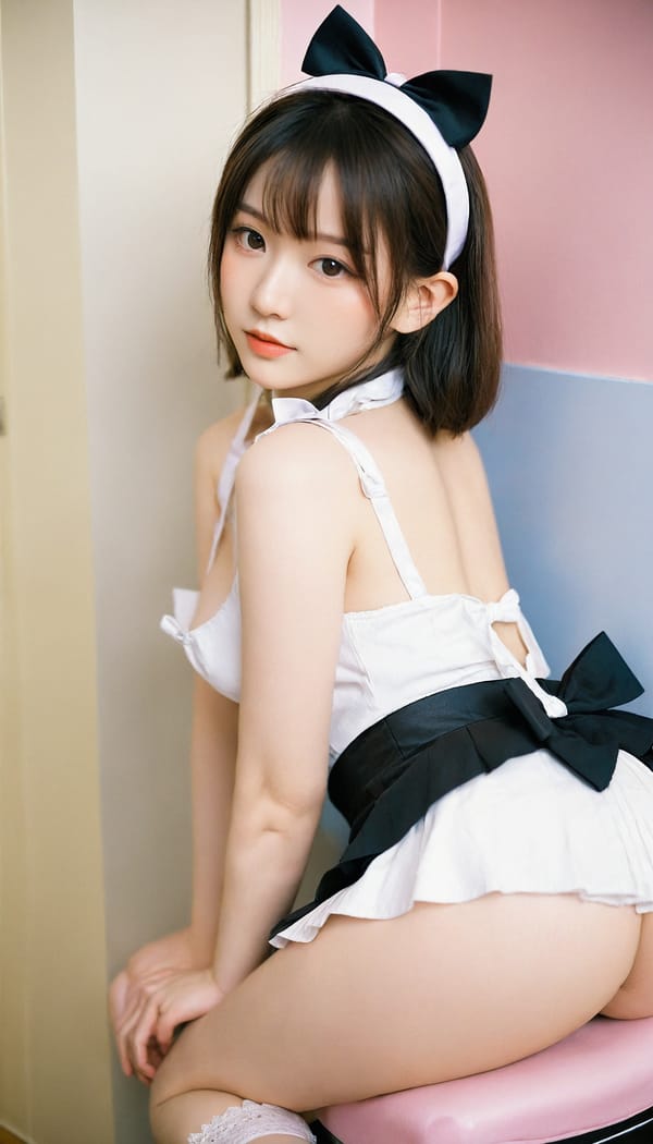 Tags: 21872187, SDXL
{"3": {"inputs": {"seed": 138140878688213, "steps": 64, "cfg": 5.74, "sampler_name": "dpmpp_2m", "scheduler": "karras", "denoise": 1.0, "model": ["27", 0], "positive": ["6", 0], "negative": ["7", 0], "latent_image": ["5", 0]}, "class_type": "KSampler"}, "4": {"inputs": {"ckpt_name": "leosamsHelloworldSDXL_helloworldSDXL32DPO.safetensors"}, "class_type": "CheckpointLoaderSimple"}, "5": {"inputs": {"width": 768, "height": 1344, "batch_size": 1}, "class_type": "EmptyLatentImage"}, "6": {"inputs": {"text": "19 year old girl, (japanese:1.11), (detailed face:1.06), (eyelashes:0.98), (idol:1.01), (temptress:1.02), (slim:1.01), (beautiful eyes:1.02), (double eyelids:0.97), (seductive pose:1.04), (sexy lips:0.95), (seductive facial expression:1.02), (cute:0.96), (blush:1.02), (pale skin:1.08), (on all fours:1.04), (spreading ass cheeks:1.00), (from behind:1.08), (backboob:1.03), in a (skimpy maid costume:0.96) working at a maid cafe, choker, bowtie, headband, pleated skirt, (candid cinema:1.05), (soft lighting:1.04), (RAW:1.06), (portra:1.09), (film:1.01), (skin fuzz:1.07), (detailed skin:1.03), (textured skin:1.09), (natural looking skin:1.00)", "clip": ["27", 1]}, "class_type": "CLIPTextEncode"}, "7": {"inputs": {"text": "(open mouth:1.06), (distorted:1.10), (worst quality:1.06), (bad hands:1.09), (twisted:1.11), (watermark:1.07), (low resolution:1.07)", "clip": ["27", 1]}, "class_type": "CLIPTextEncode"}, "8": {"inputs": {"samples": ["3", 0], "vae": ["4", 2]}, "class_type": "VAEDecode"}, "25": {"inputs": {"lora_name": "nudify_xl.safetensors", "strength_model": 0.37, "strength_clip": 0.2, "model": ["4", 0], "clip": ["4", 1]}, "class_type": "LoraLoader"}, "26": {"inputs": {"lora_name": "shirtlift_SDXL_v2.safetensors", "strength_model": 0.12, "strength_clip": 0.1, "model": ["25", 0], "clip": ["25", 1]}, "class_type": "LoraLoader"}, "27": {"inputs": {"lora_name": "PerfectEyesXL.safetensors", "strength_model": 0.13, "strength_clip": 0.09, "model": ["26", 0], "clip": ["26", 1]}, "class_type": "LoraLoader"}, "30": {"inputs": {"model_name": "4x_NMKD-Superscale-SP_178000_G.pth"}, "class_type": "UpscaleModelLoader"}, "31": {"inputs": {"upscale_model": ["30", 0], "image": ["8", 0]}, "class_type": "ImageUpscaleWithModel"}, "32": {"inputs": {"upscale_method": "lanczos", "scale_by": 0.5, "image": ["31", 0]}, "class_type": "ImageScaleBy"}, "33": {"inputs": {"pixels": ["32", 0], "vae": ["4", 2]}, "class_type": "VAEEncode"}, "34": {"inputs": {"seed": 138140878688213, "steps": 64, "cfg": 5.74, "sampler_name": "dpmpp_2m", "scheduler": "karras", "denoise": 0.3, "model": ["27", 0], "positive": ["6", 0], "negative": ["7", 0], "latent_image": ["33", 0]}, "class_type": "KSampler"}, "36": {"inputs": {"samples": ["34", 0], "vae": ["4", 2]}, "class_type": "VAEDecode"}, "39": {"inputs": {"filename_prefix": "comfyapi-1707503723522", "images": ["36", 0]}, "class_type": "SaveImage"}}