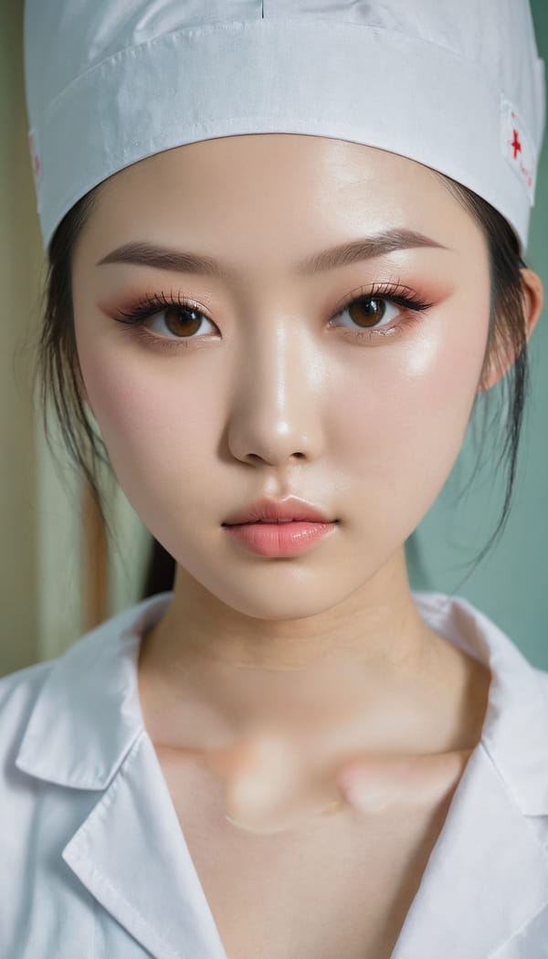 Tags: 21872187, SDXL
{"3": {"inputs": {"seed": 499634934589597, "steps": 32, "cfg": 6.68, "sampler_name": "dpmpp_2m", "scheduler": "karras", "denoise": 1.0, "model": ["27", 0], "positive": ["6", 0], "negative": ["7", 0], "latent_image": ["5", 0]}, "class_type": "KSampler"}, "4": {"inputs": {"ckpt_name": "juggernautxl.safetensors"}, "class_type": "CheckpointLoaderSimple"}, "5": {"inputs": {"width": 768, "height": 1344, "batch_size": 1}, "class_type": "EmptyLatentImage"}, "6": {"inputs": {"text": "19 year old girl, (ukrainian:1.02), (japanese:1.09), (chinese:1.14), (sexy lips:1.04), (temptress:1.01), (beautiful eyes:0.97), (seductive pose:1.14), (detailed face:1.06), (blush:1.08), (eyelashes:1.03), (double eyelids:1.13), (pale skin:0.98), (slim:1.07), (cute:0.95), (seductive facial expression:0.97), (on all fours:1.00), (spreading ass cheeks:1.10), (from behind:0.96), (backboob:1.04), (nurse in uniform:1.00) working in a hospital ward, (portra:1.09), (natural looking skin:1.09), (film:1.04), (RAW:1.01), (detailed skin:1.09), (textured skin:1.07), (candid cinema:1.02), (soft lighting:1.00), (skin fuzz:1.01)", "clip": ["27", 1]}, "class_type": "CLIPTextEncode"}, "7": {"inputs": {"text": "(twisted:1.13), (worst quality:1.13), (open mouth:1.11), (bad hands:1.11), (low resolution:1.09), (distorted:1.13), (watermark:1.10)", "clip": ["27", 1]}, "class_type": "CLIPTextEncode"}, "8": {"inputs": {"samples": ["3", 0], "vae": ["4", 2]}, "class_type": "VAEDecode"}, "25": {"inputs": {"lora_name": "nudify_xl.safetensors", "strength_model": 0.07, "strength_clip": 0.11, "model": ["4", 0], "clip": ["4", 1]}, "class_type": "LoraLoader"}, "26": {"inputs": {"lora_name": "shirtlift_SDXL_v2.safetensors", "strength_model": 0.02, "strength_clip": 0.12, "model": ["25", 0], "clip": ["25", 1]}, "class_type": "LoraLoader"}, "27": {"inputs": {"lora_name": "PerfectEyesXL.safetensors", "strength_model": 0.0, "strength_clip": 0.14, "model": ["26", 0], "clip": ["26", 1]}, "class_type": "LoraLoader"}, "30": {"inputs": {"model_name": "4x_NMKD-Superscale-SP_178000_G.pth"}, "class_type": "UpscaleModelLoader"}, "31": {"inputs": {"upscale_model": ["30", 0], "image": ["8", 0]}, "class_type": "ImageUpscaleWithModel"}, "32": {"inputs": {"upscale_method": "lanczos", "scale_by": 0.5, "image": ["31", 0]}, "class_type": "ImageScaleBy"}, "33": {"inputs": {"pixels": ["32", 0], "vae": ["4", 2]}, "class_type": "VAEEncode"}, "34": {"inputs": {"seed": 499634934589597, "steps": 32, "cfg": 6.68, "sampler_name": "dpmpp_2m", "scheduler": "karras", "denoise": 0.3, "model": ["27", 0], "positive": ["6", 0], "negative": ["7", 0], "latent_image": ["33", 0]}, "class_type": "KSampler"}, "36": {"inputs": {"samples": ["34", 0], "vae": ["4", 2]}, "class_type": "VAEDecode"}, "39": {"inputs": {"filename_prefix": "comfyapi-1714746415246", "images": ["36", 0]}, "class_type": "SaveImage"}}