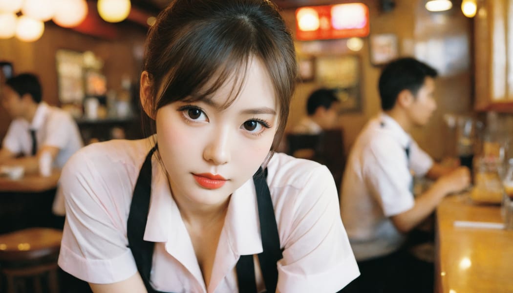 Tags: 21872187, SDXL
{"3": {"inputs": {"seed": 775180634065057, "steps": 64, "cfg": 5.15, "sampler_name": "dpmpp_2m", "scheduler": "karras", "denoise": 1.0, "model": ["27", 0], "positive": ["6", 0], "negative": ["7", 0], "latent_image": ["5", 0]}, "class_type": "KSampler"}, "4": {"inputs": {"ckpt_name": "helloworldxl.safetensors"}, "class_type": "CheckpointLoaderSimple"}, "5": {"inputs": {"width": 1344, "height": 768, "batch_size": 1}, "class_type": "EmptyLatentImage"}, "6": {"inputs": {"text": "25 year old girl, (temptress:1.00), (pale skin:0.98), (blush:1.12), (double eyelids:1.13), (detailed face:1.10), (sexy lips:1.08), (eyelashes:0.95), (idol:1.02), (cute:0.97), (slim:1.10), (seductive facial expression:1.03), (seductive pose:0.99), (in a seductive pose:0.95), (large perky breasts:1.06), (cleavage:1.00), (thigh gap:1.00), (a waitress in uniform:1.13) working at a restaurant, (natural looking skin:1.07), (skin fuzz:1.08), (portra:1.01), (soft lighting:1.08), (candid cinema:1.07), (detailed skin:1.07), (film:1.03), (RAW:1.03), (textured skin:1.06)", "clip": ["27", 1]}, "class_type": "CLIPTextEncode"}, "7": {"inputs": {"text": "(twisted:1.08), (distorted:1.10), (worst quality:1.13), (open mouth:1.06), (low resolution:1.09), (watermark:1.07), (bad hands:1.06)", "clip": ["27", 1]}, "class_type": "CLIPTextEncode"}, "8": {"inputs": {"samples": ["3", 0], "vae": ["4", 2]}, "class_type": "VAEDecode"}, "25": {"inputs": {"lora_name": "nudify_xl.safetensors", "strength_model": 0.13, "strength_clip": 0.29, "model": ["4", 0], "clip": ["4", 1]}, "class_type": "LoraLoader"}, "26": {"inputs": {"lora_name": "shirtlift_SDXL_v2.safetensors", "strength_model": 0.08, "strength_clip": 0.08, "model": ["25", 0], "clip": ["25", 1]}, "class_type": "LoraLoader"}, "27": {"inputs": {"lora_name": "PerfectEyesXL.safetensors", "strength_model": 0.19, "strength_clip": 0.18, "model": ["26", 0], "clip": ["26", 1]}, "class_type": "LoraLoader"}, "30": {"inputs": {"model_name": "4x_NMKD-Superscale-SP_178000_G.pth"}, "class_type": "UpscaleModelLoader"}, "31": {"inputs": {"upscale_model": ["30", 0], "image": ["8", 0]}, "class_type": "ImageUpscaleWithModel"}, "32": {"inputs": {"upscale_method": "lanczos", "scale_by": 0.5, "image": ["31", 0]}, "class_type": "ImageScaleBy"}, "33": {"inputs": {"pixels": ["32", 0], "vae": ["4", 2]}, "class_type": "VAEEncode"}, "34": {"inputs": {"seed": 775180634065057, "steps": 64, "cfg": 5.15, "sampler_name": "dpmpp_2m", "scheduler": "karras", "denoise": 0.3, "model": ["27", 0], "positive": ["6", 0], "negative": ["7", 0], "latent_image": ["33", 0]}, "class_type": "KSampler"}, "36": {"inputs": {"samples": ["34", 0], "vae": ["4", 2]}, "class_type": "VAEDecode"}, "39": {"inputs": {"filename_prefix": "comfyapi-1725359900357", "images": ["36", 0]}, "class_type": "SaveImage"}}