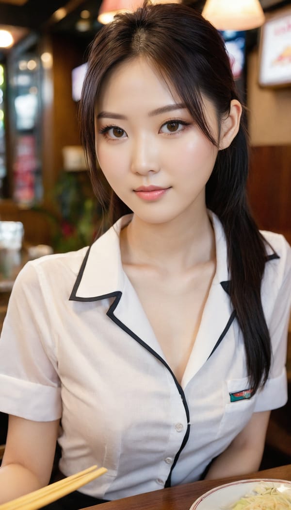 Tags: 21872187, SDXL
{"3": {"inputs": {"seed": 563318707724877, "steps": 32, "cfg": 5.67, "sampler_name": "dpmpp_2m", "scheduler": "karras", "denoise": 1.0, "model": ["27", 0], "positive": ["6", 0], "negative": ["7", 0], "latent_image": ["5", 0]}, "class_type": "KSampler"}, "4": {"inputs": {"ckpt_name": "juggernautxl.safetensors"}, "class_type": "CheckpointLoaderSimple"}, "5": {"inputs": {"width": 768, "height": 1344, "batch_size": 1}, "class_type": "EmptyLatentImage"}, "6": {"inputs": {"text": "26 year old girl, (taiwanese:0.99), (idol:1.04), (detailed face:1.08), (temptress:1.07), (double eyelids:0.97), (seductive pose:1.01), (blush:0.95), (seductive facial expression:0.99), (eyelashes:1.07), (beautiful eyes:1.04), (slim:0.97), (pale skin:1.08), (in a seductive pose:1.11), (large perky breasts:0.95), (cleavage:0.99), (thigh gap:1.04), (a waitress in uniform:1.06) working at a restaurant, (film:1.07), (textured skin:1.08), (candid cinema:1.03), (detailed skin:1.06), (skin fuzz:1.09), (natural looking skin:1.03), (portra:1.03), (RAW:1.00), (soft lighting:1.00)", "clip": ["27", 1]}, "class_type": "CLIPTextEncode"}, "7": {"inputs": {"text": "(low resolution:1.07), (open mouth:1.11), (worst quality:1.05), (distorted:1.09), (bad hands:1.11), (watermark:1.13), (twisted:1.06)", "clip": ["27", 1]}, "class_type": "CLIPTextEncode"}, "8": {"inputs": {"samples": ["3", 0], "vae": ["4", 2]}, "class_type": "VAEDecode"}, "25": {"inputs": {"lora_name": "nudify_xl.safetensors", "strength_model": 0.17, "strength_clip": 0.24, "model": ["4", 0], "clip": ["4", 1]}, "class_type": "LoraLoader"}, "26": {"inputs": {"lora_name": "shirtlift_SDXL_v2.safetensors", "strength_model": 0.09, "strength_clip": 0.04, "model": ["25", 0], "clip": ["25", 1]}, "class_type": "LoraLoader"}, "27": {"inputs": {"lora_name": "PerfectEyesXL.safetensors", "strength_model": 0.0, "strength_clip": 0.04, "model": ["26", 0], "clip": ["26", 1]}, "class_type": "LoraLoader"}, "30": {"inputs": {"model_name": "4x_NMKD-Superscale-SP_178000_G.pth"}, "class_type": "UpscaleModelLoader"}, "31": {"inputs": {"upscale_model": ["30", 0], "image": ["8", 0]}, "class_type": "ImageUpscaleWithModel"}, "32": {"inputs": {"upscale_method": "lanczos", "scale_by": 0.5, "image": ["31", 0]}, "class_type": "ImageScaleBy"}, "33": {"inputs": {"pixels": ["32", 0], "vae": ["4", 2]}, "class_type": "VAEEncode"}, "34": {"inputs": {"seed": 563318707724877, "steps": 32, "cfg": 5.67, "sampler_name": "dpmpp_2m", "scheduler": "karras", "denoise": 0.3, "model": ["27", 0], "positive": ["6", 0], "negative": ["7", 0], "latent_image": ["33", 0]}, "class_type": "KSampler"}, "36": {"inputs": {"samples": ["34", 0], "vae": ["4", 2]}, "class_type": "VAEDecode"}, "39": {"inputs": {"filename_prefix": "comfyapi-1731079603747", "images": ["36", 0]}, "class_type": "SaveImage"}}