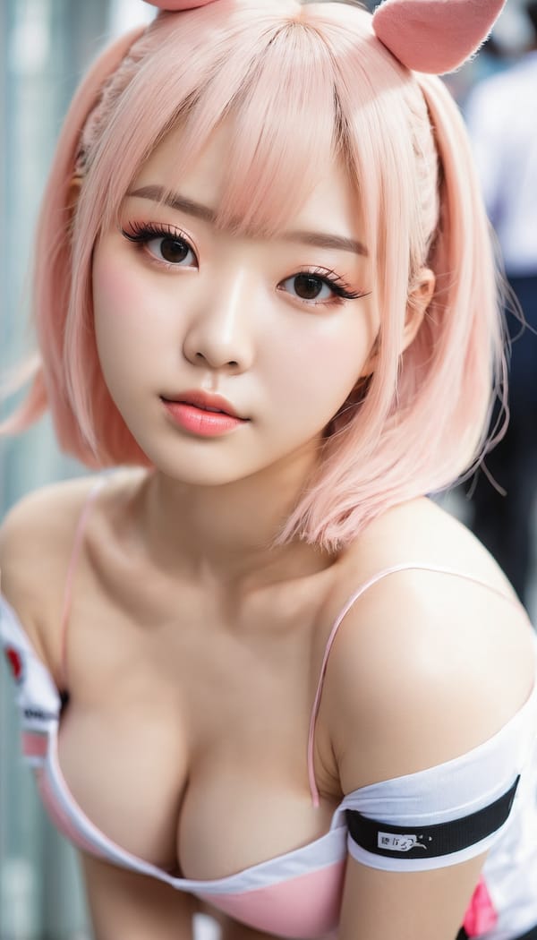 Tags: 21872187, SDXL
{"3": {"inputs": {"seed": 287123092099000, "steps": 32, "cfg": 6.45, "sampler_name": "dpmpp_2m", "scheduler": "karras", "denoise": 1.0, "model": ["27", 0], "positive": ["6", 0], "negative": ["7", 0], "latent_image": ["5", 0]}, "class_type": "KSampler"}, "4": {"inputs": {"ckpt_name": "juggernautxl.safetensors"}, "class_type": "CheckpointLoaderSimple"}, "5": {"inputs": {"width": 768, "height": 1344, "batch_size": 1}, "class_type": "EmptyLatentImage"}, "6": {"inputs": {"text": "22 year old girl, (korean:1.05), (idol:1.08), (double eyelids:0.95), (sexy lips:1.05), (seductive facial expression:1.14), (cute:1.06), (beautiful eyes:1.01), (seductive pose:1.00), (eyelashes:1.09), (blush:1.13), (temptress:0.98), (pale skin:0.97), (slim:1.12), (perky ass:0.96), (exposed ass:1.05), (looking back:0.95), (sexy ass:1.11), (thigh gap:0.95), (in a cosplay:1.14) at comiket posing for camera, (film:1.06), (portra:1.03), (textured skin:1.00), (candid cinema:1.06), (skin fuzz:1.02), (natural looking skin:1.05), (detailed skin:1.06), (soft lighting:1.09)", "clip": ["27", 1]}, "class_type": "CLIPTextEncode"}, "7": {"inputs": {"text": "(watermark:1.05), (distorted:1.14), (twisted:1.13), (bad hands:1.06), (low resolution:1.06), (open mouth:1.05), (worst quality:1.12)", "clip": ["27", 1]}, "class_type": "CLIPTextEncode"}, "8": {"inputs": {"samples": ["3", 0], "vae": ["4", 2]}, "class_type": "VAEDecode"}, "25": {"inputs": {"lora_name": "nudify_xl.safetensors", "strength_model": 0.32, "strength_clip": 0.27, "model": ["4", 0], "clip": ["4", 1]}, "class_type": "LoraLoader"}, "26": {"inputs": {"lora_name": "shirtlift_SDXL_v2.safetensors", "strength_model": 0.03, "strength_clip": 0.07, "model": ["25", 0], "clip": ["25", 1]}, "class_type": "LoraLoader"}, "27": {"inputs": {"lora_name": "PerfectEyesXL.safetensors", "strength_model": 0.0, "strength_clip": 0.04, "model": ["26", 0], "clip": ["26", 1]}, "class_type": "LoraLoader"}, "30": {"inputs": {"model_name": "4x_NMKD-Superscale-SP_178000_G.pth"}, "class_type": "UpscaleModelLoader"}, "31": {"inputs": {"upscale_model": ["30", 0], "image": ["8", 0]}, "class_type": "ImageUpscaleWithModel"}, "32": {"inputs": {"upscale_method": "lanczos", "scale_by": 0.5, "image": ["31", 0]}, "class_type": "ImageScaleBy"}, "33": {"inputs": {"pixels": ["32", 0], "vae": ["4", 2]}, "class_type": "VAEEncode"}, "34": {"inputs": {"seed": 287123092099000, "steps": 32, "cfg": 6.45, "sampler_name": "dpmpp_2m", "scheduler": "karras", "denoise": 0.3, "model": ["27", 0], "positive": ["6", 0], "negative": ["7", 0], "latent_image": ["33", 0]}, "class_type": "KSampler"}, "36": {"inputs": {"samples": ["34", 0], "vae": ["4", 2]}, "class_type": "VAEDecode"}, "39": {"inputs": {"filename_prefix": "comfyapi-1735744063204", "images": ["36", 0]}, "class_type": "SaveImage"}}