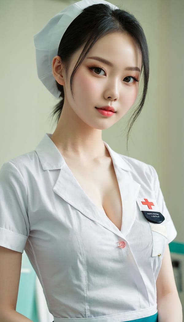 Tags: 21872187, SDXL
{"3": {"inputs": {"seed": 325904093885248, "steps": 64, "cfg": 6.99, "sampler_name": "dpmpp_2m", "scheduler": "karras", "denoise": 1.0, "model": ["27", 0], "positive": ["6", 0], "negative": ["7", 0], "latent_image": ["5", 0]}, "class_type": "KSampler"}, "4": {"inputs": {"ckpt_name": "juggernautxl.safetensors"}, "class_type": "CheckpointLoaderSimple"}, "5": {"inputs": {"width": 768, "height": 1344, "batch_size": 1}, "class_type": "EmptyLatentImage"}, "6": {"inputs": {"text": "22 year old girl, (chinese:0.97), (russian:1.00), (pale skin:1.08), (blush:0.99), (idol:1.01), (cute:1.11), (temptress:0.96), (seductive pose:1.00), (sexy lips:1.07), (beautiful eyes:1.04), (eyelashes:0.98), (double eyelids:1.04), (detailed face:1.04), (slim:1.01), (in a seductive pose:1.05), (large perky breasts:0.98), (cleavage:1.07), (thigh gap:1.11), (nurse in uniform:1.14) working in a hospital ward, (RAW:1.08), (skin fuzz:1.01), (natural looking skin:1.00), (detailed skin:1.02), (portra:1.06), (candid cinema:1.04), (textured skin:1.07), (soft lighting:1.09), (film:1.09)", "clip": ["27", 1]}, "class_type": "CLIPTextEncode"}, "7": {"inputs": {"text": "(low resolution:1.06), (worst quality:1.12), (twisted:1.10), (distorted:1.12), (open mouth:1.12), (watermark:1.12), (bad hands:1.12)", "clip": ["27", 1]}, "class_type": "CLIPTextEncode"}, "8": {"inputs": {"samples": ["3", 0], "vae": ["4", 2]}, "class_type": "VAEDecode"}, "25": {"inputs": {"lora_name": "nudify_xl.safetensors", "strength_model": 0.22, "strength_clip": 0.09, "model": ["4", 0], "clip": ["4", 1]}, "class_type": "LoraLoader"}, "26": {"inputs": {"lora_name": "shirtlift_SDXL_v2.safetensors", "strength_model": 0.19, "strength_clip": 0.15, "model": ["25", 0], "clip": ["25", 1]}, "class_type": "LoraLoader"}, "27": {"inputs": {"lora_name": "PerfectEyesXL.safetensors", "strength_model": 0.1, "strength_clip": 0.0, "model": ["26", 0], "clip": ["26", 1]}, "class_type": "LoraLoader"}, "30": {"inputs": {"model_name": "4x_NMKD-Superscale-SP_178000_G.pth"}, "class_type": "UpscaleModelLoader"}, "31": {"inputs": {"upscale_model": ["30", 0], "image": ["8", 0]}, "class_type": "ImageUpscaleWithModel"}, "32": {"inputs": {"upscale_method": "lanczos", "scale_by": 0.5, "image": ["31", 0]}, "class_type": "ImageScaleBy"}, "33": {"inputs": {"pixels": ["32", 0], "vae": ["4", 2]}, "class_type": "VAEEncode"}, "34": {"inputs": {"seed": 325904093885248, "steps": 64, "cfg": 6.99, "sampler_name": "dpmpp_2m", "scheduler": "karras", "denoise": 0.3, "model": ["27", 0], "positive": ["6", 0], "negative": ["7", 0], "latent_image": ["33", 0]}, "class_type": "KSampler"}, "36": {"inputs": {"samples": ["34", 0], "vae": ["4", 2]}, "class_type": "VAEDecode"}, "39": {"inputs": {"filename_prefix": "comfyapi-1716379585779", "images": ["36", 0]}, "class_type": "SaveImage"}}