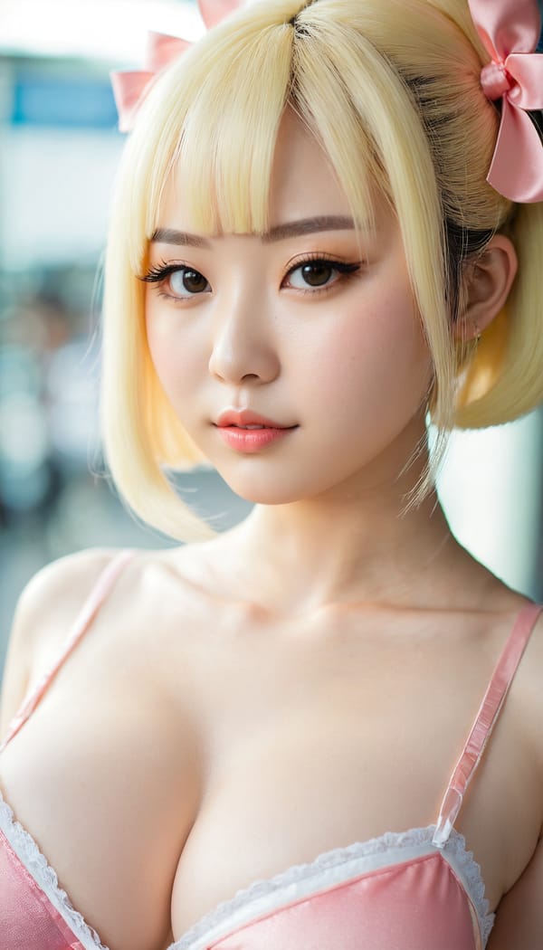 Tags: 21872187, SDXL
{"3": {"inputs": {"seed": 134730761065408, "steps": 64, "cfg": 7.96, "sampler_name": "dpmpp_2m", "scheduler": "karras", "denoise": 1.0, "model": ["27", 0], "positive": ["6", 0], "negative": ["7", 0], "latent_image": ["5", 0]}, "class_type": "KSampler"}, "4": {"inputs": {"ckpt_name": "juggernautxl.safetensors"}, "class_type": "CheckpointLoaderSimple"}, "5": {"inputs": {"width": 768, "height": 1344, "batch_size": 1}, "class_type": "EmptyLatentImage"}, "6": {"inputs": {"text": "22 year old girl, (chinese:1.05), (irish:1.00), (sexy lips:1.13), (idol:1.13), (temptress:1.14), (beautiful eyes:0.95), (seductive pose:1.06), (pale skin:1.06), (eyelashes:1.11), (seductive facial expression:1.13), (blush:1.10), (double eyelids:1.12), (cute:1.06), (detailed face:1.08), (slim:1.08), (in a seductive pose:1.02), (large perky breasts:1.05), (cleavage:1.10), (thigh gap:0.96), (in a cosplay:0.96) at comiket posing for camera, (RAW:1.01), (textured skin:1.02), (candid cinema:1.07), (portra:1.02), (detailed skin:1.02), (film:1.04), (soft lighting:1.07), (natural looking skin:1.01), (skin fuzz:1.03)", "clip": ["27", 1]}, "class_type": "CLIPTextEncode"}, "7": {"inputs": {"text": "(open mouth:1.05), (distorted:1.12), (bad hands:1.10), (watermark:1.05), (low resolution:1.11), (worst quality:1.14), (twisted:1.13)", "clip": ["27", 1]}, "class_type": "CLIPTextEncode"}, "8": {"inputs": {"samples": ["3", 0], "vae": ["4", 2]}, "class_type": "VAEDecode"}, "25": {"inputs": {"lora_name": "nudify_xl.safetensors", "strength_model": 0.25, "strength_clip": 0.21, "model": ["4", 0], "clip": ["4", 1]}, "class_type": "LoraLoader"}, "26": {"inputs": {"lora_name": "shirtlift_SDXL_v2.safetensors", "strength_model": 0.05, "strength_clip": 0.08, "model": ["25", 0], "clip": ["25", 1]}, "class_type": "LoraLoader"}, "27": {"inputs": {"lora_name": "PerfectEyesXL.safetensors", "strength_model": 0.07, "strength_clip": 0.08, "model": ["26", 0], "clip": ["26", 1]}, "class_type": "LoraLoader"}, "30": {"inputs": {"model_name": "4x_NMKD-Superscale-SP_178000_G.pth"}, "class_type": "UpscaleModelLoader"}, "31": {"inputs": {"upscale_model": ["30", 0], "image": ["8", 0]}, "class_type": "ImageUpscaleWithModel"}, "32": {"inputs": {"upscale_method": "lanczos", "scale_by": 0.5, "image": ["31", 0]}, "class_type": "ImageScaleBy"}, "33": {"inputs": {"pixels": ["32", 0], "vae": ["4", 2]}, "class_type": "VAEEncode"}, "34": {"inputs": {"seed": 134730761065408, "steps": 64, "cfg": 7.96, "sampler_name": "dpmpp_2m", "scheduler": "karras", "denoise": 0.3, "model": ["27", 0], "positive": ["6", 0], "negative": ["7", 0], "latent_image": ["33", 0]}, "class_type": "KSampler"}, "36": {"inputs": {"samples": ["34", 0], "vae": ["4", 2]}, "class_type": "VAEDecode"}, "39": {"inputs": {"filename_prefix": "comfyapi-1735052743839", "images": ["36", 0]}, "class_type": "SaveImage"}}