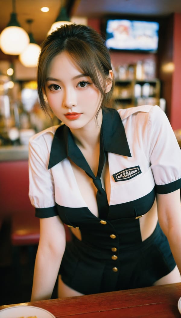 Tags: 21872187, SDXL
{"3": {"inputs": {"seed": 283210168072142, "steps": 32, "cfg": 7.27, "sampler_name": "dpmpp_2m", "scheduler": "karras", "denoise": 1.0, "model": ["27", 0], "positive": ["6", 0], "negative": ["7", 0], "latent_image": ["5", 0]}, "class_type": "KSampler"}, "4": {"inputs": {"ckpt_name": "helloworldxl.safetensors"}, "class_type": "CheckpointLoaderSimple"}, "5": {"inputs": {"width": 768, "height": 1344, "batch_size": 1}, "class_type": "EmptyLatentImage"}, "6": {"inputs": {"text": "22 year old girl, (double eyelids:1.07), (cute:1.04), (temptress:1.13), (seductive pose:1.08), (slim:1.03), (eyelashes:1.04), (pale skin:1.09), (detailed face:1.06), (blush:0.96), (sexy lips:1.13), (beautiful eyes:1.01), (seductive facial expression:1.11), (idol:1.02), (in a seductive pose:1.09), (large perky breasts:0.96), (cleavage:1.06), (thigh gap:1.02), (a waitress in uniform:1.09) working at a restaurant, (detailed skin:1.02), (portra:1.01), (candid cinema:1.02), (soft lighting:1.04), (RAW:1.03), (textured skin:1.05), (skin fuzz:1.00), (natural looking skin:1.08), (film:1.03)", "clip": ["27", 1]}, "class_type": "CLIPTextEncode"}, "7": {"inputs": {"text": "(twisted:1.11), (bad hands:1.10), (low resolution:1.05), (worst quality:1.11), (open mouth:1.11), (watermark:1.10), (distorted:1.10)", "clip": ["27", 1]}, "class_type": "CLIPTextEncode"}, "8": {"inputs": {"samples": ["3", 0], "vae": ["4", 2]}, "class_type": "VAEDecode"}, "25": {"inputs": {"lora_name": "nudify_xl.safetensors", "strength_model": 0.11, "strength_clip": 0.31, "model": ["4", 0], "clip": ["4", 1]}, "class_type": "LoraLoader"}, "26": {"inputs": {"lora_name": "shirtlift_SDXL_v2.safetensors", "strength_model": 0.1, "strength_clip": 0.19, "model": ["25", 0], "clip": ["25", 1]}, "class_type": "LoraLoader"}, "27": {"inputs": {"lora_name": "PerfectEyesXL.safetensors", "strength_model": 0.0, "strength_clip": 0.13, "model": ["26", 0], "clip": ["26", 1]}, "class_type": "LoraLoader"}, "30": {"inputs": {"model_name": "4x_NMKD-Superscale-SP_178000_G.pth"}, "class_type": "UpscaleModelLoader"}, "31": {"inputs": {"upscale_model": ["30", 0], "image": ["8", 0]}, "class_type": "ImageUpscaleWithModel"}, "32": {"inputs": {"upscale_method": "lanczos", "scale_by": 0.5, "image": ["31", 0]}, "class_type": "ImageScaleBy"}, "33": {"inputs": {"pixels": ["32", 0], "vae": ["4", 2]}, "class_type": "VAEEncode"}, "34": {"inputs": {"seed": 283210168072142, "steps": 32, "cfg": 7.27, "sampler_name": "dpmpp_2m", "scheduler": "karras", "denoise": 0.3, "model": ["27", 0], "positive": ["6", 0], "negative": ["7", 0], "latent_image": ["33", 0]}, "class_type": "KSampler"}, "36": {"inputs": {"samples": ["34", 0], "vae": ["4", 2]}, "class_type": "VAEDecode"}, "39": {"inputs": {"filename_prefix": "comfyapi-1722606675095", "images": ["36", 0]}, "class_type": "SaveImage"}}