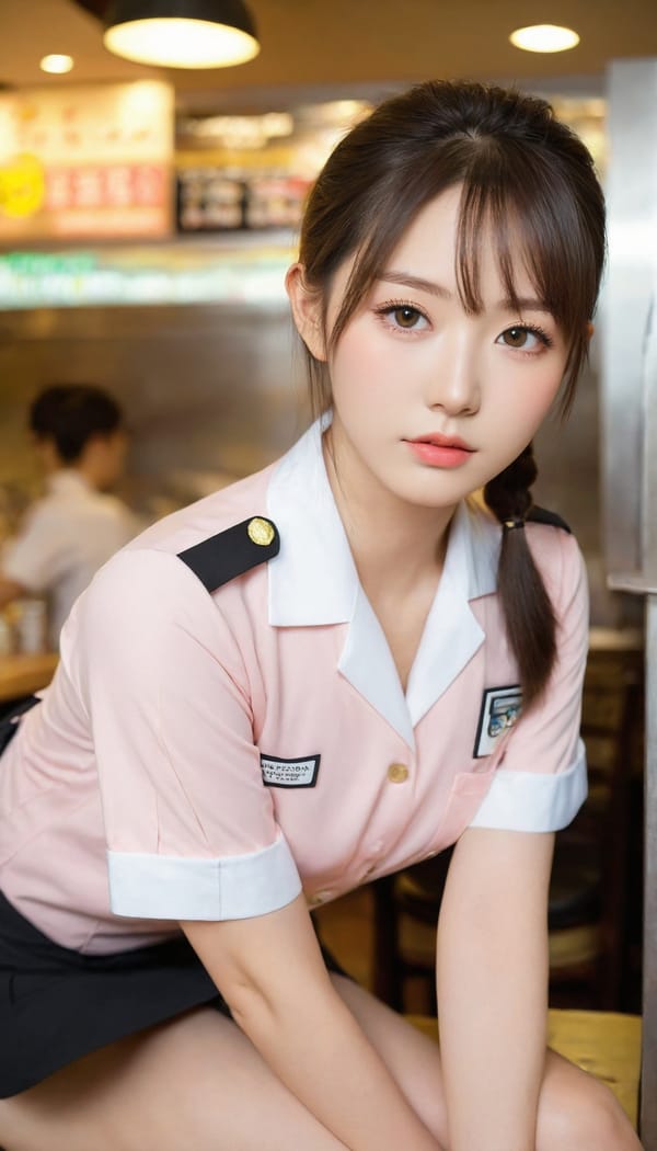 Tags: 21872187, SDXL
{"3": {"inputs": {"seed": 669987982680987, "steps": 64, "cfg": 5.52, "sampler_name": "dpmpp_2m", "scheduler": "karras", "denoise": 1.0, "model": ["27", 0], "positive": ["6", 0], "negative": ["7", 0], "latent_image": ["5", 0]}, "class_type": "KSampler"}, "4": {"inputs": {"ckpt_name": "leosamsHelloworldSDXL_helloworldSDXL32DPO.safetensors"}, "class_type": "CheckpointLoaderSimple"}, "5": {"inputs": {"width": 768, "height": 1344, "batch_size": 1}, "class_type": "EmptyLatentImage"}, "6": {"inputs": {"text": "22 year old girl, (japanese:1.12), (slim:1.05), (cute:0.99), (seductive facial expression:1.03), (eyelashes:0.98), (temptress:1.07), (double eyelids:1.02), (seductive pose:1.03), (detailed face:1.14), (pale skin:0.98), (beautiful eyes:1.13), (sexy lips:1.03), (blush:1.14), (idol:1.02), (perky ass:1.02), (exposed ass:0.97), (looking back:1.12), (sexy ass:1.14), (thigh gap:1.09), (a waitress in uniform:1.14) working at a restaurant, (skin fuzz:1.03), (natural looking skin:1.08), (candid cinema:1.09), (film:1.03), (detailed skin:1.07), (RAW:1.04), (portra:1.02), (textured skin:1.01), (soft lighting:1.00)", "clip": ["27", 1]}, "class_type": "CLIPTextEncode"}, "7": {"inputs": {"text": "(twisted:1.06), (bad hands:1.14), (watermark:1.07), (distorted:1.05), (worst quality:1.07), (open mouth:1.14), (low resolution:1.10)", "clip": ["27", 1]}, "class_type": "CLIPTextEncode"}, "8": {"inputs": {"samples": ["3", 0], "vae": ["4", 2]}, "class_type": "VAEDecode"}, "25": {"inputs": {"lora_name": "nudify_xl.safetensors", "strength_model": 0.32, "strength_clip": 0.18, "model": ["4", 0], "clip": ["4", 1]}, "class_type": "LoraLoader"}, "26": {"inputs": {"lora_name": "shirtlift_SDXL_v2.safetensors", "strength_model": 0.0, "strength_clip": 0.06, "model": ["25", 0], "clip": ["25", 1]}, "class_type": "LoraLoader"}, "27": {"inputs": {"lora_name": "PerfectEyesXL.safetensors", "strength_model": 0.06, "strength_clip": 0.07, "model": ["26", 0], "clip": ["26", 1]}, "class_type": "LoraLoader"}, "30": {"inputs": {"model_name": "4x_NMKD-Superscale-SP_178000_G.pth"}, "class_type": "UpscaleModelLoader"}, "31": {"inputs": {"upscale_model": ["30", 0], "image": ["8", 0]}, "class_type": "ImageUpscaleWithModel"}, "32": {"inputs": {"upscale_method": "lanczos", "scale_by": 0.5, "image": ["31", 0]}, "class_type": "ImageScaleBy"}, "33": {"inputs": {"pixels": ["32", 0], "vae": ["4", 2]}, "class_type": "VAEEncode"}, "34": {"inputs": {"seed": 669987982680987, "steps": 64, "cfg": 5.52, "sampler_name": "dpmpp_2m", "scheduler": "karras", "denoise": 0.3, "model": ["27", 0], "positive": ["6", 0], "negative": ["7", 0], "latent_image": ["33", 0]}, "class_type": "KSampler"}, "36": {"inputs": {"samples": ["34", 0], "vae": ["4", 2]}, "class_type": "VAEDecode"}, "39": {"inputs": {"filename_prefix": "comfyapi-1707504414257", "images": ["36", 0]}, "class_type": "SaveImage"}}