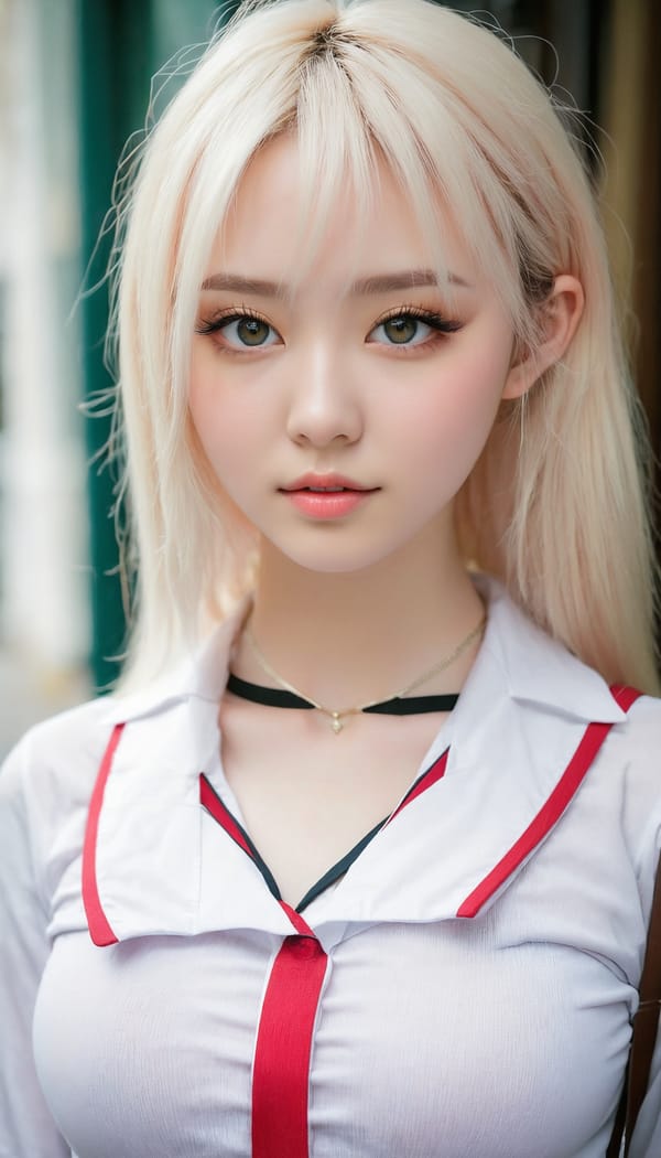 Tags: 21872187, SDXL
{"3": {"inputs": {"seed": 294537694125268, "steps": 64, "cfg": 7.25, "sampler_name": "dpmpp_2m", "scheduler": "karras", "denoise": 1.0, "model": ["27", 0], "positive": ["6", 0], "negative": ["7", 0], "latent_image": ["5", 0]}, "class_type": "KSampler"}, "4": {"inputs": {"ckpt_name": "juggernautxl.safetensors"}, "class_type": "CheckpointLoaderSimple"}, "5": {"inputs": {"width": 768, "height": 1344, "batch_size": 1}, "class_type": "EmptyLatentImage"}, "6": {"inputs": {"text": "22 year old girl, (seductive facial expression:0.95), (idol:1.14), (eyelashes:0.96), (seductive pose:0.97), (slim:1.00), (blush:1.04), (beautiful eyes:0.95), (detailed face:1.14), (double eyelids:1.06), (pale skin:1.12), (temptress:1.01), (cute:1.10), (in a seductive pose:0.95), (large perky breasts:0.95), (cleavage:0.98), (thigh gap:1.12), (school uniform:0.95), choker, busy street, (skin fuzz:1.08), (natural looking skin:1.00), (soft lighting:1.06), (detailed skin:1.09), (portra:1.01), (film:1.08), (RAW:1.04), (textured skin:1.08), (candid cinema:1.05)", "clip": ["27", 1]}, "class_type": "CLIPTextEncode"}, "7": {"inputs": {"text": "(low resolution:1.05), (watermark:1.06), (bad hands:1.12), (distorted:1.09), (worst quality:1.11), (twisted:1.05), (open mouth:1.11)", "clip": ["27", 1]}, "class_type": "CLIPTextEncode"}, "8": {"inputs": {"samples": ["3", 0], "vae": ["4", 2]}, "class_type": "VAEDecode"}, "25": {"inputs": {"lora_name": "nudify_xl.safetensors", "strength_model": 0.08, "strength_clip": 0.34, "model": ["4", 0], "clip": ["4", 1]}, "class_type": "LoraLoader"}, "26": {"inputs": {"lora_name": "shirtlift_SDXL_v2.safetensors", "strength_model": 0.07, "strength_clip": 0.1, "model": ["25", 0], "clip": ["25", 1]}, "class_type": "LoraLoader"}, "27": {"inputs": {"lora_name": "PerfectEyesXL.safetensors", "strength_model": 0.13, "strength_clip": 0.13, "model": ["26", 0], "clip": ["26", 1]}, "class_type": "LoraLoader"}, "30": {"inputs": {"model_name": "4x_NMKD-Superscale-SP_178000_G.pth"}, "class_type": "UpscaleModelLoader"}, "31": {"inputs": {"upscale_model": ["30", 0], "image": ["8", 0]}, "class_type": "ImageUpscaleWithModel"}, "32": {"inputs": {"upscale_method": "lanczos", "scale_by": 0.5, "image": ["31", 0]}, "class_type": "ImageScaleBy"}, "33": {"inputs": {"pixels": ["32", 0], "vae": ["4", 2]}, "class_type": "VAEEncode"}, "34": {"inputs": {"seed": 294537694125268, "steps": 64, "cfg": 7.25, "sampler_name": "dpmpp_2m", "scheduler": "karras", "denoise": 0.3, "model": ["27", 0], "positive": ["6", 0], "negative": ["7", 0], "latent_image": ["33", 0]}, "class_type": "KSampler"}, "36": {"inputs": {"samples": ["34", 0], "vae": ["4", 2]}, "class_type": "VAEDecode"}, "39": {"inputs": {"filename_prefix": "comfyapi-1716487477464", "images": ["36", 0]}, "class_type": "SaveImage"}}