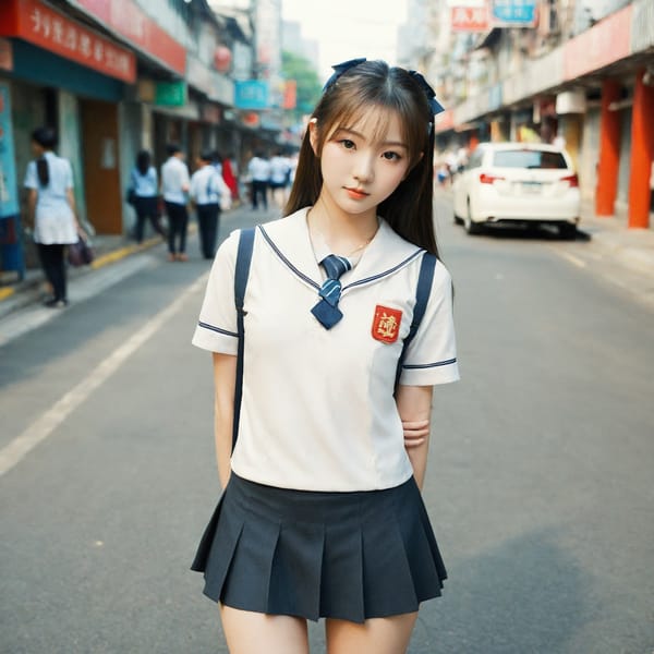 Tags: 21872187, SDXL
{"3": {"inputs": {"seed": 989325863892842, "steps": 32, "cfg": 5.94, "sampler_name": "dpmpp_2m", "scheduler": "karras", "denoise": 1.0, "model": ["27", 0], "positive": ["6", 0], "negative": ["7", 0], "latent_image": ["5", 0]}, "class_type": "KSampler"}, "4": {"inputs": {"ckpt_name": "leosamsHelloworldSDXL_helloworldSDXL32DPO.safetensors"}, "class_type": "CheckpointLoaderSimple"}, "5": {"inputs": {"width": 1024, "height": 1024, "batch_size": 1}, "class_type": "EmptyLatentImage"}, "6": {"inputs": {"text": "18 year old girl, (chinese:1.06), (seductive pose:0.97), (blush:0.96), (eyelashes:1.08), (cute:1.10), (temptress:1.08), (beautiful eyes:1.13), (detailed face:1.06), (double eyelids:1.14), (slim:0.96), (seductive facial expression:1.09), (pale skin:1.13), (perky ass:0.96), (exposed ass:1.14), (looking back:1.08), (sexy ass:0.95), (thigh gap:1.10), (school uniform:1.04), choker, busy street, (skin fuzz:1.08), (detailed skin:1.06), (soft lighting:1.01), (portra:1.01), (film:1.00), (textured skin:1.07), (natural looking skin:1.00), (candid cinema:1.06), (RAW:1.07)", "clip": ["27", 1]}, "class_type": "CLIPTextEncode"}, "7": {"inputs": {"text": "(worst quality:1.08), (twisted:1.09), (distorted:1.10), (open mouth:1.12), (bad hands:1.06), (low resolution:1.09), (watermark:1.09)", "clip": ["27", 1]}, "class_type": "CLIPTextEncode"}, "8": {"inputs": {"samples": ["3", 0], "vae": ["4", 2]}, "class_type": "VAEDecode"}, "25": {"inputs": {"lora_name": "nudify_xl.safetensors", "strength_model": 0.35, "strength_clip": 0.01, "model": ["4", 0], "clip": ["4", 1]}, "class_type": "LoraLoader"}, "26": {"inputs": {"lora_name": "shirtlift_SDXL_v2.safetensors", "strength_model": 0.13, "strength_clip": 0.06, "model": ["25", 0], "clip": ["25", 1]}, "class_type": "LoraLoader"}, "27": {"inputs": {"lora_name": "PerfectEyesXL.safetensors", "strength_model": 0.17, "strength_clip": 0.02, "model": ["26", 0], "clip": ["26", 1]}, "class_type": "LoraLoader"}, "30": {"inputs": {"model_name": "4x_NMKD-Superscale-SP_178000_G.pth"}, "class_type": "UpscaleModelLoader"}, "31": {"inputs": {"upscale_model": ["30", 0], "image": ["8", 0]}, "class_type": "ImageUpscaleWithModel"}, "32": {"inputs": {"upscale_method": "lanczos", "scale_by": 0.5, "image": ["31", 0]}, "class_type": "ImageScaleBy"}, "33": {"inputs": {"pixels": ["32", 0], "vae": ["4", 2]}, "class_type": "VAEEncode"}, "34": {"inputs": {"seed": 989325863892842, "steps": 32, "cfg": 5.94, "sampler_name": "dpmpp_2m", "scheduler": "karras", "denoise": 0.3, "model": ["27", 0], "positive": ["6", 0], "negative": ["7", 0], "latent_image": ["33", 0]}, "class_type": "KSampler"}, "36": {"inputs": {"samples": ["34", 0], "vae": ["4", 2]}, "class_type": "VAEDecode"}, "39": {"inputs": {"filename_prefix": "comfyapi-1708054658082", "images": ["36", 0]}, "class_type": "SaveImage"}}