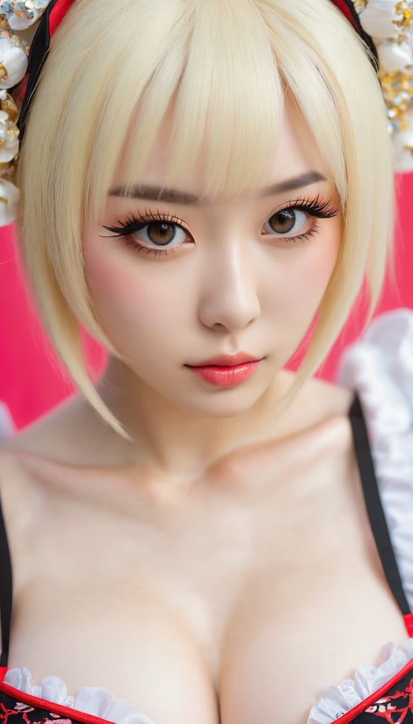 Tags: 21872187, SDXL
{"3": {"inputs": {"seed": 272363704171286, "steps": 32, "cfg": 7.64, "sampler_name": "dpmpp_2m", "scheduler": "karras", "denoise": 1.0, "model": ["27", 0], "positive": ["6", 0], "negative": ["7", 0], "latent_image": ["5", 0]}, "class_type": "KSampler"}, "4": {"inputs": {"ckpt_name": "juggernautxl.safetensors"}, "class_type": "CheckpointLoaderSimple"}, "5": {"inputs": {"width": 768, "height": 1344, "batch_size": 1}, "class_type": "EmptyLatentImage"}, "6": {"inputs": {"text": "28 year old girl, (ukrainian:1.01), (chinese:0.98), (seductive facial expression:0.95), (pale skin:1.04), (detailed face:1.10), (cute:1.09), (temptress:1.04), (slim:0.97), (blush:1.08), (sexy lips:0.97), (beautiful eyes:1.14), (eyelashes:1.02), (idol:0.99), (seductive pose:1.08), (double eyelids:1.04), (in a seductive pose:1.07), (large perky breasts:0.96), (cleavage:1.03), (thigh gap:1.09), (in a cosplay:0.97) at comiket posing for camera, (textured skin:1.02), (skin fuzz:1.06), (natural looking skin:1.00), (portra:1.04), (candid cinema:1.08), (RAW:1.02), (film:1.04), (detailed skin:1.02)", "clip": ["27", 1]}, "class_type": "CLIPTextEncode"}, "7": {"inputs": {"text": "(distorted:1.14), (watermark:1.13), (open mouth:1.13), (low resolution:1.06), (worst quality:1.08), (bad hands:1.14), (twisted:1.14)", "clip": ["27", 1]}, "class_type": "CLIPTextEncode"}, "8": {"inputs": {"samples": ["3", 0], "vae": ["4", 2]}, "class_type": "VAEDecode"}, "25": {"inputs": {"lora_name": "nudify_xl.safetensors", "strength_model": 0.15, "strength_clip": 0.11, "model": ["4", 0], "clip": ["4", 1]}, "class_type": "LoraLoader"}, "26": {"inputs": {"lora_name": "shirtlift_SDXL_v2.safetensors", "strength_model": 0.03, "strength_clip": 0.06, "model": ["25", 0], "clip": ["25", 1]}, "class_type": "LoraLoader"}, "27": {"inputs": {"lora_name": "PerfectEyesXL.safetensors", "strength_model": 0.08, "strength_clip": 0.14, "model": ["26", 0], "clip": ["26", 1]}, "class_type": "LoraLoader"}, "30": {"inputs": {"model_name": "4x_NMKD-Superscale-SP_178000_G.pth"}, "class_type": "UpscaleModelLoader"}, "31": {"inputs": {"upscale_model": ["30", 0], "image": ["8", 0]}, "class_type": "ImageUpscaleWithModel"}, "32": {"inputs": {"upscale_method": "lanczos", "scale_by": 0.5, "image": ["31", 0]}, "class_type": "ImageScaleBy"}, "33": {"inputs": {"pixels": ["32", 0], "vae": ["4", 2]}, "class_type": "VAEEncode"}, "34": {"inputs": {"seed": 272363704171286, "steps": 32, "cfg": 7.64, "sampler_name": "dpmpp_2m", "scheduler": "karras", "denoise": 0.3, "model": ["27", 0], "positive": ["6", 0], "negative": ["7", 0], "latent_image": ["33", 0]}, "class_type": "KSampler"}, "36": {"inputs": {"samples": ["34", 0], "vae": ["4", 2]}, "class_type": "VAEDecode"}, "39": {"inputs": {"filename_prefix": "comfyapi-1724933676982", "images": ["36", 0]}, "class_type": "SaveImage"}}