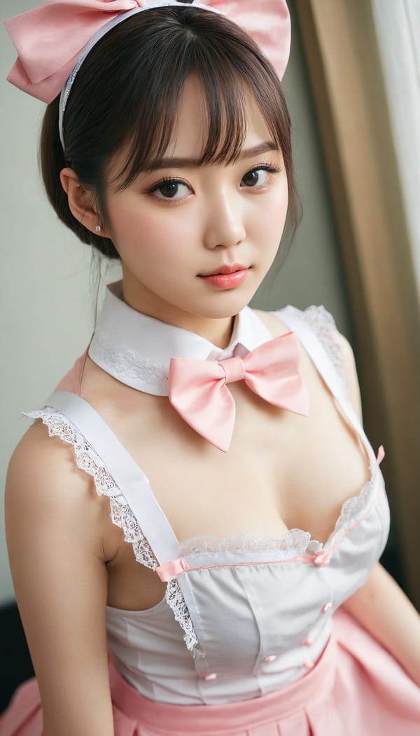 Tags: 21872187, SDXL
{"3": {"inputs": {"seed": 770172966274521, "steps": 64, "cfg": 5.93, "sampler_name": "dpmpp_2m", "scheduler": "karras", "denoise": 1.0, "model": ["27", 0], "positive": ["6", 0], "negative": ["7", 0], "latent_image": ["5", 0]}, "class_type": "KSampler"}, "4": {"inputs": {"ckpt_name": "juggernautxl.safetensors"}, "class_type": "CheckpointLoaderSimple"}, "5": {"inputs": {"width": 768, "height": 1344, "batch_size": 1}, "class_type": "EmptyLatentImage"}, "6": {"inputs": {"text": "18 year old girl, (korean:1.08), (russian:0.96), (beautiful eyes:1.00), (blush:1.11), (cute:1.02), (pale skin:1.04), (idol:0.98), (seductive facial expression:0.99), (detailed face:0.99), (sexy lips:1.10), (slim:1.05), (seductive pose:1.05), (eyelashes:1.03), (temptress:0.95), (double eyelids:1.12), (perky ass:1.05), (exposed ass:1.07), (looking back:1.05), (sexy ass:0.98), (thigh gap:0.96), in a (skimpy maid costume:1.03) working at a maid cafe, choker, bowtie, headband, pleated skirt, (textured skin:1.07), (RAW:1.08), (skin fuzz:1.09), (detailed skin:1.05), (film:1.04), (natural looking skin:1.04), (portra:1.03), (candid cinema:1.00), (soft lighting:1.00)", "clip": ["27", 1]}, "class_type": "CLIPTextEncode"}, "7": {"inputs": {"text": "(open mouth:1.08), (low resolution:1.08), (twisted:1.14), (watermark:1.13), (worst quality:1.13), (distorted:1.10), (bad hands:1.13)", "clip": ["27", 1]}, "class_type": "CLIPTextEncode"}, "8": {"inputs": {"samples": ["3", 0], "vae": ["4", 2]}, "class_type": "VAEDecode"}, "25": {"inputs": {"lora_name": "nudify_xl.safetensors", "strength_model": 0.0, "strength_clip": 0.02, "model": ["4", 0], "clip": ["4", 1]}, "class_type": "LoraLoader"}, "26": {"inputs": {"lora_name": "shirtlift_SDXL_v2.safetensors", "strength_model": 0.12, "strength_clip": 0.0, "model": ["25", 0], "clip": ["25", 1]}, "class_type": "LoraLoader"}, "27": {"inputs": {"lora_name": "PerfectEyesXL.safetensors", "strength_model": 0.11, "strength_clip": 0.09, "model": ["26", 0], "clip": ["26", 1]}, "class_type": "LoraLoader"}, "30": {"inputs": {"model_name": "4x_NMKD-Superscale-SP_178000_G.pth"}, "class_type": "UpscaleModelLoader"}, "31": {"inputs": {"upscale_model": ["30", 0], "image": ["8", 0]}, "class_type": "ImageUpscaleWithModel"}, "32": {"inputs": {"upscale_method": "lanczos", "scale_by": 0.5, "image": ["31", 0]}, "class_type": "ImageScaleBy"}, "33": {"inputs": {"pixels": ["32", 0], "vae": ["4", 2]}, "class_type": "VAEEncode"}, "34": {"inputs": {"seed": 770172966274521, "steps": 64, "cfg": 5.93, "sampler_name": "dpmpp_2m", "scheduler": "karras", "denoise": 0.3, "model": ["27", 0], "positive": ["6", 0], "negative": ["7", 0], "latent_image": ["33", 0]}, "class_type": "KSampler"}, "36": {"inputs": {"samples": ["34", 0], "vae": ["4", 2]}, "class_type": "VAEDecode"}, "39": {"inputs": {"filename_prefix": "comfyapi-1714665998345", "images": ["36", 0]}, "class_type": "SaveImage"}}