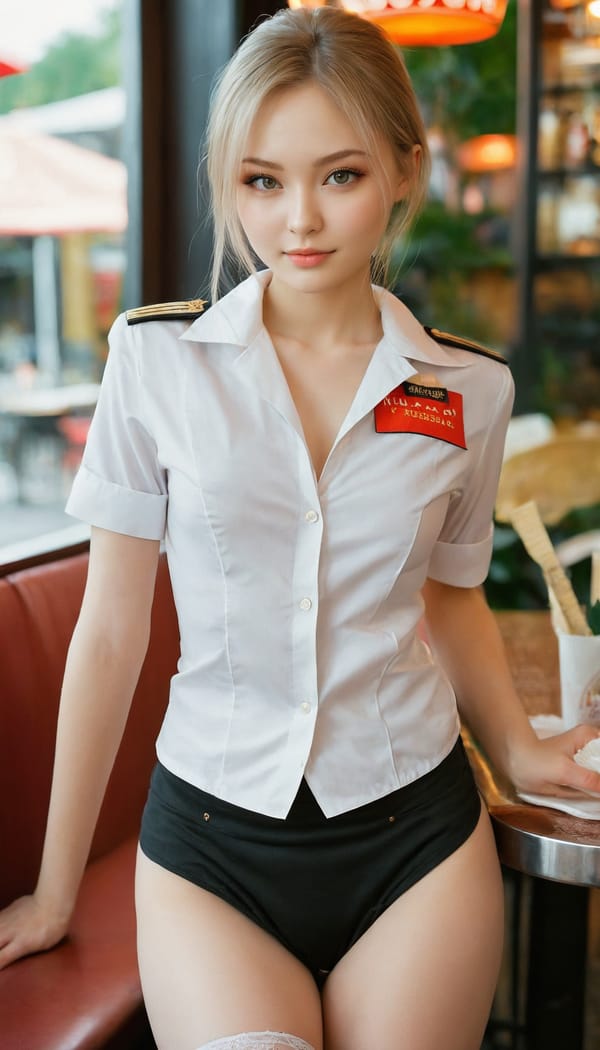 Tags: 21872187, SDXL
{"3": {"inputs": {"seed": 807194381341269, "steps": 64, "cfg": 5.14, "sampler_name": "dpmpp_2m", "scheduler": "karras", "denoise": 1.0, "model": ["27", 0], "positive": ["6", 0], "negative": ["7", 0], "latent_image": ["5", 0]}, "class_type": "KSampler"}, "4": {"inputs": {"ckpt_name": "juggernautxl.safetensors"}, "class_type": "CheckpointLoaderSimple"}, "5": {"inputs": {"width": 768, "height": 1344, "batch_size": 1}, "class_type": "EmptyLatentImage"}, "6": {"inputs": {"text": "23 year old girl, (russian:0.97), (detailed face:0.95), (slim:0.95), (idol:1.03), (sexy lips:1.10), (double eyelids:1.11), (seductive pose:1.10), (temptress:0.99), (eyelashes:1.05), (seductive facial expression:1.14), (blush:0.99), (pale skin:0.98), (cute:1.08), (perky ass:0.96), (exposed ass:1.08), (looking back:1.13), (sexy ass:0.95), (thigh gap:1.12), (a waitress in uniform:1.00) working at a restaurant, (textured skin:1.09), (RAW:1.07), (detailed skin:1.03), (natural looking skin:1.09), (portra:1.03), (soft lighting:1.01), (skin fuzz:1.05), (film:1.07), (candid cinema:1.05)", "clip": ["27", 1]}, "class_type": "CLIPTextEncode"}, "7": {"inputs": {"text": "(low resolution:1.06), (twisted:1.12), (open mouth:1.06), (worst quality:1.05), (distorted:1.11), (watermark:1.11), (bad hands:1.05)", "clip": ["27", 1]}, "class_type": "CLIPTextEncode"}, "8": {"inputs": {"samples": ["3", 0], "vae": ["4", 2]}, "class_type": "VAEDecode"}, "25": {"inputs": {"lora_name": "nudify_xl.safetensors", "strength_model": 0.21, "strength_clip": 0.21, "model": ["4", 0], "clip": ["4", 1]}, "class_type": "LoraLoader"}, "26": {"inputs": {"lora_name": "shirtlift_SDXL_v2.safetensors", "strength_model": 0.1, "strength_clip": 0.18, "model": ["25", 0], "clip": ["25", 1]}, "class_type": "LoraLoader"}, "27": {"inputs": {"lora_name": "PerfectEyesXL.safetensors", "strength_model": 0.19, "strength_clip": 0.03, "model": ["26", 0], "clip": ["26", 1]}, "class_type": "LoraLoader"}, "30": {"inputs": {"model_name": "4x_NMKD-Superscale-SP_178000_G.pth"}, "class_type": "UpscaleModelLoader"}, "31": {"inputs": {"upscale_model": ["30", 0], "image": ["8", 0]}, "class_type": "ImageUpscaleWithModel"}, "32": {"inputs": {"upscale_method": "lanczos", "scale_by": 0.5, "image": ["31", 0]}, "class_type": "ImageScaleBy"}, "33": {"inputs": {"pixels": ["32", 0], "vae": ["4", 2]}, "class_type": "VAEEncode"}, "34": {"inputs": {"seed": 807194381341269, "steps": 64, "cfg": 5.14, "sampler_name": "dpmpp_2m", "scheduler": "karras", "denoise": 0.3, "model": ["27", 0], "positive": ["6", 0], "negative": ["7", 0], "latent_image": ["33", 0]}, "class_type": "KSampler"}, "36": {"inputs": {"samples": ["34", 0], "vae": ["4", 2]}, "class_type": "VAEDecode"}, "39": {"inputs": {"filename_prefix": "comfyapi-1726988718210", "images": ["36", 0]}, "class_type": "SaveImage"}}