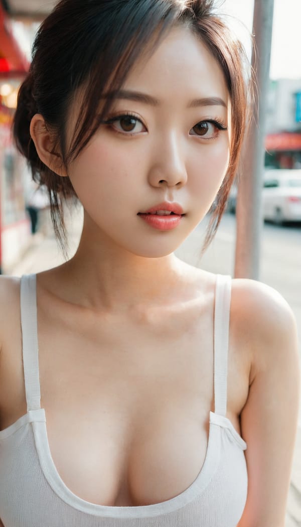 Tags: 21872187, SDXL
{"3": {"inputs": {"seed": 653321975536748, "steps": 32, "cfg": 7.77, "sampler_name": "dpmpp_2m", "scheduler": "karras", "denoise": 1.0, "model": ["27", 0], "positive": ["6", 0], "negative": ["7", 0], "latent_image": ["5", 0]}, "class_type": "KSampler"}, "4": {"inputs": {"ckpt_name": "juggernautxl.safetensors"}, "class_type": "CheckpointLoaderSimple"}, "5": {"inputs": {"width": 768, "height": 1344, "batch_size": 1}, "class_type": "EmptyLatentImage"}, "6": {"inputs": {"text": "28 year old girl, (chinese:1.08), (taiwanese:0.98), (detailed face:1.02), (beautiful eyes:1.14), (blush:0.96), (idol:1.02), (seductive pose:1.09), (double eyelids:1.03), (eyelashes:1.06), (cute:1.12), (pale skin:1.14), (seductive facial expression:1.03), (temptress:0.98), (slim:1.07), (sexy lips:0.98), (perky ass:1.02), (exposed ass:1.07), (looking back:1.07), (sexy ass:1.01), (thigh gap:0.95), (white tanktop:1.08), busy street, (RAW:1.09), (film:1.03), (detailed skin:1.01), (candid cinema:1.00), (soft lighting:1.04), (skin fuzz:1.03), (natural looking skin:1.03), (portra:1.07), (textured skin:1.05)", "clip": ["27", 1]}, "class_type": "CLIPTextEncode"}, "7": {"inputs": {"text": "(bad hands:1.14), (low resolution:1.11), (worst quality:1.10), (twisted:1.06), (distorted:1.13), (watermark:1.14)", "clip": ["27", 1]}, "class_type": "CLIPTextEncode"}, "8": {"inputs": {"samples": ["3", 0], "vae": ["4", 2]}, "class_type": "VAEDecode"}, "25": {"inputs": {"lora_name": "nudify_xl.safetensors", "strength_model": 0.09, "strength_clip": 0.28, "model": ["4", 0], "clip": ["4", 1]}, "class_type": "LoraLoader"}, "26": {"inputs": {"lora_name": "shirtlift_SDXL_v2.safetensors", "strength_model": 0.06, "strength_clip": 0.06, "model": ["25", 0], "clip": ["25", 1]}, "class_type": "LoraLoader"}, "27": {"inputs": {"lora_name": "PerfectEyesXL.safetensors", "strength_model": 0.1, "strength_clip": 0.08, "model": ["26", 0], "clip": ["26", 1]}, "class_type": "LoraLoader"}, "30": {"inputs": {"model_name": "4x_NMKD-Superscale-SP_178000_G.pth"}, "class_type": "UpscaleModelLoader"}, "31": {"inputs": {"upscale_model": ["30", 0], "image": ["8", 0]}, "class_type": "ImageUpscaleWithModel"}, "32": {"inputs": {"upscale_method": "lanczos", "scale_by": 0.5, "image": ["31", 0]}, "class_type": "ImageScaleBy"}, "33": {"inputs": {"pixels": ["32", 0], "vae": ["4", 2]}, "class_type": "VAEEncode"}, "34": {"inputs": {"seed": 653321975536748, "steps": 32, "cfg": 7.77, "sampler_name": "dpmpp_2m", "scheduler": "karras", "denoise": 0.3, "model": ["27", 0], "positive": ["6", 0], "negative": ["7", 0], "latent_image": ["33", 0]}, "class_type": "KSampler"}, "36": {"inputs": {"samples": ["34", 0], "vae": ["4", 2]}, "class_type": "VAEDecode"}, "39": {"inputs": {"filename_prefix": "comfyapi-1714292993870", "images": ["36", 0]}, "class_type": "SaveImage"}}