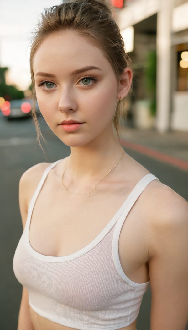 Tags: 21872187, SDXL
{"3": {"inputs": {"seed": 118515697327750, "steps": 64, "cfg": 5.22, "sampler_name": "dpmpp_2m", "scheduler": "karras", "denoise": 1.0, "model": ["27", 0], "positive": ["6", 0], "negative": ["7", 0], "latent_image": ["5", 0]}, "class_type": "KSampler"}, "4": {"inputs": {"ckpt_name": "juggernautxl.safetensors"}, "class_type": "CheckpointLoaderSimple"}, "5": {"inputs": {"width": 768, "height": 1344, "batch_size": 1}, "class_type": "EmptyLatentImage"}, "6": {"inputs": {"text": "22 year old girl, (detailed face:0.97), (cute:1.00), (slim:0.97), (temptress:1.03), (seductive facial expression:0.95), (beautiful eyes:1.14), (pale skin:0.95), (eyelashes:1.01), (seductive pose:1.12), (idol:1.06), (sexy lips:1.01), (blush:1.13), (perky ass:1.13), (exposed ass:0.96), (looking back:1.08), (sexy ass:1.08), (thigh gap:1.14), (white tanktop:1.11), busy street, (film:1.09), (natural looking skin:1.00), (candid cinema:1.07), (RAW:1.02), (portra:1.03), (soft lighting:1.01), (textured skin:1.06), (detailed skin:1.02), (skin fuzz:1.02)", "clip": ["27", 1]}, "class_type": "CLIPTextEncode"}, "7": {"inputs": {"text": "(worst quality:1.08), (twisted:1.13), (open mouth:1.12), (distorted:1.13), (watermark:1.13), (bad hands:1.05), (low resolution:1.06)", "clip": ["27", 1]}, "class_type": "CLIPTextEncode"}, "8": {"inputs": {"samples": ["3", 0], "vae": ["4", 2]}, "class_type": "VAEDecode"}, "25": {"inputs": {"lora_name": "nudify_xl.safetensors", "strength_model": 0.23, "strength_clip": 0.12, "model": ["4", 0], "clip": ["4", 1]}, "class_type": "LoraLoader"}, "26": {"inputs": {"lora_name": "shirtlift_SDXL_v2.safetensors", "strength_model": 0.17, "strength_clip": 0.0, "model": ["25", 0], "clip": ["25", 1]}, "class_type": "LoraLoader"}, "27": {"inputs": {"lora_name": "PerfectEyesXL.safetensors", "strength_model": 0.13, "strength_clip": 0.13, "model": ["26", 0], "clip": ["26", 1]}, "class_type": "LoraLoader"}, "30": {"inputs": {"model_name": "4x_NMKD-Superscale-SP_178000_G.pth"}, "class_type": "UpscaleModelLoader"}, "31": {"inputs": {"upscale_model": ["30", 0], "image": ["8", 0]}, "class_type": "ImageUpscaleWithModel"}, "32": {"inputs": {"upscale_method": "lanczos", "scale_by": 0.5, "image": ["31", 0]}, "class_type": "ImageScaleBy"}, "33": {"inputs": {"pixels": ["32", 0], "vae": ["4", 2]}, "class_type": "VAEEncode"}, "34": {"inputs": {"seed": 118515697327750, "steps": 64, "cfg": 5.22, "sampler_name": "dpmpp_2m", "scheduler": "karras", "denoise": 0.3, "model": ["27", 0], "positive": ["6", 0], "negative": ["7", 0], "latent_image": ["33", 0]}, "class_type": "KSampler"}, "36": {"inputs": {"samples": ["34", 0], "vae": ["4", 2]}, "class_type": "VAEDecode"}, "39": {"inputs": {"filename_prefix": "comfyapi-1735669734960", "images": ["36", 0]}, "class_type": "SaveImage"}}