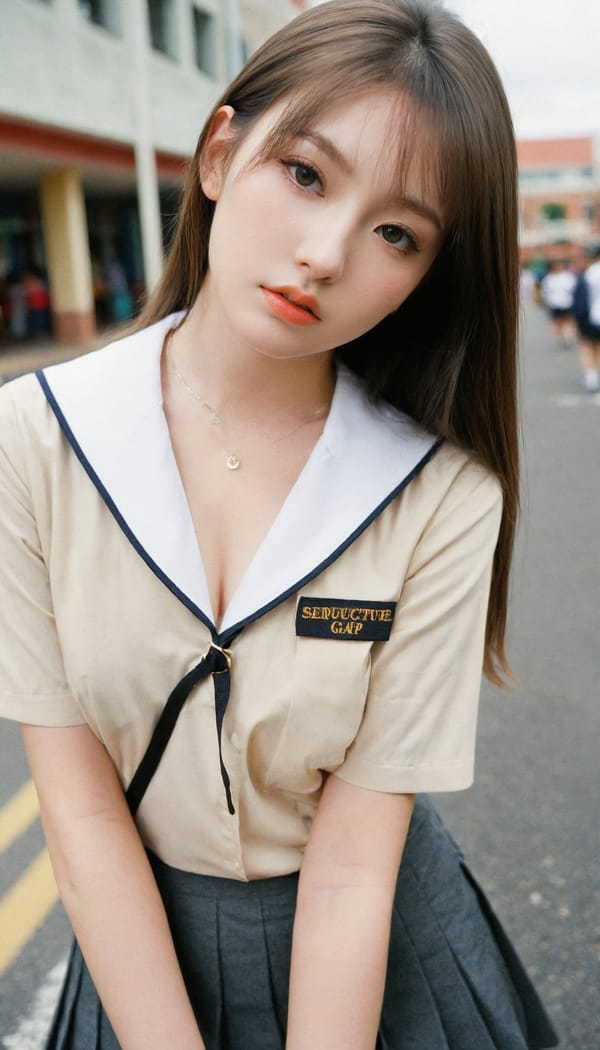 Tags: 21872187, SDXL
{"3": {"inputs": {"seed": 166683882602782, "steps": 64, "cfg": 5.43, "sampler_name": "dpmpp_2m", "scheduler": "karras", "denoise": 1.0, "model": ["27", 0], "positive": ["6", 0], "negative": ["7", 0], "latent_image": ["5", 0]}, "class_type": "KSampler"}, "4": {"inputs": {"ckpt_name": "leosamsHelloworldSDXL_helloworldSDXL32DPO.safetensors"}, "class_type": "CheckpointLoaderSimple"}, "5": {"inputs": {"width": 768, "height": 1344, "batch_size": 1}, "class_type": "EmptyLatentImage"}, "6": {"inputs": {"text": "18 year old girl, (temptress:0.98), (detailed face:0.97), (seductive facial expression:1.06), (beautiful eyes:0.98), (cute:1.00), (pale skin:1.03), (eyelashes:1.12), (sexy lips:0.98), (double eyelids:1.07), (seductive pose:1.05), (blush:0.97), (in a seductive pose:1.01), (large perky breasts:0.98), (cleavage:1.14), (thigh gap:0.95), (school uniform:1.12), choker, busy street, (portra:1.01), (candid cinema:1.09), (detailed skin:1.04), (skin fuzz:1.01), (natural looking skin:1.05), (soft lighting:1.06), (RAW:1.04), (film:1.03), (textured skin:1.09)", "clip": ["27", 1]}, "class_type": "CLIPTextEncode"}, "7": {"inputs": {"text": "(low resolution:1.07), (twisted:1.12), (distorted:1.09), (bad hands:1.10), (worst quality:1.12), (open mouth:1.10), (watermark:1.14)", "clip": ["27", 1]}, "class_type": "CLIPTextEncode"}, "8": {"inputs": {"samples": ["3", 0], "vae": ["4", 2]}, "class_type": "VAEDecode"}, "25": {"inputs": {"lora_name": "nudify_xl.safetensors", "strength_model": 0.15, "strength_clip": 0.06, "model": ["4", 0], "clip": ["4", 1]}, "class_type": "LoraLoader"}, "26": {"inputs": {"lora_name": "shirtlift_SDXL_v2.safetensors", "strength_model": 0.01, "strength_clip": 0.12, "model": ["25", 0], "clip": ["25", 1]}, "class_type": "LoraLoader"}, "27": {"inputs": {"lora_name": "PerfectEyesXL.safetensors", "strength_model": 0.07, "strength_clip": 0.02, "model": ["26", 0], "clip": ["26", 1]}, "class_type": "LoraLoader"}, "30": {"inputs": {"model_name": "4x_NMKD-Superscale-SP_178000_G.pth"}, "class_type": "UpscaleModelLoader"}, "31": {"inputs": {"upscale_model": ["30", 0], "image": ["8", 0]}, "class_type": "ImageUpscaleWithModel"}, "32": {"inputs": {"upscale_method": "lanczos", "scale_by": 0.5, "image": ["31", 0]}, "class_type": "ImageScaleBy"}, "33": {"inputs": {"pixels": ["32", 0], "vae": ["4", 2]}, "class_type": "VAEEncode"}, "34": {"inputs": {"seed": 166683882602782, "steps": 64, "cfg": 5.43, "sampler_name": "dpmpp_2m", "scheduler": "karras", "denoise": 0.3, "model": ["27", 0], "positive": ["6", 0], "negative": ["7", 0], "latent_image": ["33", 0]}, "class_type": "KSampler"}, "36": {"inputs": {"samples": ["34", 0], "vae": ["4", 2]}, "class_type": "VAEDecode"}, "39": {"inputs": {"filename_prefix": "comfyapi-1707723940939", "images": ["36", 0]}, "class_type": "SaveImage"}}