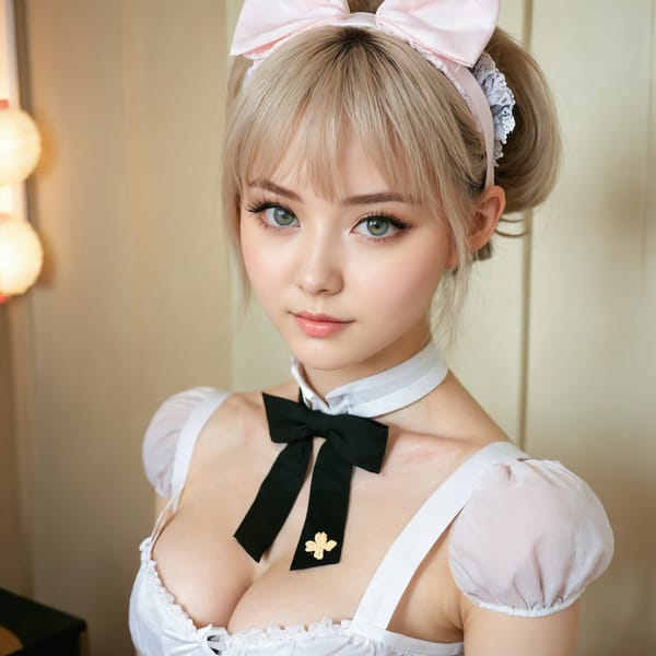 Tags: 21872187, SDXL
{"3": {"inputs": {"seed": 172893381791649, "steps": 32, "cfg": 6.78, "sampler_name": "dpmpp_2m", "scheduler": "karras", "denoise": 1.0, "model": ["27", 0], "positive": ["6", 0], "negative": ["7", 0], "latent_image": ["5", 0]}, "class_type": "KSampler"}, "4": {"inputs": {"ckpt_name": "juggernautxl.safetensors"}, "class_type": "CheckpointLoaderSimple"}, "5": {"inputs": {"width": 1024, "height": 1024, "batch_size": 1}, "class_type": "EmptyLatentImage"}, "6": {"inputs": {"text": "19 year old girl, (irish:1.08), (russian:1.01), (taiwanese:1.09), (ukrainian:1.04), (temptress:1.01), (beautiful eyes:1.10), (eyelashes:1.03), (slim:1.11), (seductive facial expression:1.10), (seductive pose:0.99), (idol:1.02), (sexy lips:0.96), (detailed face:0.96), (cute:1.12), (pale skin:1.00), (blush:1.13), (in a seductive pose:1.03), (large perky breasts:1.01), (cleavage:0.97), (thigh gap:1.05), in a (skimpy maid costume:1.03) working at a maid cafe, choker, bowtie, headband, pleated skirt, (portra:1.09), (RAW:1.04), (soft lighting:1.09), (natural looking skin:1.06), (film:1.05), (detailed skin:1.03), (candid cinema:1.08), (textured skin:1.00), (skin fuzz:1.01)", "clip": ["27", 1]}, "class_type": "CLIPTextEncode"}, "7": {"inputs": {"text": "(low resolution:1.09), (watermark:1.10), (open mouth:1.12), (worst quality:1.08), (bad hands:1.05), (distorted:1.10), (twisted:1.11)", "clip": ["27", 1]}, "class_type": "CLIPTextEncode"}, "8": {"inputs": {"samples": ["3", 0], "vae": ["4", 2]}, "class_type": "VAEDecode"}, "25": {"inputs": {"lora_name": "nudify_xl.safetensors", "strength_model": 0.25, "strength_clip": 0.15, "model": ["4", 0], "clip": ["4", 1]}, "class_type": "LoraLoader"}, "26": {"inputs": {"lora_name": "shirtlift_SDXL_v2.safetensors", "strength_model": 0.1, "strength_clip": 0.0, "model": ["25", 0], "clip": ["25", 1]}, "class_type": "LoraLoader"}, "27": {"inputs": {"lora_name": "PerfectEyesXL.safetensors", "strength_model": 0.0, "strength_clip": 0.19, "model": ["26", 0], "clip": ["26", 1]}, "class_type": "LoraLoader"}, "30": {"inputs": {"model_name": "4x_NMKD-Superscale-SP_178000_G.pth"}, "class_type": "UpscaleModelLoader"}, "31": {"inputs": {"upscale_model": ["30", 0], "image": ["8", 0]}, "class_type": "ImageUpscaleWithModel"}, "32": {"inputs": {"upscale_method": "lanczos", "scale_by": 0.5, "image": ["31", 0]}, "class_type": "ImageScaleBy"}, "33": {"inputs": {"pixels": ["32", 0], "vae": ["4", 2]}, "class_type": "VAEEncode"}, "34": {"inputs": {"seed": 172893381791649, "steps": 32, "cfg": 6.78, "sampler_name": "dpmpp_2m", "scheduler": "karras", "denoise": 0.3, "model": ["27", 0], "positive": ["6", 0], "negative": ["7", 0], "latent_image": ["33", 0]}, "class_type": "KSampler"}, "36": {"inputs": {"samples": ["34", 0], "vae": ["4", 2]}, "class_type": "VAEDecode"}, "39": {"inputs": {"filename_prefix": "comfyapi-1713200777838", "images": ["36", 0]}, "class_type": "SaveImage"}}