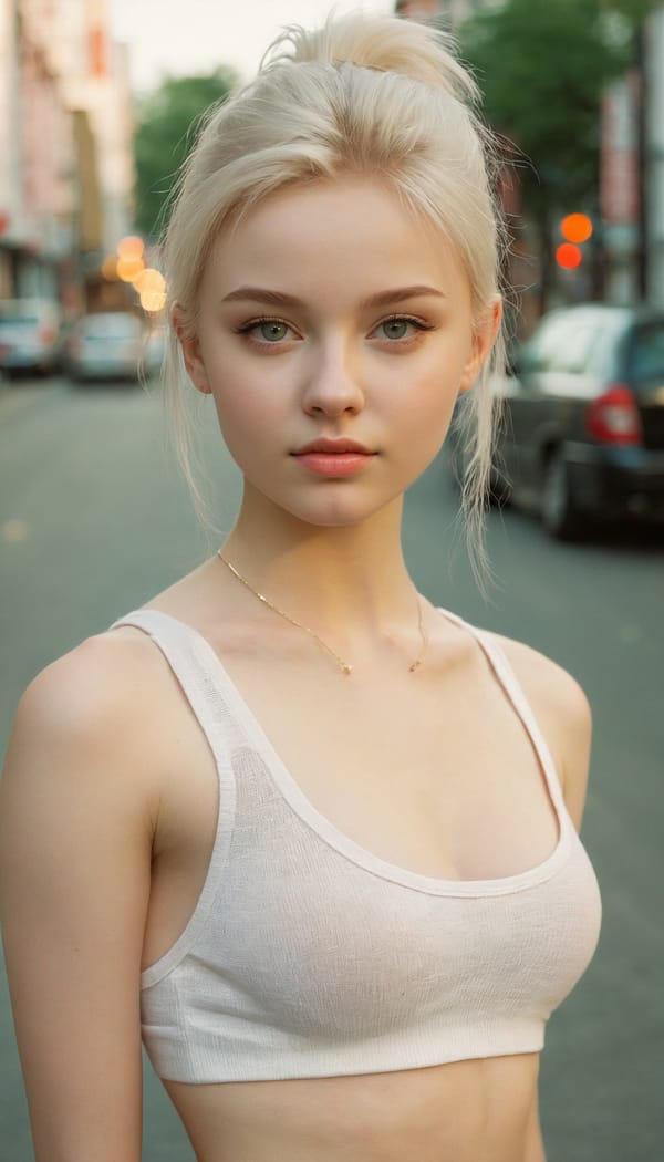 Tags: 21872187, SDXL
{"3": {"inputs": {"seed": 163763198171607, "steps": 32, "cfg": 6.12, "sampler_name": "dpmpp_2m", "scheduler": "karras", "denoise": 1.0, "model": ["27", 0], "positive": ["6", 0], "negative": ["7", 0], "latent_image": ["5", 0]}, "class_type": "KSampler"}, "4": {"inputs": {"ckpt_name": "juggernautxl.safetensors"}, "class_type": "CheckpointLoaderSimple"}, "5": {"inputs": {"width": 768, "height": 1344, "batch_size": 1}, "class_type": "EmptyLatentImage"}, "6": {"inputs": {"text": "18 year old girl, (ukrainian:1.01), (cute:0.99), (pale skin:1.08), (eyelashes:0.99), (sexy lips:1.08), (seductive facial expression:1.05), (beautiful eyes:1.04), (seductive pose:0.96), (idol:1.10), (temptress:1.05), (detailed face:1.00), (slim:1.01), (blush:1.08), (perky ass:1.07), (exposed ass:1.03), (looking back:1.12), (sexy ass:1.08), (thigh gap:1.11), (white tanktop:1.00), busy street, (natural looking skin:1.06), (film:1.02), (detailed skin:1.09), (skin fuzz:1.02), (RAW:1.04), (textured skin:1.00), (candid cinema:1.07), (portra:1.07), (soft lighting:1.09)", "clip": ["27", 1]}, "class_type": "CLIPTextEncode"}, "7": {"inputs": {"text": "(low resolution:1.05), (watermark:1.07), (distorted:1.08), (bad hands:1.07), (open mouth:1.08), (worst quality:1.10), (twisted:1.08)", "clip": ["27", 1]}, "class_type": "CLIPTextEncode"}, "8": {"inputs": {"samples": ["3", 0], "vae": ["4", 2]}, "class_type": "VAEDecode"}, "25": {"inputs": {"lora_name": "nudify_xl.safetensors", "strength_model": 0.2, "strength_clip": 0.17, "model": ["4", 0], "clip": ["4", 1]}, "class_type": "LoraLoader"}, "26": {"inputs": {"lora_name": "shirtlift_SDXL_v2.safetensors", "strength_model": 0.19, "strength_clip": 0.05, "model": ["25", 0], "clip": ["25", 1]}, "class_type": "LoraLoader"}, "27": {"inputs": {"lora_name": "PerfectEyesXL.safetensors", "strength_model": 0.09, "strength_clip": 0.01, "model": ["26", 0], "clip": ["26", 1]}, "class_type": "LoraLoader"}, "30": {"inputs": {"model_name": "4x_NMKD-Superscale-SP_178000_G.pth"}, "class_type": "UpscaleModelLoader"}, "31": {"inputs": {"upscale_model": ["30", 0], "image": ["8", 0]}, "class_type": "ImageUpscaleWithModel"}, "32": {"inputs": {"upscale_method": "lanczos", "scale_by": 0.5, "image": ["31", 0]}, "class_type": "ImageScaleBy"}, "33": {"inputs": {"pixels": ["32", 0], "vae": ["4", 2]}, "class_type": "VAEEncode"}, "34": {"inputs": {"seed": 163763198171607, "steps": 32, "cfg": 6.12, "sampler_name": "dpmpp_2m", "scheduler": "karras", "denoise": 0.3, "model": ["27", 0], "positive": ["6", 0], "negative": ["7", 0], "latent_image": ["33", 0]}, "class_type": "KSampler"}, "36": {"inputs": {"samples": ["34", 0], "vae": ["4", 2]}, "class_type": "VAEDecode"}, "39": {"inputs": {"filename_prefix": "comfyapi-1714217218857", "images": ["36", 0]}, "class_type": "SaveImage"}}