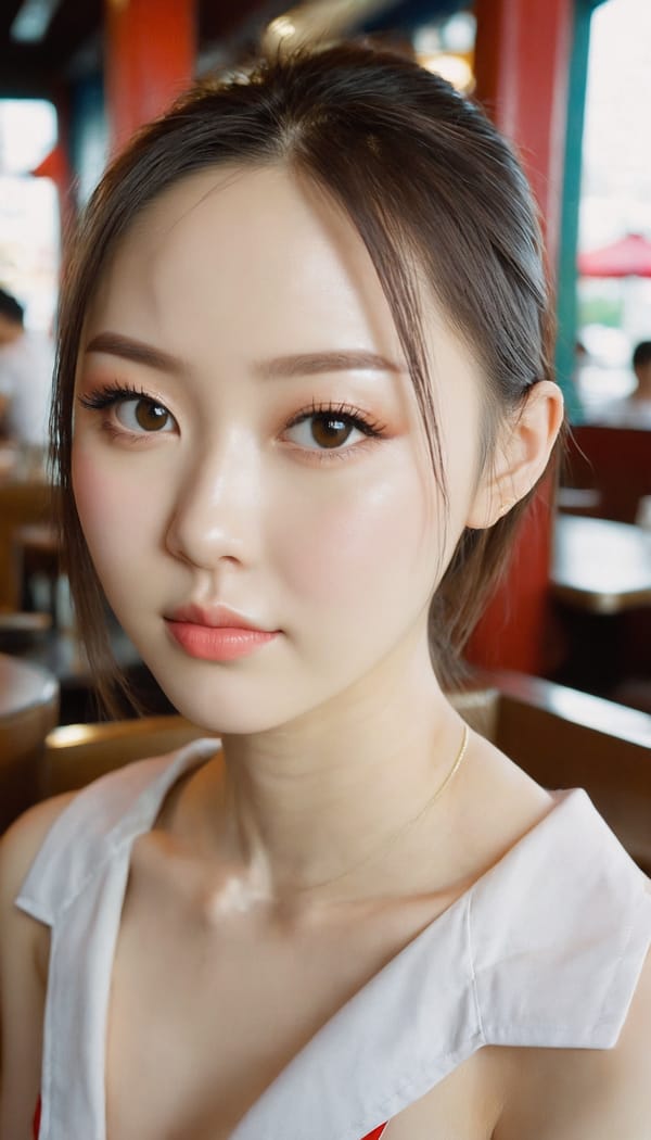 Tags: 21872187, SDXL
{"3": {"inputs": {"seed": 285059765483412, "steps": 32, "cfg": 6.68, "sampler_name": "dpmpp_2m", "scheduler": "karras", "denoise": 1.0, "model": ["27", 0], "positive": ["6", 0], "negative": ["7", 0], "latent_image": ["5", 0]}, "class_type": "KSampler"}, "4": {"inputs": {"ckpt_name": "juggernautxl.safetensors"}, "class_type": "CheckpointLoaderSimple"}, "5": {"inputs": {"width": 768, "height": 1344, "batch_size": 1}, "class_type": "EmptyLatentImage"}, "6": {"inputs": {"text": "25 year old girl, (ukrainian:1.07), (chinese:1.04), (temptress:1.09), (pale skin:0.99), (idol:1.14), (seductive facial expression:0.99), (cute:1.11), (sexy lips:1.07), (blush:0.96), (detailed face:0.96), (double eyelids:1.13), (slim:0.95), (beautiful eyes:1.04), (eyelashes:1.10), (perky ass:1.00), (exposed ass:1.05), (looking back:1.12), (sexy ass:1.03), (thigh gap:1.08), (a waitress in uniform:1.02) working at a restaurant, (RAW:1.04), (portra:1.09), (film:1.04), (candid cinema:1.05), (textured skin:1.00), (skin fuzz:1.00), (soft lighting:1.00), (detailed skin:1.05), (natural looking skin:1.04)", "clip": ["27", 1]}, "class_type": "CLIPTextEncode"}, "7": {"inputs": {"text": "(worst quality:1.05), (distorted:1.11), (twisted:1.12), (bad hands:1.10), (low resolution:1.09), (watermark:1.05), (open mouth:1.06)", "clip": ["27", 1]}, "class_type": "CLIPTextEncode"}, "8": {"inputs": {"samples": ["3", 0], "vae": ["4", 2]}, "class_type": "VAEDecode"}, "25": {"inputs": {"lora_name": "nudify_xl.safetensors", "strength_model": 0.14, "strength_clip": 0.16, "model": ["4", 0], "clip": ["4", 1]}, "class_type": "LoraLoader"}, "26": {"inputs": {"lora_name": "shirtlift_SDXL_v2.safetensors", "strength_model": 0.15, "strength_clip": 0.0, "model": ["25", 0], "clip": ["25", 1]}, "class_type": "LoraLoader"}, "27": {"inputs": {"lora_name": "PerfectEyesXL.safetensors", "strength_model": 0.13, "strength_clip": 0.19, "model": ["26", 0], "clip": ["26", 1]}, "class_type": "LoraLoader"}, "30": {"inputs": {"model_name": "4x_NMKD-Superscale-SP_178000_G.pth"}, "class_type": "UpscaleModelLoader"}, "31": {"inputs": {"upscale_model": ["30", 0], "image": ["8", 0]}, "class_type": "ImageUpscaleWithModel"}, "32": {"inputs": {"upscale_method": "lanczos", "scale_by": 0.5, "image": ["31", 0]}, "class_type": "ImageScaleBy"}, "33": {"inputs": {"pixels": ["32", 0], "vae": ["4", 2]}, "class_type": "VAEEncode"}, "34": {"inputs": {"seed": 285059765483412, "steps": 32, "cfg": 6.68, "sampler_name": "dpmpp_2m", "scheduler": "karras", "denoise": 0.3, "model": ["27", 0], "positive": ["6", 0], "negative": ["7", 0], "latent_image": ["33", 0]}, "class_type": "KSampler"}, "36": {"inputs": {"samples": ["34", 0], "vae": ["4", 2]}, "class_type": "VAEDecode"}, "39": {"inputs": {"filename_prefix": "comfyapi-1719008287359", "images": ["36", 0]}, "class_type": "SaveImage"}}