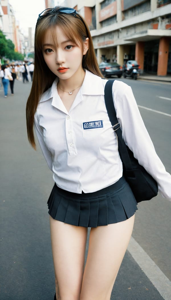 Tags: 21872187, SDXL
{"3": {"inputs": {"seed": 273909115587510, "steps": 64, "cfg": 7.77, "sampler_name": "dpmpp_2m", "scheduler": "karras", "denoise": 1.0, "model": ["27", 0], "positive": ["6", 0], "negative": ["7", 0], "latent_image": ["5", 0]}, "class_type": "KSampler"}, "4": {"inputs": {"ckpt_name": "leosamsHelloworldSDXL_helloworldSDXL32DPO.safetensors"}, "class_type": "CheckpointLoaderSimple"}, "5": {"inputs": {"width": 768, "height": 1344, "batch_size": 1}, "class_type": "EmptyLatentImage"}, "6": {"inputs": {"text": "25 year old girl, (cute:1.00), (temptress:1.06), (double eyelids:1.10), (seductive pose:1.03), (seductive facial expression:1.09), (detailed face:1.06), (beautiful eyes:1.14), (sexy lips:1.09), (slim:1.02), (eyelashes:1.07), (idol:0.96), (pale skin:1.13), (perky ass:1.08), (exposed ass:1.08), (looking back:1.07), (sexy ass:1.10), (thigh gap:1.06), (school uniform:0.96), choker, busy street, (RAW:1.00), (portra:1.06), (film:1.03), (candid cinema:1.04), (textured skin:1.01), (skin fuzz:1.08), (natural looking skin:1.05), (detailed skin:1.03), (soft lighting:1.00)", "clip": ["27", 1]}, "class_type": "CLIPTextEncode"}, "7": {"inputs": {"text": "(low resolution:1.12), (watermark:1.05), (open mouth:1.13), (bad hands:1.13), (twisted:1.08), (distorted:1.14), (worst quality:1.06)", "clip": ["27", 1]}, "class_type": "CLIPTextEncode"}, "8": {"inputs": {"samples": ["3", 0], "vae": ["4", 2]}, "class_type": "VAEDecode"}, "25": {"inputs": {"lora_name": "nudify_xl.safetensors", "strength_model": 0.24, "strength_clip": 0.18, "model": ["4", 0], "clip": ["4", 1]}, "class_type": "LoraLoader"}, "26": {"inputs": {"lora_name": "shirtlift_SDXL_v2.safetensors", "strength_model": 0.16, "strength_clip": 0.15, "model": ["25", 0], "clip": ["25", 1]}, "class_type": "LoraLoader"}, "27": {"inputs": {"lora_name": "PerfectEyesXL.safetensors", "strength_model": 0.16, "strength_clip": 0.19, "model": ["26", 0], "clip": ["26", 1]}, "class_type": "LoraLoader"}, "30": {"inputs": {"model_name": "4x_NMKD-Superscale-SP_178000_G.pth"}, "class_type": "UpscaleModelLoader"}, "31": {"inputs": {"upscale_model": ["30", 0], "image": ["8", 0]}, "class_type": "ImageUpscaleWithModel"}, "32": {"inputs": {"upscale_method": "lanczos", "scale_by": 0.5, "image": ["31", 0]}, "class_type": "ImageScaleBy"}, "33": {"inputs": {"pixels": ["32", 0], "vae": ["4", 2]}, "class_type": "VAEEncode"}, "34": {"inputs": {"seed": 273909115587510, "steps": 64, "cfg": 7.77, "sampler_name": "dpmpp_2m", "scheduler": "karras", "denoise": 0.3, "model": ["27", 0], "positive": ["6", 0], "negative": ["7", 0], "latent_image": ["33", 0]}, "class_type": "KSampler"}, "36": {"inputs": {"samples": ["34", 0], "vae": ["4", 2]}, "class_type": "VAEDecode"}, "39": {"inputs": {"filename_prefix": "comfyapi-1708267374680", "images": ["36", 0]}, "class_type": "SaveImage"}}