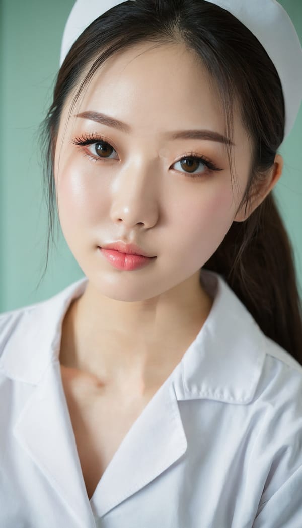 Tags: 21872187, SDXL
{"3": {"inputs": {"seed": 694818492323889, "steps": 32, "cfg": 6.56, "sampler_name": "dpmpp_2m", "scheduler": "karras", "denoise": 1.0, "model": ["27", 0], "positive": ["6", 0], "negative": ["7", 0], "latent_image": ["5", 0]}, "class_type": "KSampler"}, "4": {"inputs": {"ckpt_name": "juggernautxl.safetensors"}, "class_type": "CheckpointLoaderSimple"}, "5": {"inputs": {"width": 768, "height": 1344, "batch_size": 1}, "class_type": "EmptyLatentImage"}, "6": {"inputs": {"text": "21 year old girl, (chinese:1.06), (irish:1.05), (cute:1.07), (sexy lips:1.03), (eyelashes:1.12), (slim:0.96), (seductive pose:1.12), (idol:1.00), (double eyelids:1.05), (temptress:1.00), (seductive facial expression:1.02), (blush:1.03), (beautiful eyes:1.06), (detailed face:1.12), (pale skin:1.11), (perky ass:0.98), (exposed ass:1.08), (looking back:1.11), (sexy ass:1.07), (thigh gap:1.04), (nurse in uniform:1.12) working in a hospital ward, (detailed skin:1.00), (natural looking skin:1.04), (candid cinema:1.04), (RAW:1.02), (portra:1.08), (skin fuzz:1.02), (film:1.01), (soft lighting:1.00), (textured skin:1.00)", "clip": ["27", 1]}, "class_type": "CLIPTextEncode"}, "7": {"inputs": {"text": "(low resolution:1.11), (twisted:1.13), (watermark:1.08), (open mouth:1.09), (distorted:1.14), (bad hands:1.12), (worst quality:1.07)", "clip": ["27", 1]}, "class_type": "CLIPTextEncode"}, "8": {"inputs": {"samples": ["3", 0], "vae": ["4", 2]}, "class_type": "VAEDecode"}, "25": {"inputs": {"lora_name": "nudify_xl.safetensors", "strength_model": 0.03, "strength_clip": 0.27, "model": ["4", 0], "clip": ["4", 1]}, "class_type": "LoraLoader"}, "26": {"inputs": {"lora_name": "shirtlift_SDXL_v2.safetensors", "strength_model": 0.07, "strength_clip": 0.12, "model": ["25", 0], "clip": ["25", 1]}, "class_type": "LoraLoader"}, "27": {"inputs": {"lora_name": "PerfectEyesXL.safetensors", "strength_model": 0.09, "strength_clip": 0.06, "model": ["26", 0], "clip": ["26", 1]}, "class_type": "LoraLoader"}, "30": {"inputs": {"model_name": "4x_NMKD-Superscale-SP_178000_G.pth"}, "class_type": "UpscaleModelLoader"}, "31": {"inputs": {"upscale_model": ["30", 0], "image": ["8", 0]}, "class_type": "ImageUpscaleWithModel"}, "32": {"inputs": {"upscale_method": "lanczos", "scale_by": 0.5, "image": ["31", 0]}, "class_type": "ImageScaleBy"}, "33": {"inputs": {"pixels": ["32", 0], "vae": ["4", 2]}, "class_type": "VAEEncode"}, "34": {"inputs": {"seed": 694818492323889, "steps": 32, "cfg": 6.56, "sampler_name": "dpmpp_2m", "scheduler": "karras", "denoise": 0.3, "model": ["27", 0], "positive": ["6", 0], "negative": ["7", 0], "latent_image": ["33", 0]}, "class_type": "KSampler"}, "36": {"inputs": {"samples": ["34", 0], "vae": ["4", 2]}, "class_type": "VAEDecode"}, "39": {"inputs": {"filename_prefix": "comfyapi-1726981356529", "images": ["36", 0]}, "class_type": "SaveImage"}}