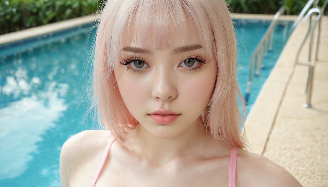 Tags: 21872187, SDXL
{"3": {"inputs": {"seed": 159787075520938, "steps": 32, "cfg": 7.56, "sampler_name": "dpmpp_2m", "scheduler": "karras", "denoise": 1.0, "model": ["27", 0], "positive": ["6", 0], "negative": ["7", 0], "latent_image": ["5", 0]}, "class_type": "KSampler"}, "4": {"inputs": {"ckpt_name": "juggernautxl.safetensors"}, "class_type": "CheckpointLoaderSimple"}, "5": {"inputs": {"width": 1344, "height": 768, "batch_size": 1}, "class_type": "EmptyLatentImage"}, "6": {"inputs": {"text": "22 year old girl, (detailed face:1.05), (eyelashes:1.05), (double eyelids:1.13), (sexy lips:1.08), (cute:0.95), (slim:1.01), (beautiful eyes:1.10), (temptress:1.03), (blush:1.10), (seductive pose:1.12), (seductive facial expression:0.97), (idol:1.10), (pale skin:1.08), (in a seductive pose:1.12), (large perky breasts:0.95), (cleavage:1.05), (thigh gap:0.99), (in a swimsuit:0.95) at a pool, (RAW:1.09), (candid cinema:1.05), (portra:1.08), (skin fuzz:1.05), (textured skin:1.09), (natural looking skin:1.01), (soft lighting:1.09), (film:1.04), (detailed skin:1.02)", "clip": ["27", 1]}, "class_type": "CLIPTextEncode"}, "7": {"inputs": {"text": "(low resolution:1.13), (worst quality:1.13), (open mouth:1.14), (bad hands:1.14), (watermark:1.08), (distorted:1.12), (twisted:1.13)", "clip": ["27", 1]}, "class_type": "CLIPTextEncode"}, "8": {"inputs": {"samples": ["3", 0], "vae": ["4", 2]}, "class_type": "VAEDecode"}, "25": {"inputs": {"lora_name": "nudify_xl.safetensors", "strength_model": 0.01, "strength_clip": 0.09, "model": ["4", 0], "clip": ["4", 1]}, "class_type": "LoraLoader"}, "26": {"inputs": {"lora_name": "shirtlift_SDXL_v2.safetensors", "strength_model": 0.16, "strength_clip": 0.07, "model": ["25", 0], "clip": ["25", 1]}, "class_type": "LoraLoader"}, "27": {"inputs": {"lora_name": "PerfectEyesXL.safetensors", "strength_model": 0.1, "strength_clip": 0.12, "model": ["26", 0], "clip": ["26", 1]}, "class_type": "LoraLoader"}, "30": {"inputs": {"model_name": "4x_NMKD-Superscale-SP_178000_G.pth"}, "class_type": "UpscaleModelLoader"}, "31": {"inputs": {"upscale_model": ["30", 0], "image": ["8", 0]}, "class_type": "ImageUpscaleWithModel"}, "32": {"inputs": {"upscale_method": "lanczos", "scale_by": 0.5, "image": ["31", 0]}, "class_type": "ImageScaleBy"}, "33": {"inputs": {"pixels": ["32", 0], "vae": ["4", 2]}, "class_type": "VAEEncode"}, "34": {"inputs": {"seed": 159787075520938, "steps": 32, "cfg": 7.56, "sampler_name": "dpmpp_2m", "scheduler": "karras", "denoise": 0.3, "model": ["27", 0], "positive": ["6", 0], "negative": ["7", 0], "latent_image": ["33", 0]}, "class_type": "KSampler"}, "36": {"inputs": {"samples": ["34", 0], "vae": ["4", 2]}, "class_type": "VAEDecode"}, "39": {"inputs": {"filename_prefix": "comfyapi-1731144262484", "images": ["36", 0]}, "class_type": "SaveImage"}}