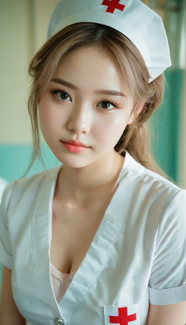 Tags: 21872187, SDXL
{"3": {"inputs": {"seed": 723298813081059, "steps": 32, "cfg": 7.22, "sampler_name": "dpmpp_2m", "scheduler": "karras", "denoise": 1.0, "model": ["27", 0], "positive": ["6", 0], "negative": ["7", 0], "latent_image": ["5", 0]}, "class_type": "KSampler"}, "4": {"inputs": {"ckpt_name": "juggernautxl.safetensors"}, "class_type": "CheckpointLoaderSimple"}, "5": {"inputs": {"width": 768, "height": 1344, "batch_size": 1}, "class_type": "EmptyLatentImage"}, "6": {"inputs": {"text": "18 year old girl, (double eyelids:1.08), (detailed face:0.96), (sexy lips:1.07), (seductive facial expression:1.02), (eyelashes:1.07), (beautiful eyes:1.08), (slim:0.96), (temptress:1.02), (pale skin:0.97), (cute:1.14), (blush:1.07), (in a seductive pose:0.96), (large perky breasts:1.06), (cleavage:1.11), (thigh gap:1.01), (nurse in uniform:1.13) working in a hospital ward, (detailed skin:1.08), (RAW:1.07), (film:1.05), (natural looking skin:1.09), (textured skin:1.05), (candid cinema:1.09), (portra:1.01), (soft lighting:1.03), (skin fuzz:1.01)", "clip": ["27", 1]}, "class_type": "CLIPTextEncode"}, "7": {"inputs": {"text": "(bad hands:1.08), (open mouth:1.08), (distorted:1.05), (low resolution:1.09), (twisted:1.08), (watermark:1.06), (worst quality:1.09)", "clip": ["27", 1]}, "class_type": "CLIPTextEncode"}, "8": {"inputs": {"samples": ["3", 0], "vae": ["4", 2]}, "class_type": "VAEDecode"}, "25": {"inputs": {"lora_name": "nudify_xl.safetensors", "strength_model": 0.29, "strength_clip": 0.16, "model": ["4", 0], "clip": ["4", 1]}, "class_type": "LoraLoader"}, "26": {"inputs": {"lora_name": "shirtlift_SDXL_v2.safetensors", "strength_model": 0.14, "strength_clip": 0.01, "model": ["25", 0], "clip": ["25", 1]}, "class_type": "LoraLoader"}, "27": {"inputs": {"lora_name": "PerfectEyesXL.safetensors", "strength_model": 0.07, "strength_clip": 0.02, "model": ["26", 0], "clip": ["26", 1]}, "class_type": "LoraLoader"}, "30": {"inputs": {"model_name": "4x_NMKD-Superscale-SP_178000_G.pth"}, "class_type": "UpscaleModelLoader"}, "31": {"inputs": {"upscale_model": ["30", 0], "image": ["8", 0]}, "class_type": "ImageUpscaleWithModel"}, "32": {"inputs": {"upscale_method": "lanczos", "scale_by": 0.5, "image": ["31", 0]}, "class_type": "ImageScaleBy"}, "33": {"inputs": {"pixels": ["32", 0], "vae": ["4", 2]}, "class_type": "VAEEncode"}, "34": {"inputs": {"seed": 723298813081059, "steps": 32, "cfg": 7.22, "sampler_name": "dpmpp_2m", "scheduler": "karras", "denoise": 0.3, "model": ["27", 0], "positive": ["6", 0], "negative": ["7", 0], "latent_image": ["33", 0]}, "class_type": "KSampler"}, "36": {"inputs": {"samples": ["34", 0], "vae": ["4", 2]}, "class_type": "VAEDecode"}, "39": {"inputs": {"filename_prefix": "comfyapi-1732698650734", "images": ["36", 0]}, "class_type": "SaveImage"}}