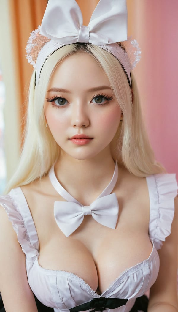 Tags: 21872187, SDXL
{"3": {"inputs": {"seed": 545280399892532, "steps": 32, "cfg": 6.68, "sampler_name": "dpmpp_2m", "scheduler": "karras", "denoise": 1.0, "model": ["27", 0], "positive": ["6", 0], "negative": ["7", 0], "latent_image": ["5", 0]}, "class_type": "KSampler"}, "4": {"inputs": {"ckpt_name": "juggernautxl.safetensors"}, "class_type": "CheckpointLoaderSimple"}, "5": {"inputs": {"width": 768, "height": 1344, "batch_size": 1}, "class_type": "EmptyLatentImage"}, "6": {"inputs": {"text": "21 year old girl, (eyelashes:1.05), (slim:0.98), (blush:1.02), (temptress:1.01), (seductive facial expression:1.00), (idol:0.99), (sexy lips:0.99), (beautiful eyes:1.09), (seductive pose:1.03), (double eyelids:0.97), (pale skin:1.11), (cute:1.02), (in a seductive pose:1.08), (large perky breasts:1.03), (cleavage:1.04), (thigh gap:0.97), in a (skimpy maid costume:1.02) working at a maid cafe, choker, bowtie, headband, pleated skirt, (film:1.03), (skin fuzz:1.06), (detailed skin:1.04), (portra:1.06), (natural looking skin:1.00), (soft lighting:1.06), (candid cinema:1.00), (RAW:1.00)", "clip": ["27", 1]}, "class_type": "CLIPTextEncode"}, "7": {"inputs": {"text": "(bad hands:1.08), (watermark:1.13), (twisted:1.08), (distorted:1.13), (open mouth:1.06), (low resolution:1.09), (worst quality:1.12)", "clip": ["27", 1]}, "class_type": "CLIPTextEncode"}, "8": {"inputs": {"samples": ["3", 0], "vae": ["4", 2]}, "class_type": "VAEDecode"}, "25": {"inputs": {"lora_name": "nudify_xl.safetensors", "strength_model": 0.19, "strength_clip": 0.09, "model": ["4", 0], "clip": ["4", 1]}, "class_type": "LoraLoader"}, "26": {"inputs": {"lora_name": "shirtlift_SDXL_v2.safetensors", "strength_model": 0.03, "strength_clip": 0.15, "model": ["25", 0], "clip": ["25", 1]}, "class_type": "LoraLoader"}, "27": {"inputs": {"lora_name": "PerfectEyesXL.safetensors", "strength_model": 0.02, "strength_clip": 0.18, "model": ["26", 0], "clip": ["26", 1]}, "class_type": "LoraLoader"}, "30": {"inputs": {"model_name": "4x_NMKD-Superscale-SP_178000_G.pth"}, "class_type": "UpscaleModelLoader"}, "31": {"inputs": {"upscale_model": ["30", 0], "image": ["8", 0]}, "class_type": "ImageUpscaleWithModel"}, "32": {"inputs": {"upscale_method": "lanczos", "scale_by": 0.5, "image": ["31", 0]}, "class_type": "ImageScaleBy"}, "33": {"inputs": {"pixels": ["32", 0], "vae": ["4", 2]}, "class_type": "VAEEncode"}, "34": {"inputs": {"seed": 545280399892532, "steps": 32, "cfg": 6.68, "sampler_name": "dpmpp_2m", "scheduler": "karras", "denoise": 0.3, "model": ["27", 0], "positive": ["6", 0], "negative": ["7", 0], "latent_image": ["33", 0]}, "class_type": "KSampler"}, "36": {"inputs": {"samples": ["34", 0], "vae": ["4", 2]}, "class_type": "VAEDecode"}, "39": {"inputs": {"filename_prefix": "comfyapi-1735028109008", "images": ["36", 0]}, "class_type": "SaveImage"}}