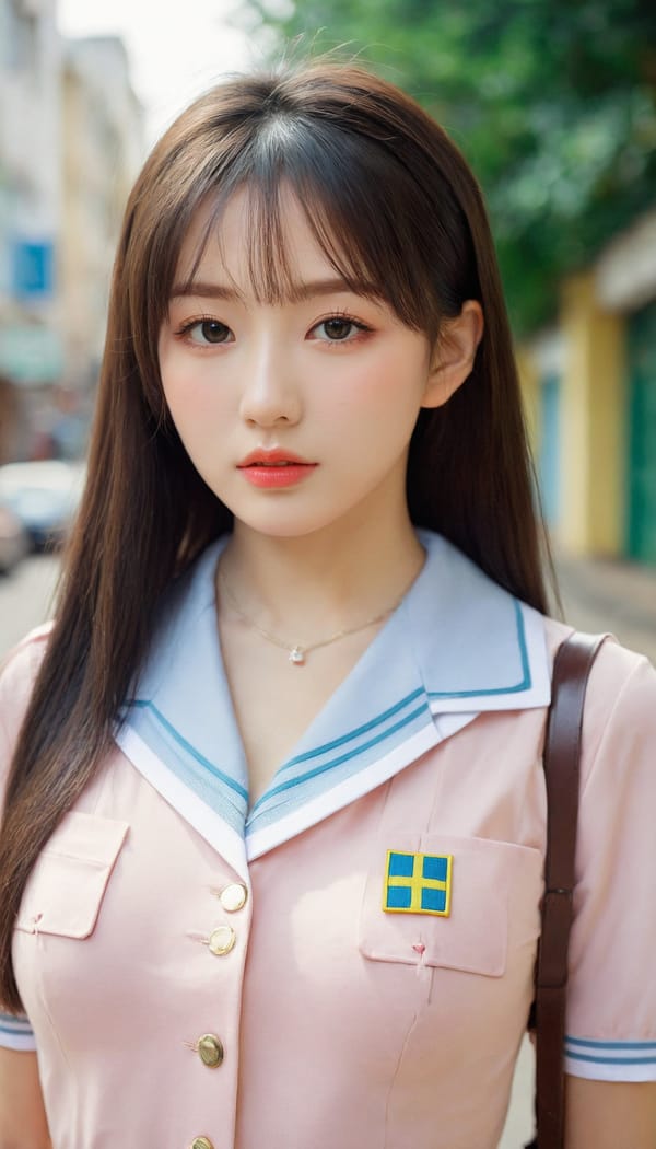 Tags: 21872187, SDXL
{"3": {"inputs": {"seed": 156975090103693, "steps": 64, "cfg": 5.32, "sampler_name": "dpmpp_2m", "scheduler": "karras", "denoise": 1.0, "model": ["27", 0], "positive": ["6", 0], "negative": ["7", 0], "latent_image": ["5", 0]}, "class_type": "KSampler"}, "4": {"inputs": {"ckpt_name": "leosamsHelloworldSDXL_helloworldSDXL32DPO.safetensors"}, "class_type": "CheckpointLoaderSimple"}, "5": {"inputs": {"width": 768, "height": 1344, "batch_size": 1}, "class_type": "EmptyLatentImage"}, "6": {"inputs": {"text": "24 year old girl, (ukrainian:1.06), (chinese:0.95), (seductive facial expression:1.05), (sexy lips:1.12), (slim:1.05), (temptress:1.12), (detailed face:1.11), (double eyelids:1.06), (cute:1.13), (idol:1.06), (eyelashes:0.99), (beautiful eyes:0.97), (pale skin:1.02), (seductive pose:1.09), (blush:1.13), (in a seductive pose:1.09), (large perky breasts:1.05), (cleavage:0.99), (thigh gap:1.08), (school uniform:1.13), choker, busy street, (skin fuzz:1.07), (detailed skin:1.03), (natural looking skin:1.05), (portra:1.07), (RAW:1.01), (film:1.01), (candid cinema:1.05), (textured skin:1.02), (soft lighting:1.06)", "clip": ["27", 1]}, "class_type": "CLIPTextEncode"}, "7": {"inputs": {"text": "(distorted:1.14), (twisted:1.13), (worst quality:1.14), (watermark:1.07), (open mouth:1.13), (low resolution:1.11), (bad hands:1.06)", "clip": ["27", 1]}, "class_type": "CLIPTextEncode"}, "8": {"inputs": {"samples": ["3", 0], "vae": ["4", 2]}, "class_type": "VAEDecode"}, "25": {"inputs": {"lora_name": "nudify_xl.safetensors", "strength_model": 0.08, "strength_clip": 0.37, "model": ["4", 0], "clip": ["4", 1]}, "class_type": "LoraLoader"}, "26": {"inputs": {"lora_name": "shirtlift_SDXL_v2.safetensors", "strength_model": 0.12, "strength_clip": 0.15, "model": ["25", 0], "clip": ["25", 1]}, "class_type": "LoraLoader"}, "27": {"inputs": {"lora_name": "PerfectEyesXL.safetensors", "strength_model": 0.0, "strength_clip": 0.09, "model": ["26", 0], "clip": ["26", 1]}, "class_type": "LoraLoader"}, "30": {"inputs": {"model_name": "4x_NMKD-Superscale-SP_178000_G.pth"}, "class_type": "UpscaleModelLoader"}, "31": {"inputs": {"upscale_model": ["30", 0], "image": ["8", 0]}, "class_type": "ImageUpscaleWithModel"}, "32": {"inputs": {"upscale_method": "lanczos", "scale_by": 0.5, "image": ["31", 0]}, "class_type": "ImageScaleBy"}, "33": {"inputs": {"pixels": ["32", 0], "vae": ["4", 2]}, "class_type": "VAEEncode"}, "34": {"inputs": {"seed": 156975090103693, "steps": 64, "cfg": 5.32, "sampler_name": "dpmpp_2m", "scheduler": "karras", "denoise": 0.3, "model": ["27", 0], "positive": ["6", 0], "negative": ["7", 0], "latent_image": ["33", 0]}, "class_type": "KSampler"}, "36": {"inputs": {"samples": ["34", 0], "vae": ["4", 2]}, "class_type": "VAEDecode"}, "39": {"inputs": {"filename_prefix": "comfyapi-1707429061733", "images": ["36", 0]}, "class_type": "SaveImage"}}