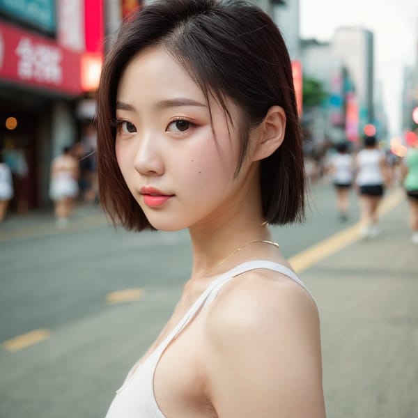 Tags: 21872187, SDXL
{"3": {"inputs": {"seed": 953671119766112, "steps": 32, "cfg": 7.48, "sampler_name": "dpmpp_2m", "scheduler": "karras", "denoise": 1.0, "model": ["27", 0], "positive": ["6", 0], "negative": ["7", 0], "latent_image": ["5", 0]}, "class_type": "KSampler"}, "4": {"inputs": {"ckpt_name": "juggernautxl.safetensors"}, "class_type": "CheckpointLoaderSimple"}, "5": {"inputs": {"width": 1024, "height": 1024, "batch_size": 1}, "class_type": "EmptyLatentImage"}, "6": {"inputs": {"text": "21 year old girl, (korean:0.98), (chinese:0.95), (double eyelids:0.98), (blush:1.12), (beautiful eyes:0.99), (sexy lips:0.98), (idol:0.97), (cute:1.04), (seductive facial expression:1.02), (slim:1.11), (seductive pose:1.01), (pale skin:1.13), (detailed face:1.03), (eyelashes:1.02), (perky ass:1.12), (exposed ass:1.01), (looking back:1.04), (sexy ass:0.96), (thigh gap:1.02), (white tanktop:1.06), busy street, (candid cinema:1.02), (portra:1.01), (natural looking skin:1.03), (textured skin:1.07), (skin fuzz:1.05), (RAW:1.09), (film:1.07), (detailed skin:1.09), (soft lighting:1.02)", "clip": ["27", 1]}, "class_type": "CLIPTextEncode"}, "7": {"inputs": {"text": "(distorted:1.07), (worst quality:1.10), (bad hands:1.13), (twisted:1.10), (watermark:1.06), (open mouth:1.10), (low resolution:1.13)", "clip": ["27", 1]}, "class_type": "CLIPTextEncode"}, "8": {"inputs": {"samples": ["3", 0], "vae": ["4", 2]}, "class_type": "VAEDecode"}, "25": {"inputs": {"lora_name": "nudify_xl.safetensors", "strength_model": 0.07, "strength_clip": 0.04, "model": ["4", 0], "clip": ["4", 1]}, "class_type": "LoraLoader"}, "26": {"inputs": {"lora_name": "shirtlift_SDXL_v2.safetensors", "strength_model": 0.07, "strength_clip": 0.16, "model": ["25", 0], "clip": ["25", 1]}, "class_type": "LoraLoader"}, "27": {"inputs": {"lora_name": "PerfectEyesXL.safetensors", "strength_model": 0.03, "strength_clip": 0.13, "model": ["26", 0], "clip": ["26", 1]}, "class_type": "LoraLoader"}, "30": {"inputs": {"model_name": "4x_NMKD-Superscale-SP_178000_G.pth"}, "class_type": "UpscaleModelLoader"}, "31": {"inputs": {"upscale_model": ["30", 0], "image": ["8", 0]}, "class_type": "ImageUpscaleWithModel"}, "32": {"inputs": {"upscale_method": "lanczos", "scale_by": 0.5, "image": ["31", 0]}, "class_type": "ImageScaleBy"}, "33": {"inputs": {"pixels": ["32", 0], "vae": ["4", 2]}, "class_type": "VAEEncode"}, "34": {"inputs": {"seed": 953671119766112, "steps": 32, "cfg": 7.48, "sampler_name": "dpmpp_2m", "scheduler": "karras", "denoise": 0.3, "model": ["27", 0], "positive": ["6", 0], "negative": ["7", 0], "latent_image": ["33", 0]}, "class_type": "KSampler"}, "36": {"inputs": {"samples": ["34", 0], "vae": ["4", 2]}, "class_type": "VAEDecode"}, "39": {"inputs": {"filename_prefix": "comfyapi-1715869616630", "images": ["36", 0]}, "class_type": "SaveImage"}}