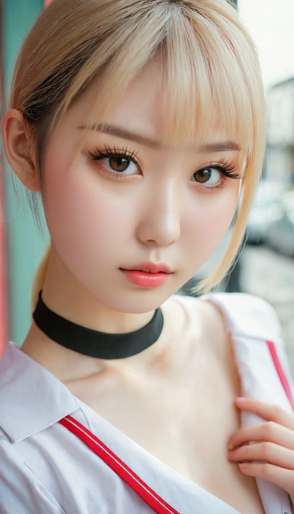 Tags: 21872187, SDXL
{"3": {"inputs": {"seed": 690612365855167, "steps": 32, "cfg": 6.48, "sampler_name": "dpmpp_2m", "scheduler": "karras", "denoise": 1.0, "model": ["27", 0], "positive": ["6", 0], "negative": ["7", 0], "latent_image": ["5", 0]}, "class_type": "KSampler"}, "4": {"inputs": {"ckpt_name": "juggernautxl.safetensors"}, "class_type": "CheckpointLoaderSimple"}, "5": {"inputs": {"width": 768, "height": 1344, "batch_size": 1}, "class_type": "EmptyLatentImage"}, "6": {"inputs": {"text": "19 year old girl, (japanese:1.00), (ukrainian:1.04), (temptress:1.11), (eyelashes:1.09), (seductive pose:0.98), (pale skin:1.08), (seductive facial expression:1.11), (detailed face:1.02), (blush:1.05), (cute:0.95), (beautiful eyes:0.98), (sexy lips:1.08), (idol:1.09), (double eyelids:1.03), (slim:0.96), (in a seductive pose:1.00), (large perky breasts:1.06), (cleavage:0.95), (thigh gap:1.07), (school uniform:1.01), choker, busy street, (natural looking skin:1.09), (textured skin:1.09), (detailed skin:1.07), (skin fuzz:1.09), (film:1.04), (soft lighting:1.08), (RAW:1.09), (portra:1.02)", "clip": ["27", 1]}, "class_type": "CLIPTextEncode"}, "7": {"inputs": {"text": "(watermark:1.11), (worst quality:1.06), (low resolution:1.14), (bad hands:1.05), (twisted:1.05), (open mouth:1.06), (distorted:1.05)", "clip": ["27", 1]}, "class_type": "CLIPTextEncode"}, "8": {"inputs": {"samples": ["3", 0], "vae": ["4", 2]}, "class_type": "VAEDecode"}, "25": {"inputs": {"lora_name": "nudify_xl.safetensors", "strength_model": 0.3, "strength_clip": 0.22, "model": ["4", 0], "clip": ["4", 1]}, "class_type": "LoraLoader"}, "26": {"inputs": {"lora_name": "shirtlift_SDXL_v2.safetensors", "strength_model": 0.16, "strength_clip": 0.17, "model": ["25", 0], "clip": ["25", 1]}, "class_type": "LoraLoader"}, "27": {"inputs": {"lora_name": "PerfectEyesXL.safetensors", "strength_model": 0.18, "strength_clip": 0.19, "model": ["26", 0], "clip": ["26", 1]}, "class_type": "LoraLoader"}, "30": {"inputs": {"model_name": "4x_NMKD-Superscale-SP_178000_G.pth"}, "class_type": "UpscaleModelLoader"}, "31": {"inputs": {"upscale_model": ["30", 0], "image": ["8", 0]}, "class_type": "ImageUpscaleWithModel"}, "32": {"inputs": {"upscale_method": "lanczos", "scale_by": 0.5, "image": ["31", 0]}, "class_type": "ImageScaleBy"}, "33": {"inputs": {"pixels": ["32", 0], "vae": ["4", 2]}, "class_type": "VAEEncode"}, "34": {"inputs": {"seed": 690612365855167, "steps": 32, "cfg": 6.48, "sampler_name": "dpmpp_2m", "scheduler": "karras", "denoise": 0.3, "model": ["27", 0], "positive": ["6", 0], "negative": ["7", 0], "latent_image": ["33", 0]}, "class_type": "KSampler"}, "36": {"inputs": {"samples": ["34", 0], "vae": ["4", 2]}, "class_type": "VAEDecode"}, "39": {"inputs": {"filename_prefix": "comfyapi-1731385404375", "images": ["36", 0]}, "class_type": "SaveImage"}}