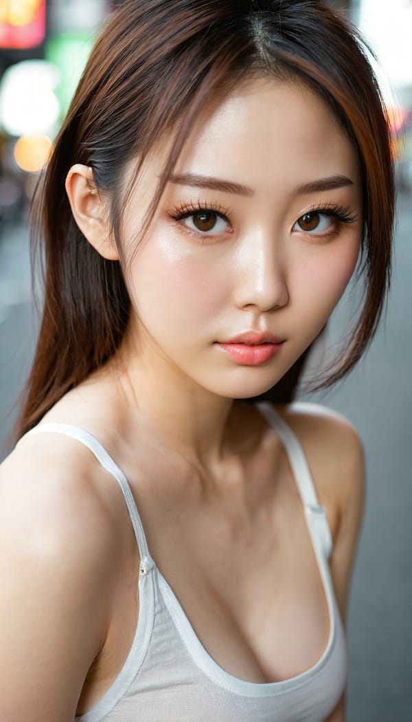 Tags: 21872187, SDXL
{"3": {"inputs": {"seed": 908983149476445, "steps": 64, "cfg": 7.38, "sampler_name": "dpmpp_2m", "scheduler": "karras", "denoise": 1.0, "model": ["27", 0], "positive": ["6", 0], "negative": ["7", 0], "latent_image": ["5", 0]}, "class_type": "KSampler"}, "4": {"inputs": {"ckpt_name": "juggernautxl.safetensors"}, "class_type": "CheckpointLoaderSimple"}, "5": {"inputs": {"width": 768, "height": 1344, "batch_size": 1}, "class_type": "EmptyLatentImage"}, "6": {"inputs": {"text": "25 year old girl, (japanese:0.95), (beautiful eyes:1.05), (seductive facial expression:1.06), (slim:0.99), (cute:1.05), (seductive pose:1.04), (sexy lips:1.09), (eyelashes:1.13), (pale skin:0.99), (double eyelids:1.03), (detailed face:1.12), (temptress:0.96), (blush:0.99), (idol:1.07), (perky ass:1.01), (exposed ass:1.01), (looking back:1.02), (sexy ass:1.02), (thigh gap:1.01), (white tanktop:0.99), busy street, (soft lighting:1.08), (RAW:1.06), (textured skin:1.02), (portra:1.06), (film:1.09), (candid cinema:1.07), (skin fuzz:1.08), (natural looking skin:1.01), (detailed skin:1.06)", "clip": ["27", 1]}, "class_type": "CLIPTextEncode"}, "7": {"inputs": {"text": "(twisted:1.05), (worst quality:1.12), (watermark:1.07), (open mouth:1.14), (low resolution:1.08), (distorted:1.07), (bad hands:1.10)", "clip": ["27", 1]}, "class_type": "CLIPTextEncode"}, "8": {"inputs": {"samples": ["3", 0], "vae": ["4", 2]}, "class_type": "VAEDecode"}, "25": {"inputs": {"lora_name": "nudify_xl.safetensors", "strength_model": 0.36, "strength_clip": 0.09, "model": ["4", 0], "clip": ["4", 1]}, "class_type": "LoraLoader"}, "26": {"inputs": {"lora_name": "shirtlift_SDXL_v2.safetensors", "strength_model": 0.0, "strength_clip": 0.09, "model": ["25", 0], "clip": ["25", 1]}, "class_type": "LoraLoader"}, "27": {"inputs": {"lora_name": "PerfectEyesXL.safetensors", "strength_model": 0.09, "strength_clip": 0.13, "model": ["26", 0], "clip": ["26", 1]}, "class_type": "LoraLoader"}, "30": {"inputs": {"model_name": "4x_NMKD-Superscale-SP_178000_G.pth"}, "class_type": "UpscaleModelLoader"}, "31": {"inputs": {"upscale_model": ["30", 0], "image": ["8", 0]}, "class_type": "ImageUpscaleWithModel"}, "32": {"inputs": {"upscale_method": "lanczos", "scale_by": 0.5, "image": ["31", 0]}, "class_type": "ImageScaleBy"}, "33": {"inputs": {"pixels": ["32", 0], "vae": ["4", 2]}, "class_type": "VAEEncode"}, "34": {"inputs": {"seed": 908983149476445, "steps": 64, "cfg": 7.38, "sampler_name": "dpmpp_2m", "scheduler": "karras", "denoise": 0.3, "model": ["27", 0], "positive": ["6", 0], "negative": ["7", 0], "latent_image": ["33", 0]}, "class_type": "KSampler"}, "36": {"inputs": {"samples": ["34", 0], "vae": ["4", 2]}, "class_type": "VAEDecode"}, "39": {"inputs": {"filename_prefix": "comfyapi-1717452800174", "images": ["36", 0]}, "class_type": "SaveImage"}}