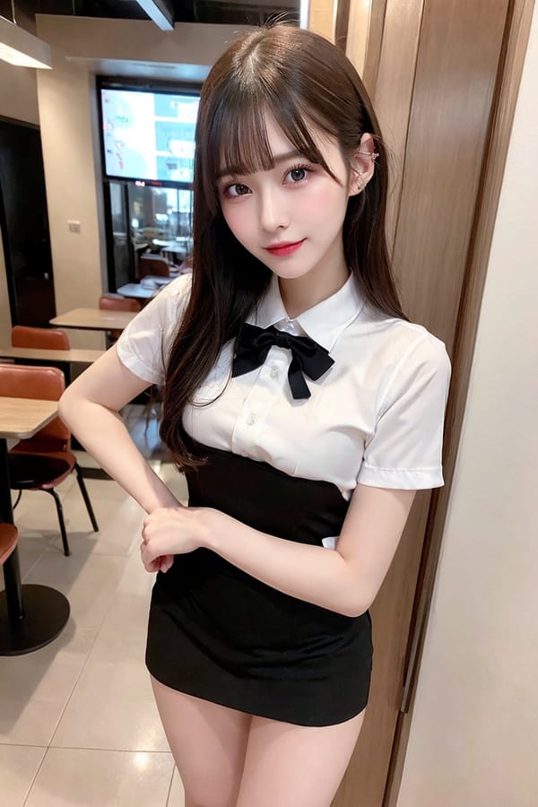 Tags: 21872187
<lora:JapaneseDollLikeness_v15:0.76>, <lora:taiwanDollLikeness_v20:0.28>, (waitress wearing uniform:1.04), restaurant, (seductive pose:1.19), extremely detailed face, cute, (photorealistic:1.00), sexy lips, seductive smile, double eyelids, eyelashes, pale skin, perky breasts, full body portrait, (long slim legs:0.95), blush, delicate and beautiful girl, 1girl, solo, (stunningly attractive:1.13)
Negative prompt: paintings, ugly, fat, disfigured, (worst quality:1.90)
Steps: 48, Sampler: DPM++ 2M Karras, CFG scale: 5.93, Seed: 3101153105, Size: 512x768, Model hash: fc2511737a, Model: chilloutmix_NiPrunedFp32Fix, Seed resize from: -1x-1, Denoising strength: 0.4, Version: v1.2.1, Hires upscale: 2.0, Hires steps: 48, Hires upscaler: ESRGAN_4x