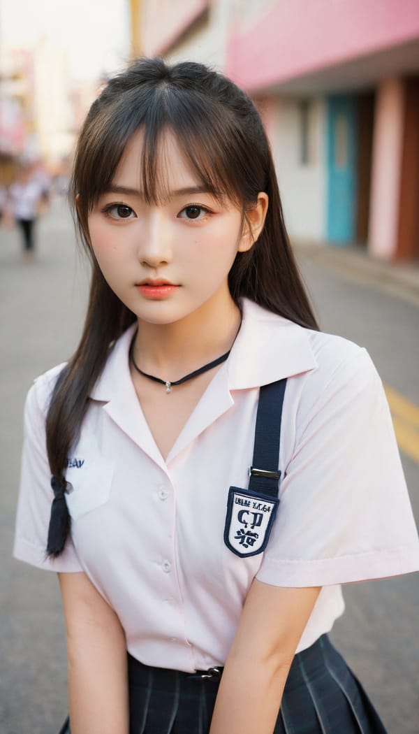 Tags: 21872187, SDXL
{"3": {"inputs": {"seed": 690264189568177, "steps": 32, "cfg": 6.01, "sampler_name": "dpmpp_2m", "scheduler": "karras", "denoise": 1.0, "model": ["27", 0], "positive": ["6", 0], "negative": ["7", 0], "latent_image": ["5", 0]}, "class_type": "KSampler"}, "4": {"inputs": {"ckpt_name": "leosamsHelloworldSDXL_helloworldSDXL32DPO.safetensors"}, "class_type": "CheckpointLoaderSimple"}, "5": {"inputs": {"width": 768, "height": 1344, "batch_size": 1}, "class_type": "EmptyLatentImage"}, "6": {"inputs": {"text": "22 year old girl, (blush:1.02), (seductive facial expression:1.13), (eyelashes:1.03), (idol:1.06), (detailed face:1.01), (temptress:1.07), (double eyelids:0.96), (beautiful eyes:1.12), (seductive pose:0.96), (cute:1.12), (slim:1.07), (in a seductive pose:1.08), (large perky breasts:1.00), (cleavage:1.02), (thigh gap:0.98), (school uniform:1.05), choker, busy street, (textured skin:1.09), (skin fuzz:1.03), (RAW:1.08), (natural looking skin:1.03), (detailed skin:1.03), (portra:1.01), (soft lighting:1.06), (candid cinema:1.00)", "clip": ["27", 1]}, "class_type": "CLIPTextEncode"}, "7": {"inputs": {"text": "(bad hands:1.14), (watermark:1.10), (open mouth:1.11), (low resolution:1.05), (twisted:1.11), (distorted:1.06), (worst quality:1.11)", "clip": ["27", 1]}, "class_type": "CLIPTextEncode"}, "8": {"inputs": {"samples": ["3", 0], "vae": ["4", 2]}, "class_type": "VAEDecode"}, "25": {"inputs": {"lora_name": "nudify_xl.safetensors", "strength_model": 0.11, "strength_clip": 0.0, "model": ["4", 0], "clip": ["4", 1]}, "class_type": "LoraLoader"}, "26": {"inputs": {"lora_name": "shirtlift_SDXL_v2.safetensors", "strength_model": 0.03, "strength_clip": 0.18, "model": ["25", 0], "clip": ["25", 1]}, "class_type": "LoraLoader"}, "27": {"inputs": {"lora_name": "PerfectEyesXL.safetensors", "strength_model": 0.07, "strength_clip": 0.09, "model": ["26", 0], "clip": ["26", 1]}, "class_type": "LoraLoader"}, "30": {"inputs": {"model_name": "4x_NMKD-Superscale-SP_178000_G.pth"}, "class_type": "UpscaleModelLoader"}, "31": {"inputs": {"upscale_model": ["30", 0], "image": ["8", 0]}, "class_type": "ImageUpscaleWithModel"}, "32": {"inputs": {"upscale_method": "lanczos", "scale_by": 0.5, "image": ["31", 0]}, "class_type": "ImageScaleBy"}, "33": {"inputs": {"pixels": ["32", 0], "vae": ["4", 2]}, "class_type": "VAEEncode"}, "34": {"inputs": {"seed": 690264189568177, "steps": 32, "cfg": 6.01, "sampler_name": "dpmpp_2m", "scheduler": "karras", "denoise": 0.3, "model": ["27", 0], "positive": ["6", 0], "negative": ["7", 0], "latent_image": ["33", 0]}, "class_type": "KSampler"}, "36": {"inputs": {"samples": ["34", 0], "vae": ["4", 2]}, "class_type": "VAEDecode"}, "39": {"inputs": {"filename_prefix": "comfyapi-1707734106552", "images": ["36", 0]}, "class_type": "SaveImage"}}