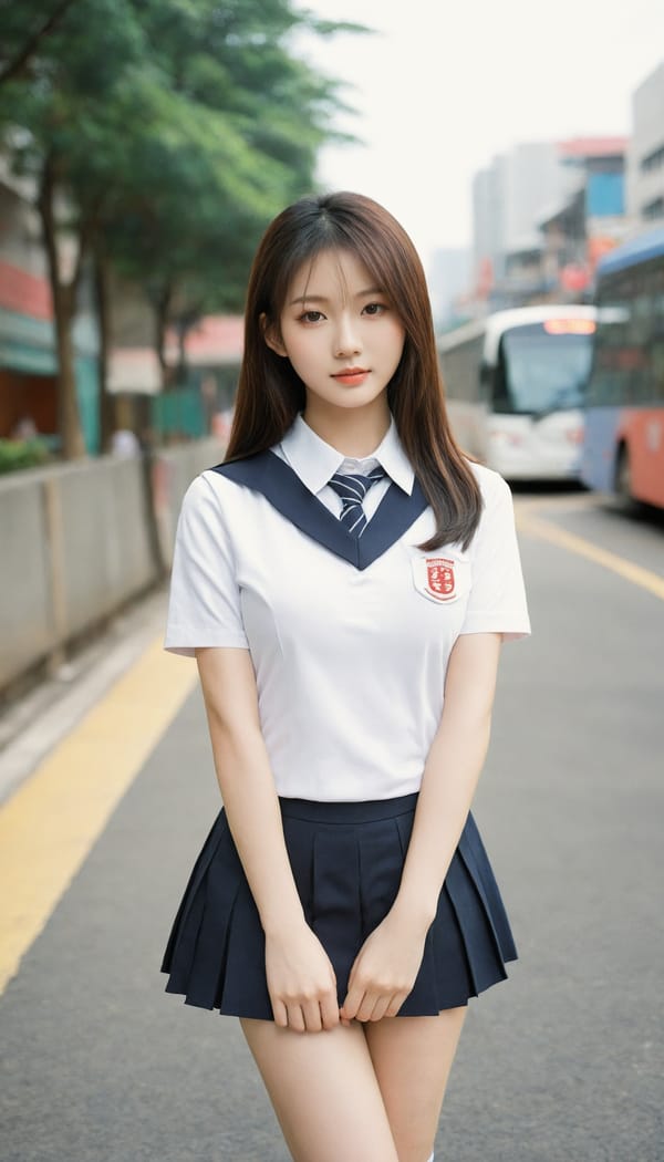 Tags: 21872187, SDXL
{"3": {"inputs": {"seed": 838997250099013, "steps": 64, "cfg": 5.07, "sampler_name": "dpmpp_2m", "scheduler": "karras", "denoise": 1.0, "model": ["27", 0], "positive": ["6", 0], "negative": ["7", 0], "latent_image": ["5", 0]}, "class_type": "KSampler"}, "4": {"inputs": {"ckpt_name": "leosamsHelloworldSDXL_helloworldSDXL32DPO.safetensors"}, "class_type": "CheckpointLoaderSimple"}, "5": {"inputs": {"width": 768, "height": 1344, "batch_size": 1}, "class_type": "EmptyLatentImage"}, "6": {"inputs": {"text": "28 year old girl, (taiwanese:1.12), (slim:1.10), (eyelashes:1.01), (double eyelids:1.14), (cute:1.11), (detailed face:1.09), (temptress:1.02), (beautiful eyes:1.03), (idol:0.96), (blush:0.96), (pale skin:1.07), (seductive facial expression:1.04), (seductive pose:1.03), (sexy lips:0.95), (in a seductive pose:1.07), (large perky breasts:1.09), (cleavage:0.96), (thigh gap:1.09), (school uniform:1.14), choker, busy street, (soft lighting:1.01), (natural looking skin:1.03), (RAW:1.06), (film:1.08), (portra:1.08), (textured skin:1.00), (skin fuzz:1.02), (candid cinema:1.08), (detailed skin:1.03)", "clip": ["27", 1]}, "class_type": "CLIPTextEncode"}, "7": {"inputs": {"text": "(distorted:1.07), (bad hands:1.06), (open mouth:1.12), (worst quality:1.11), (low resolution:1.10), (watermark:1.09), (twisted:1.09)", "clip": ["27", 1]}, "class_type": "CLIPTextEncode"}, "8": {"inputs": {"samples": ["3", 0], "vae": ["4", 2]}, "class_type": "VAEDecode"}, "25": {"inputs": {"lora_name": "nudify_xl.safetensors", "strength_model": 0.28, "strength_clip": 0.04, "model": ["4", 0], "clip": ["4", 1]}, "class_type": "LoraLoader"}, "26": {"inputs": {"lora_name": "shirtlift_SDXL_v2.safetensors", "strength_model": 0.16, "strength_clip": 0.09, "model": ["25", 0], "clip": ["25", 1]}, "class_type": "LoraLoader"}, "27": {"inputs": {"lora_name": "PerfectEyesXL.safetensors", "strength_model": 0.08, "strength_clip": 0.08, "model": ["26", 0], "clip": ["26", 1]}, "class_type": "LoraLoader"}, "30": {"inputs": {"model_name": "4x_NMKD-Superscale-SP_178000_G.pth"}, "class_type": "UpscaleModelLoader"}, "31": {"inputs": {"upscale_model": ["30", 0], "image": ["8", 0]}, "class_type": "ImageUpscaleWithModel"}, "32": {"inputs": {"upscale_method": "lanczos", "scale_by": 0.5, "image": ["31", 0]}, "class_type": "ImageScaleBy"}, "33": {"inputs": {"pixels": ["32", 0], "vae": ["4", 2]}, "class_type": "VAEEncode"}, "34": {"inputs": {"seed": 838997250099013, "steps": 64, "cfg": 5.07, "sampler_name": "dpmpp_2m", "scheduler": "karras", "denoise": 0.3, "model": ["27", 0], "positive": ["6", 0], "negative": ["7", 0], "latent_image": ["33", 0]}, "class_type": "KSampler"}, "36": {"inputs": {"samples": ["34", 0], "vae": ["4", 2]}, "class_type": "VAEDecode"}, "39": {"inputs": {"filename_prefix": "comfyapi-1707299079223", "images": ["36", 0]}, "class_type": "SaveImage"}}