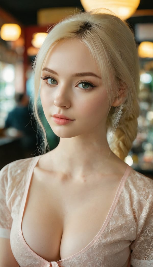 Tags: 21872187, SDXL
{"3": {"inputs": {"seed": 302364343641483, "steps": 32, "cfg": 5.5, "sampler_name": "dpmpp_2m", "scheduler": "karras", "denoise": 1.0, "model": ["27", 0], "positive": ["6", 0], "negative": ["7", 0], "latent_image": ["5", 0]}, "class_type": "KSampler"}, "4": {"inputs": {"ckpt_name": "juggernautxl.safetensors"}, "class_type": "CheckpointLoaderSimple"}, "5": {"inputs": {"width": 768, "height": 1344, "batch_size": 1}, "class_type": "EmptyLatentImage"}, "6": {"inputs": {"text": "22 year old girl, (irish:1.12), (ukrainian:1.09), (temptress:1.07), (sexy lips:1.08), (idol:1.02), (seductive facial expression:1.01), (double eyelids:0.99), (eyelashes:1.04), (beautiful eyes:0.95), (seductive pose:1.03), (pale skin:1.09), (cute:0.97), (blush:0.99), (in a seductive pose:1.02), (large perky breasts:0.99), (cleavage:1.09), (thigh gap:1.05), (a waitress in uniform:0.95) working at a restaurant, (natural looking skin:1.07), (soft lighting:1.01), (candid cinema:1.05), (RAW:1.00), (textured skin:1.06), (skin fuzz:1.00), (film:1.04), (portra:1.07), (detailed skin:1.05)", "clip": ["27", 1]}, "class_type": "CLIPTextEncode"}, "7": {"inputs": {"text": "(distorted:1.11), (open mouth:1.07), (bad hands:1.08), (low resolution:1.12), (watermark:1.13), (twisted:1.08), (worst quality:1.12)", "clip": ["27", 1]}, "class_type": "CLIPTextEncode"}, "8": {"inputs": {"samples": ["3", 0], "vae": ["4", 2]}, "class_type": "VAEDecode"}, "25": {"inputs": {"lora_name": "nudify_xl.safetensors", "strength_model": 0.11, "strength_clip": 0.08, "model": ["4", 0], "clip": ["4", 1]}, "class_type": "LoraLoader"}, "26": {"inputs": {"lora_name": "shirtlift_SDXL_v2.safetensors", "strength_model": 0.06, "strength_clip": 0.04, "model": ["25", 0], "clip": ["25", 1]}, "class_type": "LoraLoader"}, "27": {"inputs": {"lora_name": "PerfectEyesXL.safetensors", "strength_model": 0.13, "strength_clip": 0.07, "model": ["26", 0], "clip": ["26", 1]}, "class_type": "LoraLoader"}, "30": {"inputs": {"model_name": "4x_NMKD-Superscale-SP_178000_G.pth"}, "class_type": "UpscaleModelLoader"}, "31": {"inputs": {"upscale_model": ["30", 0], "image": ["8", 0]}, "class_type": "ImageUpscaleWithModel"}, "32": {"inputs": {"upscale_method": "lanczos", "scale_by": 0.5, "image": ["31", 0]}, "class_type": "ImageScaleBy"}, "33": {"inputs": {"pixels": ["32", 0], "vae": ["4", 2]}, "class_type": "VAEEncode"}, "34": {"inputs": {"seed": 302364343641483, "steps": 32, "cfg": 5.5, "sampler_name": "dpmpp_2m", "scheduler": "karras", "denoise": 0.3, "model": ["27", 0], "positive": ["6", 0], "negative": ["7", 0], "latent_image": ["33", 0]}, "class_type": "KSampler"}, "36": {"inputs": {"samples": ["34", 0], "vae": ["4", 2]}, "class_type": "VAEDecode"}, "39": {"inputs": {"filename_prefix": "comfyapi-1716063923880", "images": ["36", 0]}, "class_type": "SaveImage"}}