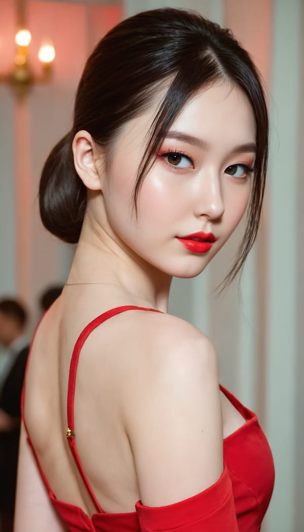 Tags: 21872187, SDXL
{"3": {"inputs": {"seed": 412270529110717, "steps": 64, "cfg": 6.42, "sampler_name": "dpmpp_2m", "scheduler": "karras", "denoise": 1.0, "model": ["27", 0], "positive": ["6", 0], "negative": ["7", 0], "latent_image": ["5", 0]}, "class_type": "KSampler"}, "4": {"inputs": {"ckpt_name": "juggernautXL_v8Rundiffusion.safetensors"}, "class_type": "CheckpointLoaderSimple"}, "5": {"inputs": {"width": 768, "height": 1344, "batch_size": 1}, "class_type": "EmptyLatentImage"}, "6": {"inputs": {"text": "18 year old girl, (ukrainian:1.07), (irish:0.99), (taiwanese:0.97), (slim:1.07), (seductive pose:1.10), (double eyelids:0.99), (cute:1.07), (idol:1.13), (eyelashes:1.05), (beautiful eyes:0.95), (seductive facial expression:1.10), (pale skin:1.06), (temptress:0.99), (detailed face:1.03), (blush:1.00), (perky ass:1.05), (exposed ass:1.03), (looking back:1.03), (sexy ass:1.10), (thigh gap:1.08), (wearing a low-cut red dress:1.14) at a ballroom, (detailed skin:1.00), (soft lighting:1.09), (portra:1.08), (film:1.02), (RAW:1.08), (textured skin:1.07), (natural looking skin:1.07), (candid cinema:1.00), (skin fuzz:1.01)", "clip": ["27", 1]}, "class_type": "CLIPTextEncode"}, "7": {"inputs": {"text": "(low resolution:1.12), (watermark:1.12), (twisted:1.13), (open mouth:1.10), (bad hands:1.07), (worst quality:1.06), (distorted:1.12)", "clip": ["27", 1]}, "class_type": "CLIPTextEncode"}, "8": {"inputs": {"samples": ["3", 0], "vae": ["4", 2]}, "class_type": "VAEDecode"}, "25": {"inputs": {"lora_name": "nudify_xl.safetensors", "strength_model": 0.18, "strength_clip": 0.15, "model": ["4", 0], "clip": ["4", 1]}, "class_type": "LoraLoader"}, "26": {"inputs": {"lora_name": "shirtlift_SDXL_v2.safetensors", "strength_model": 0.09, "strength_clip": 0.1, "model": ["25", 0], "clip": ["25", 1]}, "class_type": "LoraLoader"}, "27": {"inputs": {"lora_name": "PerfectEyesXL.safetensors", "strength_model": 0.16, "strength_clip": 0.18, "model": ["26", 0], "clip": ["26", 1]}, "class_type": "LoraLoader"}, "30": {"inputs": {"model_name": "4x_NMKD-Superscale-SP_178000_G.pth"}, "class_type": "UpscaleModelLoader"}, "31": {"inputs": {"upscale_model": ["30", 0], "image": ["8", 0]}, "class_type": "ImageUpscaleWithModel"}, "32": {"inputs": {"upscale_method": "lanczos", "scale_by": 0.5, "image": ["31", 0]}, "class_type": "ImageScaleBy"}, "33": {"inputs": {"pixels": ["32", 0], "vae": ["4", 2]}, "class_type": "VAEEncode"}, "34": {"inputs": {"seed": 412270529110717, "steps": 64, "cfg": 6.42, "sampler_name": "dpmpp_2m", "scheduler": "karras", "denoise": 0.3, "model": ["27", 0], "positive": ["6", 0], "negative": ["7", 0], "latent_image": ["33", 0]}, "class_type": "KSampler"}, "36": {"inputs": {"samples": ["34", 0], "vae": ["4", 2]}, "class_type": "VAEDecode"}, "39": {"inputs": {"filename_prefix": "comfyapi-1707769379926", "images": ["36", 0]}, "class_type": "SaveImage"}}