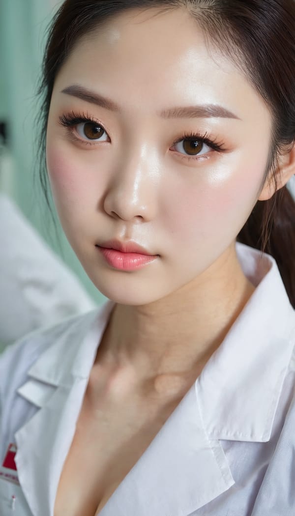 Tags: 21872187, SDXL
{"3": {"inputs": {"seed": 674590767321068, "steps": 64, "cfg": 6.78, "sampler_name": "dpmpp_2m", "scheduler": "karras", "denoise": 1.0, "model": ["27", 0], "positive": ["6", 0], "negative": ["7", 0], "latent_image": ["5", 0]}, "class_type": "KSampler"}, "4": {"inputs": {"ckpt_name": "juggernautxl.safetensors"}, "class_type": "CheckpointLoaderSimple"}, "5": {"inputs": {"width": 768, "height": 1344, "batch_size": 1}, "class_type": "EmptyLatentImage"}, "6": {"inputs": {"text": "27 year old girl, (korean:1.01), (chinese:1.03), (seductive facial expression:0.96), (pale skin:1.01), (beautiful eyes:1.07), (eyelashes:1.02), (slim:0.96), (blush:1.04), (double eyelids:0.98), (sexy lips:1.00), (seductive pose:1.07), (temptress:1.00), (idol:1.13), (detailed face:1.12), (cute:1.02), (on all fours:0.97), (spreading ass cheeks:1.04), (from behind:0.97), (backboob:1.08), (nurse in uniform:1.07) working in a hospital ward, (RAW:1.06), (film:1.06), (skin fuzz:1.08), (candid cinema:1.03), (natural looking skin:1.03), (portra:1.04), (detailed skin:1.02), (soft lighting:1.06), (textured skin:1.02)", "clip": ["27", 1]}, "class_type": "CLIPTextEncode"}, "7": {"inputs": {"text": "(bad hands:1.10), (low resolution:1.11), (twisted:1.14), (distorted:1.06), (open mouth:1.06), (watermark:1.14), (worst quality:1.12)", "clip": ["27", 1]}, "class_type": "CLIPTextEncode"}, "8": {"inputs": {"samples": ["3", 0], "vae": ["4", 2]}, "class_type": "VAEDecode"}, "25": {"inputs": {"lora_name": "nudify_xl.safetensors", "strength_model": 0.24, "strength_clip": 0.36, "model": ["4", 0], "clip": ["4", 1]}, "class_type": "LoraLoader"}, "26": {"inputs": {"lora_name": "shirtlift_SDXL_v2.safetensors", "strength_model": 0.01, "strength_clip": 0.13, "model": ["25", 0], "clip": ["25", 1]}, "class_type": "LoraLoader"}, "27": {"inputs": {"lora_name": "PerfectEyesXL.safetensors", "strength_model": 0.06, "strength_clip": 0.09, "model": ["26", 0], "clip": ["26", 1]}, "class_type": "LoraLoader"}, "30": {"inputs": {"model_name": "4x_NMKD-Superscale-SP_178000_G.pth"}, "class_type": "UpscaleModelLoader"}, "31": {"inputs": {"upscale_model": ["30", 0], "image": ["8", 0]}, "class_type": "ImageUpscaleWithModel"}, "32": {"inputs": {"upscale_method": "lanczos", "scale_by": 0.5, "image": ["31", 0]}, "class_type": "ImageScaleBy"}, "33": {"inputs": {"pixels": ["32", 0], "vae": ["4", 2]}, "class_type": "VAEEncode"}, "34": {"inputs": {"seed": 674590767321068, "steps": 64, "cfg": 6.78, "sampler_name": "dpmpp_2m", "scheduler": "karras", "denoise": 0.3, "model": ["27", 0], "positive": ["6", 0], "negative": ["7", 0], "latent_image": ["33", 0]}, "class_type": "KSampler"}, "36": {"inputs": {"samples": ["34", 0], "vae": ["4", 2]}, "class_type": "VAEDecode"}, "39": {"inputs": {"filename_prefix": "comfyapi-1716517004750", "images": ["36", 0]}, "class_type": "SaveImage"}}