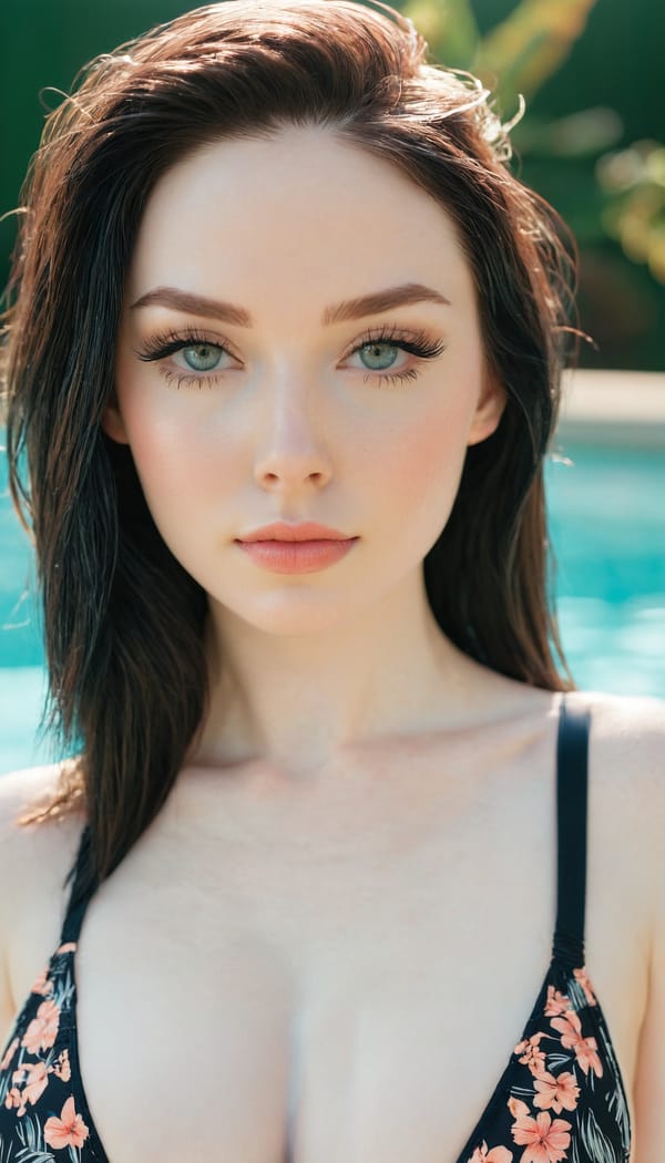 Tags: 21872187, SDXL
{"3": {"inputs": {"seed": 545913028910411, "steps": 64, "cfg": 6.67, "sampler_name": "dpmpp_2m", "scheduler": "karras", "denoise": 1.0, "model": ["27", 0], "positive": ["6", 0], "negative": ["7", 0], "latent_image": ["5", 0]}, "class_type": "KSampler"}, "4": {"inputs": {"ckpt_name": "juggernautxl.safetensors"}, "class_type": "CheckpointLoaderSimple"}, "5": {"inputs": {"width": 768, "height": 1344, "batch_size": 1}, "class_type": "EmptyLatentImage"}, "6": {"inputs": {"text": "28 year old girl, (slim:1.11), (idol:0.95), (pale skin:1.10), (detailed face:1.10), (seductive facial expression:1.11), (eyelashes:1.08), (sexy lips:1.10), (beautiful eyes:0.98), (temptress:1.08), (seductive pose:1.14), (blush:0.99), (cute:1.11), (in a seductive pose:1.04), (large perky breasts:1.01), (cleavage:0.99), (thigh gap:1.11), (in a swimsuit:1.12) at a pool, (film:1.07), (skin fuzz:1.07), (detailed skin:1.00), (textured skin:1.00), (natural looking skin:1.01), (candid cinema:1.05), (portra:1.00), (RAW:1.04), (soft lighting:1.07)", "clip": ["27", 1]}, "class_type": "CLIPTextEncode"}, "7": {"inputs": {"text": "(distorted:1.06), (bad hands:1.05), (watermark:1.10), (open mouth:1.08), (twisted:1.07), (worst quality:1.14), (low resolution:1.12)", "clip": ["27", 1]}, "class_type": "CLIPTextEncode"}, "8": {"inputs": {"samples": ["3", 0], "vae": ["4", 2]}, "class_type": "VAEDecode"}, "25": {"inputs": {"lora_name": "nudify_xl.safetensors", "strength_model": 0.09, "strength_clip": 0.39, "model": ["4", 0], "clip": ["4", 1]}, "class_type": "LoraLoader"}, "26": {"inputs": {"lora_name": "shirtlift_SDXL_v2.safetensors", "strength_model": 0.0, "strength_clip": 0.02, "model": ["25", 0], "clip": ["25", 1]}, "class_type": "LoraLoader"}, "27": {"inputs": {"lora_name": "PerfectEyesXL.safetensors", "strength_model": 0.16, "strength_clip": 0.14, "model": ["26", 0], "clip": ["26", 1]}, "class_type": "LoraLoader"}, "30": {"inputs": {"model_name": "4x_NMKD-Superscale-SP_178000_G.pth"}, "class_type": "UpscaleModelLoader"}, "31": {"inputs": {"upscale_model": ["30", 0], "image": ["8", 0]}, "class_type": "ImageUpscaleWithModel"}, "32": {"inputs": {"upscale_method": "lanczos", "scale_by": 0.5, "image": ["31", 0]}, "class_type": "ImageScaleBy"}, "33": {"inputs": {"pixels": ["32", 0], "vae": ["4", 2]}, "class_type": "VAEEncode"}, "34": {"inputs": {"seed": 545913028910411, "steps": 64, "cfg": 6.67, "sampler_name": "dpmpp_2m", "scheduler": "karras", "denoise": 0.3, "model": ["27", 0], "positive": ["6", 0], "negative": ["7", 0], "latent_image": ["33", 0]}, "class_type": "KSampler"}, "36": {"inputs": {"samples": ["34", 0], "vae": ["4", 2]}, "class_type": "VAEDecode"}, "39": {"inputs": {"filename_prefix": "comfyapi-1718885527040", "images": ["36", 0]}, "class_type": "SaveImage"}}