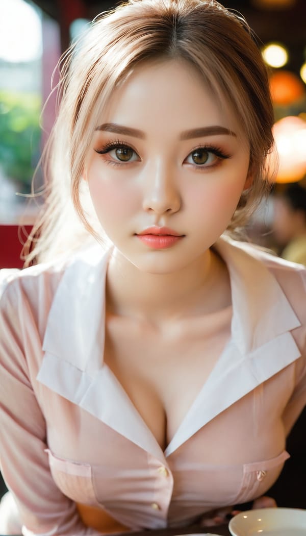 Tags: 21872187, SDXL
{"3": {"inputs": {"seed": 917713575733176, "steps": 64, "cfg": 6.26, "sampler_name": "dpmpp_2m", "scheduler": "karras", "denoise": 1.0, "model": ["27", 0], "positive": ["6", 0], "negative": ["7", 0], "latent_image": ["5", 0]}, "class_type": "KSampler"}, "4": {"inputs": {"ckpt_name": "juggernautxl.safetensors"}, "class_type": "CheckpointLoaderSimple"}, "5": {"inputs": {"width": 768, "height": 1344, "batch_size": 1}, "class_type": "EmptyLatentImage"}, "6": {"inputs": {"text": "19 year old girl, (beautiful eyes:1.13), (temptress:1.11), (cute:1.07), (seductive pose:0.97), (detailed face:1.08), (idol:1.04), (eyelashes:1.11), (blush:1.01), (seductive facial expression:1.09), (slim:1.07), (double eyelids:1.11), (sexy lips:1.00), (pale skin:1.04), (on all fours:0.98), (spreading ass cheeks:1.09), (from behind:1.10), (backboob:1.00), (a waitress in uniform:1.09) working at a restaurant, (skin fuzz:1.06), (natural looking skin:1.04), (soft lighting:1.05), (candid cinema:1.09), (textured skin:1.04), (film:1.03), (detailed skin:1.07), (portra:1.04), (RAW:1.04)", "clip": ["27", 1]}, "class_type": "CLIPTextEncode"}, "7": {"inputs": {"text": "(open mouth:1.06), (bad hands:1.10), (distorted:1.08), (watermark:1.10), (low resolution:1.07), (twisted:1.13), (worst quality:1.13)", "clip": ["27", 1]}, "class_type": "CLIPTextEncode"}, "8": {"inputs": {"samples": ["3", 0], "vae": ["4", 2]}, "class_type": "VAEDecode"}, "25": {"inputs": {"lora_name": "nudify_xl.safetensors", "strength_model": 0.17, "strength_clip": 0.26, "model": ["4", 0], "clip": ["4", 1]}, "class_type": "LoraLoader"}, "26": {"inputs": {"lora_name": "shirtlift_SDXL_v2.safetensors", "strength_model": 0.03, "strength_clip": 0.13, "model": ["25", 0], "clip": ["25", 1]}, "class_type": "LoraLoader"}, "27": {"inputs": {"lora_name": "PerfectEyesXL.safetensors", "strength_model": 0.17, "strength_clip": 0.07, "model": ["26", 0], "clip": ["26", 1]}, "class_type": "LoraLoader"}, "30": {"inputs": {"model_name": "4x_NMKD-Superscale-SP_178000_G.pth"}, "class_type": "UpscaleModelLoader"}, "31": {"inputs": {"upscale_model": ["30", 0], "image": ["8", 0]}, "class_type": "ImageUpscaleWithModel"}, "32": {"inputs": {"upscale_method": "lanczos", "scale_by": 0.5, "image": ["31", 0]}, "class_type": "ImageScaleBy"}, "33": {"inputs": {"pixels": ["32", 0], "vae": ["4", 2]}, "class_type": "VAEEncode"}, "34": {"inputs": {"seed": 917713575733176, "steps": 64, "cfg": 6.26, "sampler_name": "dpmpp_2m", "scheduler": "karras", "denoise": 0.3, "model": ["27", 0], "positive": ["6", 0], "negative": ["7", 0], "latent_image": ["33", 0]}, "class_type": "KSampler"}, "36": {"inputs": {"samples": ["34", 0], "vae": ["4", 2]}, "class_type": "VAEDecode"}, "39": {"inputs": {"filename_prefix": "comfyapi-1711405686825", "images": ["36", 0]}, "class_type": "SaveImage"}}