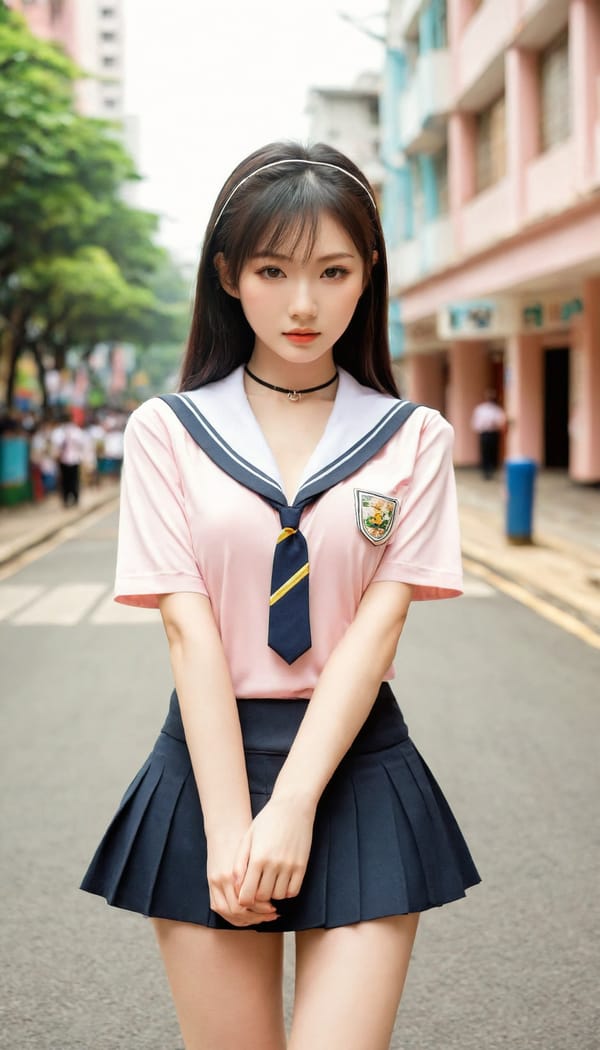 Tags: 21872187, SDXL
{"3": {"inputs": {"seed": 261360951384021, "steps": 32, "cfg": 6.32, "sampler_name": "dpmpp_2m", "scheduler": "karras", "denoise": 1.0, "model": ["27", 0], "positive": ["6", 0], "negative": ["7", 0], "latent_image": ["5", 0]}, "class_type": "KSampler"}, "4": {"inputs": {"ckpt_name": "leosamsHelloworldSDXL_helloworldSDXL32DPO.safetensors"}, "class_type": "CheckpointLoaderSimple"}, "5": {"inputs": {"width": 768, "height": 1344, "batch_size": 1}, "class_type": "EmptyLatentImage"}, "6": {"inputs": {"text": "24 year old girl, (taiwanese:1.02), (irish:0.97), (russian:1.07), (detailed face:1.02), (beautiful eyes:0.97), (pale skin:1.14), (slim:0.99), (seductive facial expression:0.97), (seductive pose:1.03), (double eyelids:1.00), (cute:1.08), (blush:1.12), (temptress:0.99), (sexy lips:1.03), (eyelashes:1.10), (in a seductive pose:1.09), (large perky breasts:0.95), (cleavage:1.02), (thigh gap:0.96), (school uniform:1.09), choker, busy street, (detailed skin:1.05), (skin fuzz:1.00), (portra:1.05), (textured skin:1.08), (RAW:1.02), (candid cinema:1.00), (film:1.00), (natural looking skin:1.09), (soft lighting:1.05)", "clip": ["27", 1]}, "class_type": "CLIPTextEncode"}, "7": {"inputs": {"text": "(watermark:1.11), (worst quality:1.13), (distorted:1.05), (twisted:1.07), (bad hands:1.05), (low resolution:1.14), (open mouth:1.14)", "clip": ["27", 1]}, "class_type": "CLIPTextEncode"}, "8": {"inputs": {"samples": ["3", 0], "vae": ["4", 2]}, "class_type": "VAEDecode"}, "25": {"inputs": {"lora_name": "nudify_xl.safetensors", "strength_model": 0.34, "strength_clip": 0.19, "model": ["4", 0], "clip": ["4", 1]}, "class_type": "LoraLoader"}, "26": {"inputs": {"lora_name": "shirtlift_SDXL_v2.safetensors", "strength_model": 0.01, "strength_clip": 0.17, "model": ["25", 0], "clip": ["25", 1]}, "class_type": "LoraLoader"}, "27": {"inputs": {"lora_name": "PerfectEyesXL.safetensors", "strength_model": 0.15, "strength_clip": 0.07, "model": ["26", 0], "clip": ["26", 1]}, "class_type": "LoraLoader"}, "30": {"inputs": {"model_name": "4x_NMKD-Superscale-SP_178000_G.pth"}, "class_type": "UpscaleModelLoader"}, "31": {"inputs": {"upscale_model": ["30", 0], "image": ["8", 0]}, "class_type": "ImageUpscaleWithModel"}, "32": {"inputs": {"upscale_method": "lanczos", "scale_by": 0.5, "image": ["31", 0]}, "class_type": "ImageScaleBy"}, "33": {"inputs": {"pixels": ["32", 0], "vae": ["4", 2]}, "class_type": "VAEEncode"}, "34": {"inputs": {"seed": 261360951384021, "steps": 32, "cfg": 6.32, "sampler_name": "dpmpp_2m", "scheduler": "karras", "denoise": 0.3, "model": ["27", 0], "positive": ["6", 0], "negative": ["7", 0], "latent_image": ["33", 0]}, "class_type": "KSampler"}, "36": {"inputs": {"samples": ["34", 0], "vae": ["4", 2]}, "class_type": "VAEDecode"}, "39": {"inputs": {"filename_prefix": "comfyapi-1707309691792", "images": ["36", 0]}, "class_type": "SaveImage"}}