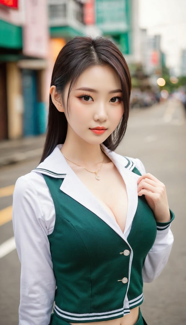 Tags: 21872187, SDXL
{"3": {"inputs": {"seed": 320197102956869, "steps": 32, "cfg": 7.44, "sampler_name": "dpmpp_2m", "scheduler": "karras", "denoise": 1.0, "model": ["27", 0], "positive": ["6", 0], "negative": ["7", 0], "latent_image": ["5", 0]}, "class_type": "KSampler"}, "4": {"inputs": {"ckpt_name": "juggernautxl.safetensors"}, "class_type": "CheckpointLoaderSimple"}, "5": {"inputs": {"width": 768, "height": 1344, "batch_size": 1}, "class_type": "EmptyLatentImage"}, "6": {"inputs": {"text": "19 year old girl, (irish:1.12), (taiwanese:1.02), (chinese:1.00), (cute:1.12), (temptress:1.11), (beautiful eyes:1.05), (blush:1.11), (double eyelids:0.99), (detailed face:1.09), (sexy lips:1.11), (eyelashes:1.05), (idol:0.96), (pale skin:1.10), (seductive facial expression:1.04), (slim:0.98), (seductive pose:1.03), (in a seductive pose:0.97), (large perky breasts:0.97), (cleavage:1.09), (thigh gap:0.95), (school uniform:1.09), choker, busy street, (skin fuzz:1.02), (soft lighting:1.03), (candid cinema:1.09), (detailed skin:1.03), (RAW:1.06), (film:1.08), (textured skin:1.03), (natural looking skin:1.06), (portra:1.06)", "clip": ["27", 1]}, "class_type": "CLIPTextEncode"}, "7": {"inputs": {"text": "(distorted:1.09), (watermark:1.07), (twisted:1.12), (worst quality:1.14), (low resolution:1.05), (open mouth:1.14), (bad hands:1.07)", "clip": ["27", 1]}, "class_type": "CLIPTextEncode"}, "8": {"inputs": {"samples": ["3", 0], "vae": ["4", 2]}, "class_type": "VAEDecode"}, "25": {"inputs": {"lora_name": "nudify_xl.safetensors", "strength_model": 0.04, "strength_clip": 0.05, "model": ["4", 0], "clip": ["4", 1]}, "class_type": "LoraLoader"}, "26": {"inputs": {"lora_name": "shirtlift_SDXL_v2.safetensors", "strength_model": 0.07, "strength_clip": 0.01, "model": ["25", 0], "clip": ["25", 1]}, "class_type": "LoraLoader"}, "27": {"inputs": {"lora_name": "PerfectEyesXL.safetensors", "strength_model": 0.19, "strength_clip": 0.0, "model": ["26", 0], "clip": ["26", 1]}, "class_type": "LoraLoader"}, "30": {"inputs": {"model_name": "4x_NMKD-Superscale-SP_178000_G.pth"}, "class_type": "UpscaleModelLoader"}, "31": {"inputs": {"upscale_model": ["30", 0], "image": ["8", 0]}, "class_type": "ImageUpscaleWithModel"}, "32": {"inputs": {"upscale_method": "lanczos", "scale_by": 0.5, "image": ["31", 0]}, "class_type": "ImageScaleBy"}, "33": {"inputs": {"pixels": ["32", 0], "vae": ["4", 2]}, "class_type": "VAEEncode"}, "34": {"inputs": {"seed": 320197102956869, "steps": 32, "cfg": 7.44, "sampler_name": "dpmpp_2m", "scheduler": "karras", "denoise": 0.3, "model": ["27", 0], "positive": ["6", 0], "negative": ["7", 0], "latent_image": ["33", 0]}, "class_type": "KSampler"}, "36": {"inputs": {"samples": ["34", 0], "vae": ["4", 2]}, "class_type": "VAEDecode"}, "39": {"inputs": {"filename_prefix": "comfyapi-1713277189749", "images": ["36", 0]}, "class_type": "SaveImage"}}