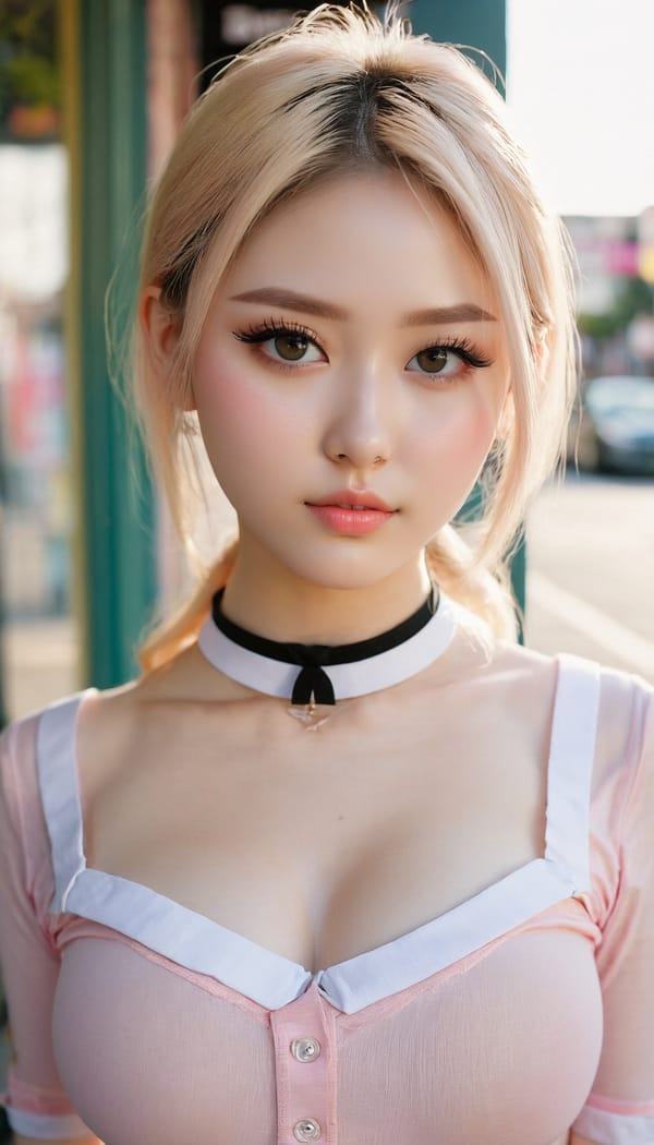 Tags: 21872187, SDXL
{"3": {"inputs": {"seed": 853603990132024, "steps": 32, "cfg": 7.93, "sampler_name": "dpmpp_2m", "scheduler": "karras", "denoise": 1.0, "model": ["27", 0], "positive": ["6", 0], "negative": ["7", 0], "latent_image": ["5", 0]}, "class_type": "KSampler"}, "4": {"inputs": {"ckpt_name": "juggernautxl.safetensors"}, "class_type": "CheckpointLoaderSimple"}, "5": {"inputs": {"width": 768, "height": 1344, "batch_size": 1}, "class_type": "EmptyLatentImage"}, "6": {"inputs": {"text": "23 year old girl, (detailed face:1.13), (blush:1.09), (seductive facial expression:1.12), (temptress:0.96), (seductive pose:1.12), (pale skin:0.95), (eyelashes:1.09), (cute:1.07), (slim:0.96), (sexy lips:1.06), (beautiful eyes:1.12), (double eyelids:0.98), (idol:1.10), (in a seductive pose:1.11), (large perky breasts:1.02), (cleavage:1.08), (thigh gap:1.04), (school uniform:0.96), choker, busy street, (film:1.00), (RAW:1.07), (natural looking skin:1.08), (skin fuzz:1.04), (candid cinema:1.00), (soft lighting:1.08), (detailed skin:1.00), (textured skin:1.04), (portra:1.05)", "clip": ["27", 1]}, "class_type": "CLIPTextEncode"}, "7": {"inputs": {"text": "(watermark:1.11), (bad hands:1.13), (open mouth:1.12), (worst quality:1.13), (distorted:1.06), (low resolution:1.07), (twisted:1.08)", "clip": ["27", 1]}, "class_type": "CLIPTextEncode"}, "8": {"inputs": {"samples": ["3", 0], "vae": ["4", 2]}, "class_type": "VAEDecode"}, "25": {"inputs": {"lora_name": "nudify_xl.safetensors", "strength_model": 0.27, "strength_clip": 0.19, "model": ["4", 0], "clip": ["4", 1]}, "class_type": "LoraLoader"}, "26": {"inputs": {"lora_name": "shirtlift_SDXL_v2.safetensors", "strength_model": 0.02, "strength_clip": 0.07, "model": ["25", 0], "clip": ["25", 1]}, "class_type": "LoraLoader"}, "27": {"inputs": {"lora_name": "PerfectEyesXL.safetensors", "strength_model": 0.02, "strength_clip": 0.13, "model": ["26", 0], "clip": ["26", 1]}, "class_type": "LoraLoader"}, "30": {"inputs": {"model_name": "4x_NMKD-Superscale-SP_178000_G.pth"}, "class_type": "UpscaleModelLoader"}, "31": {"inputs": {"upscale_model": ["30", 0], "image": ["8", 0]}, "class_type": "ImageUpscaleWithModel"}, "32": {"inputs": {"upscale_method": "lanczos", "scale_by": 0.5, "image": ["31", 0]}, "class_type": "ImageScaleBy"}, "33": {"inputs": {"pixels": ["32", 0], "vae": ["4", 2]}, "class_type": "VAEEncode"}, "34": {"inputs": {"seed": 853603990132024, "steps": 32, "cfg": 7.93, "sampler_name": "dpmpp_2m", "scheduler": "karras", "denoise": 0.3, "model": ["27", 0], "positive": ["6", 0], "negative": ["7", 0], "latent_image": ["33", 0]}, "class_type": "KSampler"}, "36": {"inputs": {"samples": ["34", 0], "vae": ["4", 2]}, "class_type": "VAEDecode"}, "39": {"inputs": {"filename_prefix": "comfyapi-1714317609761", "images": ["36", 0]}, "class_type": "SaveImage"}}