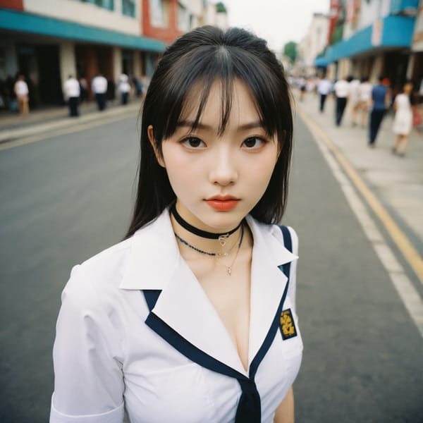 Tags: 21872187, SDXL
{"3": {"inputs": {"seed": 999924175863441, "steps": 64, "cfg": 5.19, "sampler_name": "dpmpp_2m", "scheduler": "karras", "denoise": 1.0, "model": ["27", 0], "positive": ["6", 0], "negative": ["7", 0], "latent_image": ["5", 0]}, "class_type": "KSampler"}, "4": {"inputs": {"ckpt_name": "helloworldxl.safetensors"}, "class_type": "CheckpointLoaderSimple"}, "5": {"inputs": {"width": 1024, "height": 1024, "batch_size": 1}, "class_type": "EmptyLatentImage"}, "6": {"inputs": {"text": "26 year old girl, (eyelashes:1.03), (sexy lips:1.01), (beautiful eyes:0.99), (pale skin:1.06), (seductive pose:1.13), (idol:1.00), (double eyelids:1.05), (cute:1.14), (seductive facial expression:1.00), (temptress:1.09), (slim:1.02), (detailed face:0.99), (in a seductive pose:1.07), (large perky breasts:0.95), (cleavage:1.04), (thigh gap:1.09), (school uniform:0.97), choker, busy street, (candid cinema:1.04), (skin fuzz:1.08), (portra:1.01), (detailed skin:1.05), (RAW:1.09), (soft lighting:1.03), (textured skin:1.05), (film:1.03), (natural looking skin:1.06)", "clip": ["27", 1]}, "class_type": "CLIPTextEncode"}, "7": {"inputs": {"text": "(twisted:1.13), (worst quality:1.07), (low resolution:1.06), (bad hands:1.06), (open mouth:1.14), (watermark:1.06), (distorted:1.07)", "clip": ["27", 1]}, "class_type": "CLIPTextEncode"}, "8": {"inputs": {"samples": ["3", 0], "vae": ["4", 2]}, "class_type": "VAEDecode"}, "25": {"inputs": {"lora_name": "nudify_xl.safetensors", "strength_model": 0.18, "strength_clip": 0.01, "model": ["4", 0], "clip": ["4", 1]}, "class_type": "LoraLoader"}, "26": {"inputs": {"lora_name": "shirtlift_SDXL_v2.safetensors", "strength_model": 0.04, "strength_clip": 0.03, "model": ["25", 0], "clip": ["25", 1]}, "class_type": "LoraLoader"}, "27": {"inputs": {"lora_name": "PerfectEyesXL.safetensors", "strength_model": 0.02, "strength_clip": 0.13, "model": ["26", 0], "clip": ["26", 1]}, "class_type": "LoraLoader"}, "30": {"inputs": {"model_name": "4x_NMKD-Superscale-SP_178000_G.pth"}, "class_type": "UpscaleModelLoader"}, "31": {"inputs": {"upscale_model": ["30", 0], "image": ["8", 0]}, "class_type": "ImageUpscaleWithModel"}, "32": {"inputs": {"upscale_method": "lanczos", "scale_by": 0.5, "image": ["31", 0]}, "class_type": "ImageScaleBy"}, "33": {"inputs": {"pixels": ["32", 0], "vae": ["4", 2]}, "class_type": "VAEEncode"}, "34": {"inputs": {"seed": 999924175863441, "steps": 64, "cfg": 5.19, "sampler_name": "dpmpp_2m", "scheduler": "karras", "denoise": 0.3, "model": ["27", 0], "positive": ["6", 0], "negative": ["7", 0], "latent_image": ["33", 0]}, "class_type": "KSampler"}, "36": {"inputs": {"samples": ["34", 0], "vae": ["4", 2]}, "class_type": "VAEDecode"}, "39": {"inputs": {"filename_prefix": "comfyapi-1726669808778", "images": ["36", 0]}, "class_type": "SaveImage"}}