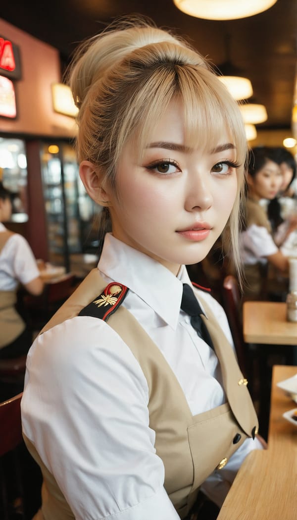 Tags: 21872187, SDXL
{"3": {"inputs": {"seed": 408483159844193, "steps": 32, "cfg": 6.08, "sampler_name": "dpmpp_2m", "scheduler": "karras", "denoise": 1.0, "model": ["27", 0], "positive": ["6", 0], "negative": ["7", 0], "latent_image": ["5", 0]}, "class_type": "KSampler"}, "4": {"inputs": {"ckpt_name": "juggernautxl.safetensors"}, "class_type": "CheckpointLoaderSimple"}, "5": {"inputs": {"width": 768, "height": 1344, "batch_size": 1}, "class_type": "EmptyLatentImage"}, "6": {"inputs": {"text": "21 year old girl, (russian:1.12), (japanese:1.11), (seductive pose:1.14), (seductive facial expression:0.97), (pale skin:1.08), (eyelashes:1.05), (detailed face:1.02), (blush:0.95), (temptress:0.98), (double eyelids:1.08), (perky ass:1.00), (exposed ass:0.98), (looking back:1.09), (sexy ass:1.12), (thigh gap:1.03), (a waitress in uniform:1.14) working at a restaurant, (skin fuzz:1.07), (portra:1.06), (film:1.00), (candid cinema:1.07), (natural looking skin:1.04), (RAW:1.06), (soft lighting:1.01), (textured skin:1.07), (detailed skin:1.07)", "clip": ["27", 1]}, "class_type": "CLIPTextEncode"}, "7": {"inputs": {"text": "(worst quality:1.11), (watermark:1.07), (open mouth:1.14), (bad hands:1.08), (low resolution:1.07), (distorted:1.09), (twisted:1.08)", "clip": ["27", 1]}, "class_type": "CLIPTextEncode"}, "8": {"inputs": {"samples": ["3", 0], "vae": ["4", 2]}, "class_type": "VAEDecode"}, "25": {"inputs": {"lora_name": "nudify_xl.safetensors", "strength_model": 0.05, "strength_clip": 0.35, "model": ["4", 0], "clip": ["4", 1]}, "class_type": "LoraLoader"}, "26": {"inputs": {"lora_name": "shirtlift_SDXL_v2.safetensors", "strength_model": 0.15, "strength_clip": 0.16, "model": ["25", 0], "clip": ["25", 1]}, "class_type": "LoraLoader"}, "27": {"inputs": {"lora_name": "PerfectEyesXL.safetensors", "strength_model": 0.1, "strength_clip": 0.06, "model": ["26", 0], "clip": ["26", 1]}, "class_type": "LoraLoader"}, "30": {"inputs": {"model_name": "4x_NMKD-Superscale-SP_178000_G.pth"}, "class_type": "UpscaleModelLoader"}, "31": {"inputs": {"upscale_model": ["30", 0], "image": ["8", 0]}, "class_type": "ImageUpscaleWithModel"}, "32": {"inputs": {"upscale_method": "lanczos", "scale_by": 0.5, "image": ["31", 0]}, "class_type": "ImageScaleBy"}, "33": {"inputs": {"pixels": ["32", 0], "vae": ["4", 2]}, "class_type": "VAEEncode"}, "34": {"inputs": {"seed": 408483159844193, "steps": 32, "cfg": 6.08, "sampler_name": "dpmpp_2m", "scheduler": "karras", "denoise": 0.3, "model": ["27", 0], "positive": ["6", 0], "negative": ["7", 0], "latent_image": ["33", 0]}, "class_type": "KSampler"}, "36": {"inputs": {"samples": ["34", 0], "vae": ["4", 2]}, "class_type": "VAEDecode"}, "39": {"inputs": {"filename_prefix": "comfyapi-1727096955398", "images": ["36", 0]}, "class_type": "SaveImage"}}