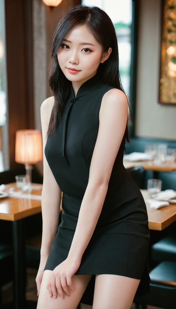 Tags: 21872187, SDXL
{"3": {"inputs": {"seed": 107016476867786, "steps": 32, "cfg": 5.9, "sampler_name": "dpmpp_2m", "scheduler": "karras", "denoise": 1.0, "model": ["27", 0], "positive": ["6", 0], "negative": ["7", 0], "latent_image": ["5", 0]}, "class_type": "KSampler"}, "4": {"inputs": {"ckpt_name": "juggernautxl.safetensors"}, "class_type": "CheckpointLoaderSimple"}, "5": {"inputs": {"width": 768, "height": 1344, "batch_size": 1}, "class_type": "EmptyLatentImage"}, "6": {"inputs": {"text": "27 year old girl, (chinese:1.08), (slim:0.99), (seductive facial expression:1.07), (detailed face:1.04), (sexy lips:1.07), (idol:1.13), (double eyelids:1.00), (seductive pose:1.03), (temptress:1.00), (beautiful eyes:1.00), (eyelashes:0.95), (blush:1.12), (cute:1.13), (pale skin:1.04), (perky ass:0.95), (exposed ass:1.05), (looking back:1.10), (sexy ass:1.07), (thigh gap:1.04), (wearing a little black dress:1.09) at a fine dining restaurant, (RAW:1.01), (soft lighting:1.01), (portra:1.06), (film:1.00), (candid cinema:1.01), (natural looking skin:1.02), (skin fuzz:1.08), (textured skin:1.07), (detailed skin:1.06)", "clip": ["27", 1]}, "class_type": "CLIPTextEncode"}, "7": {"inputs": {"text": "(watermark:1.08), (open mouth:1.12), (bad hands:1.12), (distorted:1.05), (low resolution:1.12), (twisted:1.06), (worst quality:1.14)", "clip": ["27", 1]}, "class_type": "CLIPTextEncode"}, "8": {"inputs": {"samples": ["3", 0], "vae": ["4", 2]}, "class_type": "VAEDecode"}, "25": {"inputs": {"lora_name": "nudify_xl.safetensors", "strength_model": 0.28, "strength_clip": 0.11, "model": ["4", 0], "clip": ["4", 1]}, "class_type": "LoraLoader"}, "26": {"inputs": {"lora_name": "shirtlift_SDXL_v2.safetensors", "strength_model": 0.01, "strength_clip": 0.16, "model": ["25", 0], "clip": ["25", 1]}, "class_type": "LoraLoader"}, "27": {"inputs": {"lora_name": "PerfectEyesXL.safetensors", "strength_model": 0.07, "strength_clip": 0.13, "model": ["26", 0], "clip": ["26", 1]}, "class_type": "LoraLoader"}, "30": {"inputs": {"model_name": "4x_NMKD-Superscale-SP_178000_G.pth"}, "class_type": "UpscaleModelLoader"}, "31": {"inputs": {"upscale_model": ["30", 0], "image": ["8", 0]}, "class_type": "ImageUpscaleWithModel"}, "32": {"inputs": {"upscale_method": "lanczos", "scale_by": 0.5, "image": ["31", 0]}, "class_type": "ImageScaleBy"}, "33": {"inputs": {"pixels": ["32", 0], "vae": ["4", 2]}, "class_type": "VAEEncode"}, "34": {"inputs": {"seed": 107016476867786, "steps": 32, "cfg": 5.9, "sampler_name": "dpmpp_2m", "scheduler": "karras", "denoise": 0.3, "model": ["27", 0], "positive": ["6", 0], "negative": ["7", 0], "latent_image": ["33", 0]}, "class_type": "KSampler"}, "36": {"inputs": {"samples": ["34", 0], "vae": ["4", 2]}, "class_type": "VAEDecode"}, "39": {"inputs": {"filename_prefix": "comfyapi-1733626840755", "images": ["36", 0]}, "class_type": "SaveImage"}}