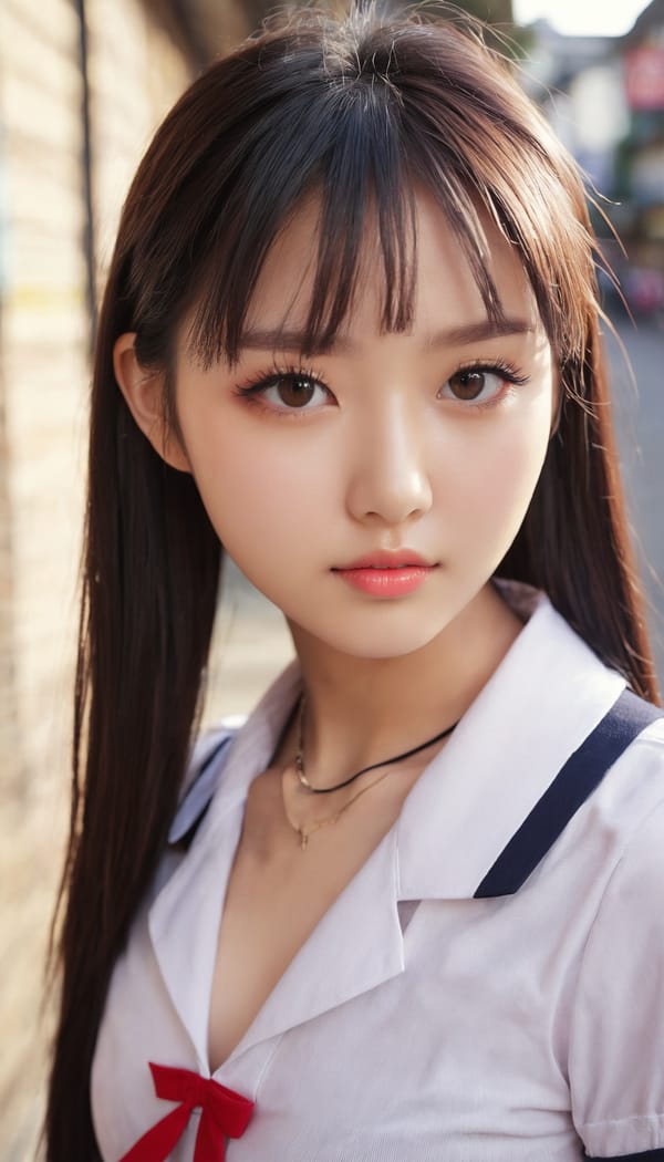 Tags: 21872187, SDXL
{"3": {"inputs": {"seed": 607668531424308, "steps": 64, "cfg": 5.51, "sampler_name": "dpmpp_2m", "scheduler": "karras", "denoise": 1.0, "model": ["27", 0], "positive": ["6", 0], "negative": ["7", 0], "latent_image": ["5", 0]}, "class_type": "KSampler"}, "4": {"inputs": {"ckpt_name": "juggernautxl.safetensors"}, "class_type": "CheckpointLoaderSimple"}, "5": {"inputs": {"width": 768, "height": 1344, "batch_size": 1}, "class_type": "EmptyLatentImage"}, "6": {"inputs": {"text": "22 year old girl, (seductive facial expression:1.11), (beautiful eyes:1.08), (temptress:1.06), (idol:1.13), (double eyelids:0.97), (cute:1.00), (detailed face:1.03), (eyelashes:1.02), (blush:1.00), (sexy lips:1.12), (slim:1.10), (in a seductive pose:0.95), (large perky breasts:1.00), (cleavage:1.14), (thigh gap:1.04), (school uniform:1.07), choker, busy street, (portra:1.03), (film:1.07), (natural looking skin:1.00), (soft lighting:1.02), (candid cinema:1.07), (detailed skin:1.09), (textured skin:1.07), (skin fuzz:1.06)", "clip": ["27", 1]}, "class_type": "CLIPTextEncode"}, "7": {"inputs": {"text": "(watermark:1.08), (bad hands:1.11), (worst quality:1.09), (open mouth:1.05), (twisted:1.11), (distorted:1.07), (low resolution:1.09)", "clip": ["27", 1]}, "class_type": "CLIPTextEncode"}, "8": {"inputs": {"samples": ["3", 0], "vae": ["4", 2]}, "class_type": "VAEDecode"}, "25": {"inputs": {"lora_name": "nudify_xl.safetensors", "strength_model": 0.11, "strength_clip": 0.04, "model": ["4", 0], "clip": ["4", 1]}, "class_type": "LoraLoader"}, "26": {"inputs": {"lora_name": "shirtlift_SDXL_v2.safetensors", "strength_model": 0.15, "strength_clip": 0.04, "model": ["25", 0], "clip": ["25", 1]}, "class_type": "LoraLoader"}, "27": {"inputs": {"lora_name": "PerfectEyesXL.safetensors", "strength_model": 0.07, "strength_clip": 0.03, "model": ["26", 0], "clip": ["26", 1]}, "class_type": "LoraLoader"}, "30": {"inputs": {"model_name": "4x_NMKD-Superscale-SP_178000_G.pth"}, "class_type": "UpscaleModelLoader"}, "31": {"inputs": {"upscale_model": ["30", 0], "image": ["8", 0]}, "class_type": "ImageUpscaleWithModel"}, "32": {"inputs": {"upscale_method": "lanczos", "scale_by": 0.5, "image": ["31", 0]}, "class_type": "ImageScaleBy"}, "33": {"inputs": {"pixels": ["32", 0], "vae": ["4", 2]}, "class_type": "VAEEncode"}, "34": {"inputs": {"seed": 607668531424308, "steps": 64, "cfg": 5.51, "sampler_name": "dpmpp_2m", "scheduler": "karras", "denoise": 0.3, "model": ["27", 0], "positive": ["6", 0], "negative": ["7", 0], "latent_image": ["33", 0]}, "class_type": "KSampler"}, "36": {"inputs": {"samples": ["34", 0], "vae": ["4", 2]}, "class_type": "VAEDecode"}, "39": {"inputs": {"filename_prefix": "comfyapi-1714856604998", "images": ["36", 0]}, "class_type": "SaveImage"}}