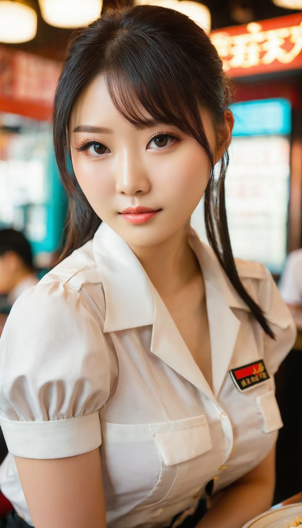 Tags: 21872187, SDXL
{"3": {"inputs": {"seed": 122366619549880, "steps": 64, "cfg": 5.88, "sampler_name": "dpmpp_2m", "scheduler": "karras", "denoise": 1.0, "model": ["27", 0], "positive": ["6", 0], "negative": ["7", 0], "latent_image": ["5", 0]}, "class_type": "KSampler"}, "4": {"inputs": {"ckpt_name": "juggernautxl.safetensors"}, "class_type": "CheckpointLoaderSimple"}, "5": {"inputs": {"width": 768, "height": 1344, "batch_size": 1}, "class_type": "EmptyLatentImage"}, "6": {"inputs": {"text": "24 year old girl, (taiwanese:1.05), (idol:0.98), (double eyelids:0.99), (cute:1.11), (seductive pose:1.14), (sexy lips:0.95), (temptress:1.01), (blush:1.05), (eyelashes:1.10), (slim:0.97), (seductive facial expression:0.98), (pale skin:0.96), (detailed face:0.98), (in a seductive pose:1.11), (large perky breasts:1.04), (cleavage:1.07), (thigh gap:0.99), (a waitress in uniform:1.06) working at a restaurant, (RAW:1.02), (detailed skin:1.02), (skin fuzz:1.07), (candid cinema:1.02), (film:1.06), (textured skin:1.04), (portra:1.05), (soft lighting:1.00), (natural looking skin:1.09)", "clip": ["27", 1]}, "class_type": "CLIPTextEncode"}, "7": {"inputs": {"text": "(watermark:1.07), (distorted:1.13), (open mouth:1.11), (bad hands:1.13), (low resolution:1.06), (twisted:1.06), (worst quality:1.08)", "clip": ["27", 1]}, "class_type": "CLIPTextEncode"}, "8": {"inputs": {"samples": ["3", 0], "vae": ["4", 2]}, "class_type": "VAEDecode"}, "25": {"inputs": {"lora_name": "nudify_xl.safetensors", "strength_model": 0.22, "strength_clip": 0.05, "model": ["4", 0], "clip": ["4", 1]}, "class_type": "LoraLoader"}, "26": {"inputs": {"lora_name": "shirtlift_SDXL_v2.safetensors", "strength_model": 0.04, "strength_clip": 0.05, "model": ["25", 0], "clip": ["25", 1]}, "class_type": "LoraLoader"}, "27": {"inputs": {"lora_name": "PerfectEyesXL.safetensors", "strength_model": 0.07, "strength_clip": 0.05, "model": ["26", 0], "clip": ["26", 1]}, "class_type": "LoraLoader"}, "30": {"inputs": {"model_name": "4x_NMKD-Superscale-SP_178000_G.pth"}, "class_type": "UpscaleModelLoader"}, "31": {"inputs": {"upscale_model": ["30", 0], "image": ["8", 0]}, "class_type": "ImageUpscaleWithModel"}, "32": {"inputs": {"upscale_method": "lanczos", "scale_by": 0.5, "image": ["31", 0]}, "class_type": "ImageScaleBy"}, "33": {"inputs": {"pixels": ["32", 0], "vae": ["4", 2]}, "class_type": "VAEEncode"}, "34": {"inputs": {"seed": 122366619549880, "steps": 64, "cfg": 5.88, "sampler_name": "dpmpp_2m", "scheduler": "karras", "denoise": 0.3, "model": ["27", 0], "positive": ["6", 0], "negative": ["7", 0], "latent_image": ["33", 0]}, "class_type": "KSampler"}, "36": {"inputs": {"samples": ["34", 0], "vae": ["4", 2]}, "class_type": "VAEDecode"}, "39": {"inputs": {"filename_prefix": "comfyapi-1716521375433", "images": ["36", 0]}, "class_type": "SaveImage"}}