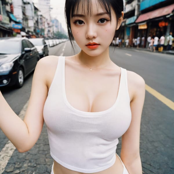 Tags: 21872187, SDXL
{"3": {"inputs": {"seed": 925289714666740, "steps": 64, "cfg": 5.16, "sampler_name": "dpmpp_2m", "scheduler": "karras", "denoise": 1.0, "model": ["27", 0], "positive": ["6", 0], "negative": ["7", 0], "latent_image": ["5", 0]}, "class_type": "KSampler"}, "4": {"inputs": {"ckpt_name": "helloworldxl.safetensors"}, "class_type": "CheckpointLoaderSimple"}, "5": {"inputs": {"width": 1024, "height": 1024, "batch_size": 1}, "class_type": "EmptyLatentImage"}, "6": {"inputs": {"text": "18 year old girl, (chinese:1.02), (pale skin:1.13), (temptress:1.10), (eyelashes:1.07), (seductive pose:1.06), (detailed face:1.03), (cute:1.08), (double eyelids:1.08), (seductive facial expression:0.99), (sexy lips:1.05), (blush:1.12), (beautiful eyes:1.13), (slim:1.07), (in a seductive pose:1.01), (large perky breasts:1.04), (cleavage:1.09), (thigh gap:0.95), (white tanktop:1.14), busy street, (skin fuzz:1.02), (portra:1.08), (detailed skin:1.08), (RAW:1.06), (textured skin:1.02), (candid cinema:1.01), (soft lighting:1.09), (film:1.02), (natural looking skin:1.09)", "clip": ["27", 1]}, "class_type": "CLIPTextEncode"}, "7": {"inputs": {"text": "(worst quality:1.09), (distorted:1.06), (bad hands:1.05), (watermark:1.10), (open mouth:1.14), (low resolution:1.11), (twisted:1.06)", "clip": ["27", 1]}, "class_type": "CLIPTextEncode"}, "8": {"inputs": {"samples": ["3", 0], "vae": ["4", 2]}, "class_type": "VAEDecode"}, "25": {"inputs": {"lora_name": "nudify_xl.safetensors", "strength_model": 0.35, "strength_clip": 0.22, "model": ["4", 0], "clip": ["4", 1]}, "class_type": "LoraLoader"}, "26": {"inputs": {"lora_name": "shirtlift_SDXL_v2.safetensors", "strength_model": 0.07, "strength_clip": 0.18, "model": ["25", 0], "clip": ["25", 1]}, "class_type": "LoraLoader"}, "27": {"inputs": {"lora_name": "PerfectEyesXL.safetensors", "strength_model": 0.12, "strength_clip": 0.0, "model": ["26", 0], "clip": ["26", 1]}, "class_type": "LoraLoader"}, "30": {"inputs": {"model_name": "4x_NMKD-Superscale-SP_178000_G.pth"}, "class_type": "UpscaleModelLoader"}, "31": {"inputs": {"upscale_model": ["30", 0], "image": ["8", 0]}, "class_type": "ImageUpscaleWithModel"}, "32": {"inputs": {"upscale_method": "lanczos", "scale_by": 0.5, "image": ["31", 0]}, "class_type": "ImageScaleBy"}, "33": {"inputs": {"pixels": ["32", 0], "vae": ["4", 2]}, "class_type": "VAEEncode"}, "34": {"inputs": {"seed": 925289714666740, "steps": 64, "cfg": 5.16, "sampler_name": "dpmpp_2m", "scheduler": "karras", "denoise": 0.3, "model": ["27", 0], "positive": ["6", 0], "negative": ["7", 0], "latent_image": ["33", 0]}, "class_type": "KSampler"}, "36": {"inputs": {"samples": ["34", 0], "vae": ["4", 2]}, "class_type": "VAEDecode"}, "39": {"inputs": {"filename_prefix": "comfyapi-1731862405252", "images": ["36", 0]}, "class_type": "SaveImage"}}