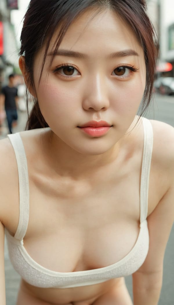 Tags: 21872187, SDXL
{"3": {"inputs": {"seed": 513961169731404, "steps": 64, "cfg": 5.18, "sampler_name": "dpmpp_2m", "scheduler": "karras", "denoise": 1.0, "model": ["27", 0], "positive": ["6", 0], "negative": ["7", 0], "latent_image": ["5", 0]}, "class_type": "KSampler"}, "4": {"inputs": {"ckpt_name": "juggernautxl.safetensors"}, "class_type": "CheckpointLoaderSimple"}, "5": {"inputs": {"width": 768, "height": 1344, "batch_size": 1}, "class_type": "EmptyLatentImage"}, "6": {"inputs": {"text": "27 year old girl, (korean:0.99), (japanese:1.13), (sexy lips:1.07), (pale skin:1.01), (temptress:1.03), (seductive pose:1.03), (cute:1.11), (beautiful eyes:1.07), (detailed face:0.96), (seductive facial expression:1.07), (slim:1.06), (eyelashes:0.97), (blush:0.95), (perky ass:1.07), (exposed ass:1.09), (looking back:1.00), (sexy ass:1.02), (thigh gap:1.07), (white tanktop:0.95), busy street, (portra:1.04), (textured skin:1.03), (candid cinema:1.00), (RAW:1.00), (detailed skin:1.01), (film:1.00), (soft lighting:1.04), (natural looking skin:1.00), (skin fuzz:1.05)", "clip": ["27", 1]}, "class_type": "CLIPTextEncode"}, "7": {"inputs": {"text": "(open mouth:1.08), (worst quality:1.07), (twisted:1.11), (bad hands:1.13), (low resolution:1.07), (distorted:1.13), (watermark:1.08)", "clip": ["27", 1]}, "class_type": "CLIPTextEncode"}, "8": {"inputs": {"samples": ["3", 0], "vae": ["4", 2]}, "class_type": "VAEDecode"}, "25": {"inputs": {"lora_name": "nudify_xl.safetensors", "strength_model": 0.23, "strength_clip": 0.28, "model": ["4", 0], "clip": ["4", 1]}, "class_type": "LoraLoader"}, "26": {"inputs": {"lora_name": "shirtlift_SDXL_v2.safetensors", "strength_model": 0.06, "strength_clip": 0.18, "model": ["25", 0], "clip": ["25", 1]}, "class_type": "LoraLoader"}, "27": {"inputs": {"lora_name": "PerfectEyesXL.safetensors", "strength_model": 0.05, "strength_clip": 0.19, "model": ["26", 0], "clip": ["26", 1]}, "class_type": "LoraLoader"}, "30": {"inputs": {"model_name": "4x_NMKD-Superscale-SP_178000_G.pth"}, "class_type": "UpscaleModelLoader"}, "31": {"inputs": {"upscale_model": ["30", 0], "image": ["8", 0]}, "class_type": "ImageUpscaleWithModel"}, "32": {"inputs": {"upscale_method": "lanczos", "scale_by": 0.5, "image": ["31", 0]}, "class_type": "ImageScaleBy"}, "33": {"inputs": {"pixels": ["32", 0], "vae": ["4", 2]}, "class_type": "VAEEncode"}, "34": {"inputs": {"seed": 513961169731404, "steps": 64, "cfg": 5.18, "sampler_name": "dpmpp_2m", "scheduler": "karras", "denoise": 0.3, "model": ["27", 0], "positive": ["6", 0], "negative": ["7", 0], "latent_image": ["33", 0]}, "class_type": "KSampler"}, "36": {"inputs": {"samples": ["34", 0], "vae": ["4", 2]}, "class_type": "VAEDecode"}, "39": {"inputs": {"filename_prefix": "comfyapi-1714979790297", "images": ["36", 0]}, "class_type": "SaveImage"}}