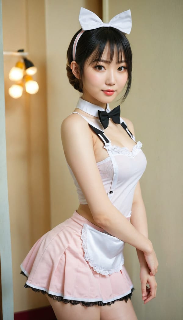 Tags: 21872187, SDXL
{"3": {"inputs": {"seed": 692584611532778, "steps": 32, "cfg": 7.07, "sampler_name": "dpmpp_2m", "scheduler": "karras", "denoise": 1.0, "model": ["27", 0], "positive": ["6", 0], "negative": ["7", 0], "latent_image": ["5", 0]}, "class_type": "KSampler"}, "4": {"inputs": {"ckpt_name": "juggernautxl.safetensors"}, "class_type": "CheckpointLoaderSimple"}, "5": {"inputs": {"width": 768, "height": 1344, "batch_size": 1}, "class_type": "EmptyLatentImage"}, "6": {"inputs": {"text": "28 year old girl, (taiwanese:1.07), (ukrainian:1.08), (blush:1.14), (seductive pose:1.03), (seductive facial expression:1.13), (eyelashes:1.08), (pale skin:1.08), (idol:1.06), (double eyelids:0.97), (cute:1.12), (sexy lips:1.09), (slim:0.96), (temptress:1.03), (detailed face:1.14), (beautiful eyes:1.12), (perky ass:1.05), (exposed ass:0.97), (looking back:0.95), (sexy ass:1.06), (thigh gap:1.13), in a (skimpy maid costume:1.10) working at a maid cafe, choker, bowtie, headband, pleated skirt, (natural looking skin:1.00), (detailed skin:1.08), (soft lighting:1.07), (skin fuzz:1.07), (film:1.00), (candid cinema:1.09), (portra:1.00), (textured skin:1.01), (RAW:1.01)", "clip": ["27", 1]}, "class_type": "CLIPTextEncode"}, "7": {"inputs": {"text": "(bad hands:1.14), (worst quality:1.07), (watermark:1.10), (distorted:1.09), (twisted:1.14), (open mouth:1.12), (low resolution:1.11)", "clip": ["27", 1]}, "class_type": "CLIPTextEncode"}, "8": {"inputs": {"samples": ["3", 0], "vae": ["4", 2]}, "class_type": "VAEDecode"}, "25": {"inputs": {"lora_name": "nudify_xl.safetensors", "strength_model": 0.08, "strength_clip": 0.35, "model": ["4", 0], "clip": ["4", 1]}, "class_type": "LoraLoader"}, "26": {"inputs": {"lora_name": "shirtlift_SDXL_v2.safetensors", "strength_model": 0.11, "strength_clip": 0.03, "model": ["25", 0], "clip": ["25", 1]}, "class_type": "LoraLoader"}, "27": {"inputs": {"lora_name": "PerfectEyesXL.safetensors", "strength_model": 0.14, "strength_clip": 0.16, "model": ["26", 0], "clip": ["26", 1]}, "class_type": "LoraLoader"}, "30": {"inputs": {"model_name": "4x_NMKD-Superscale-SP_178000_G.pth"}, "class_type": "UpscaleModelLoader"}, "31": {"inputs": {"upscale_model": ["30", 0], "image": ["8", 0]}, "class_type": "ImageUpscaleWithModel"}, "32": {"inputs": {"upscale_method": "lanczos", "scale_by": 0.5, "image": ["31", 0]}, "class_type": "ImageScaleBy"}, "33": {"inputs": {"pixels": ["32", 0], "vae": ["4", 2]}, "class_type": "VAEEncode"}, "34": {"inputs": {"seed": 692584611532778, "steps": 32, "cfg": 7.07, "sampler_name": "dpmpp_2m", "scheduler": "karras", "denoise": 0.3, "model": ["27", 0], "positive": ["6", 0], "negative": ["7", 0], "latent_image": ["33", 0]}, "class_type": "KSampler"}, "36": {"inputs": {"samples": ["34", 0], "vae": ["4", 2]}, "class_type": "VAEDecode"}, "39": {"inputs": {"filename_prefix": "comfyapi-1714537296235", "images": ["36", 0]}, "class_type": "SaveImage"}}