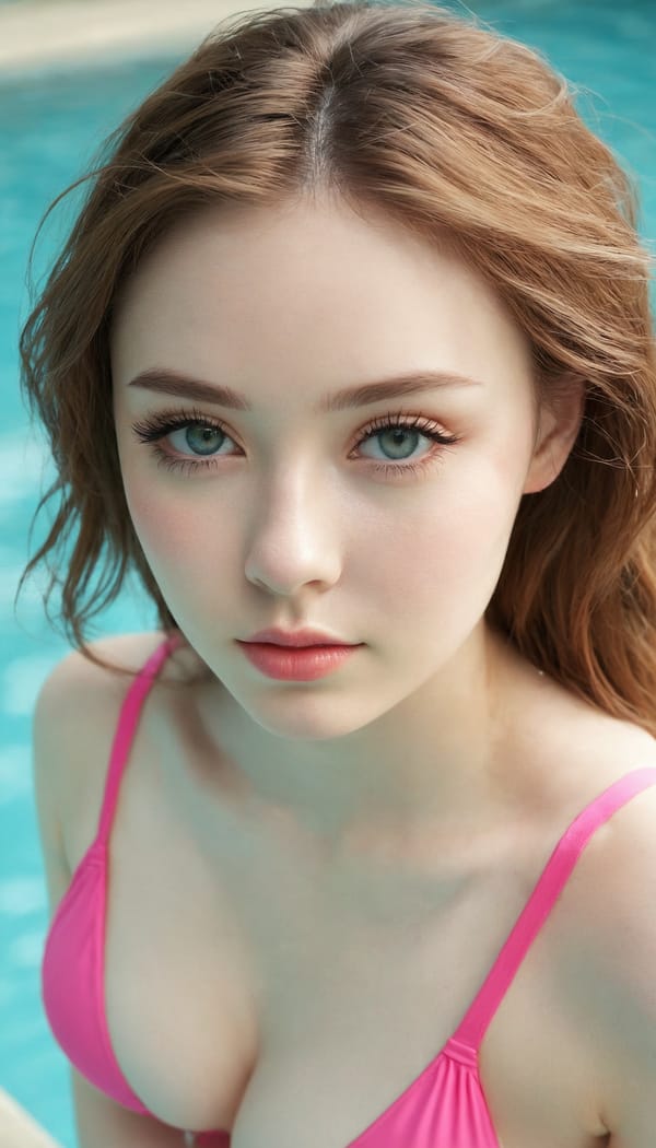 Tags: 21872187, SDXL
{"3": {"inputs": {"seed": 463671000798456, "steps": 64, "cfg": 5.03, "sampler_name": "dpmpp_2m", "scheduler": "karras", "denoise": 1.0, "model": ["27", 0], "positive": ["6", 0], "negative": ["7", 0], "latent_image": ["5", 0]}, "class_type": "KSampler"}, "4": {"inputs": {"ckpt_name": "juggernautxl.safetensors"}, "class_type": "CheckpointLoaderSimple"}, "5": {"inputs": {"width": 768, "height": 1344, "batch_size": 1}, "class_type": "EmptyLatentImage"}, "6": {"inputs": {"text": "23 year old girl, (irish:1.09), (double eyelids:0.99), (detailed face:0.97), (slim:0.96), (beautiful eyes:1.10), (temptress:0.96), (seductive pose:1.06), (cute:1.01), (eyelashes:1.02), (seductive facial expression:1.02), (sexy lips:1.05), (pale skin:1.00), (idol:1.03), (blush:1.07), (in a seductive pose:1.12), (large perky breasts:0.95), (cleavage:0.95), (thigh gap:0.98), (in a swimsuit:1.06) at a pool, (film:1.00), (textured skin:1.06), (natural looking skin:1.07), (detailed skin:1.00), (candid cinema:1.09), (portra:1.05), (RAW:1.03), (soft lighting:1.02), (skin fuzz:1.04)", "clip": ["27", 1]}, "class_type": "CLIPTextEncode"}, "7": {"inputs": {"text": "(bad hands:1.14), (distorted:1.07), (worst quality:1.06), (low resolution:1.12), (watermark:1.10), (open mouth:1.08), (twisted:1.05)", "clip": ["27", 1]}, "class_type": "CLIPTextEncode"}, "8": {"inputs": {"samples": ["3", 0], "vae": ["4", 2]}, "class_type": "VAEDecode"}, "25": {"inputs": {"lora_name": "nudify_xl.safetensors", "strength_model": 0.14, "strength_clip": 0.23, "model": ["4", 0], "clip": ["4", 1]}, "class_type": "LoraLoader"}, "26": {"inputs": {"lora_name": "shirtlift_SDXL_v2.safetensors", "strength_model": 0.11, "strength_clip": 0.03, "model": ["25", 0], "clip": ["25", 1]}, "class_type": "LoraLoader"}, "27": {"inputs": {"lora_name": "PerfectEyesXL.safetensors", "strength_model": 0.02, "strength_clip": 0.12, "model": ["26", 0], "clip": ["26", 1]}, "class_type": "LoraLoader"}, "30": {"inputs": {"model_name": "4x_NMKD-Superscale-SP_178000_G.pth"}, "class_type": "UpscaleModelLoader"}, "31": {"inputs": {"upscale_model": ["30", 0], "image": ["8", 0]}, "class_type": "ImageUpscaleWithModel"}, "32": {"inputs": {"upscale_method": "lanczos", "scale_by": 0.5, "image": ["31", 0]}, "class_type": "ImageScaleBy"}, "33": {"inputs": {"pixels": ["32", 0], "vae": ["4", 2]}, "class_type": "VAEEncode"}, "34": {"inputs": {"seed": 463671000798456, "steps": 64, "cfg": 5.03, "sampler_name": "dpmpp_2m", "scheduler": "karras", "denoise": 0.3, "model": ["27", 0], "positive": ["6", 0], "negative": ["7", 0], "latent_image": ["33", 0]}, "class_type": "KSampler"}, "36": {"inputs": {"samples": ["34", 0], "vae": ["4", 2]}, "class_type": "VAEDecode"}, "39": {"inputs": {"filename_prefix": "comfyapi-1713380472322", "images": ["36", 0]}, "class_type": "SaveImage"}}