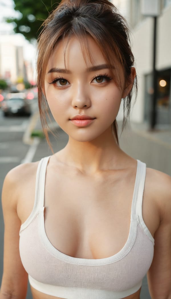 Tags: 21872187, SDXL
{"3": {"inputs": {"seed": 974115182887085, "steps": 32, "cfg": 7.96, "sampler_name": "dpmpp_2m", "scheduler": "karras", "denoise": 1.0, "model": ["27", 0], "positive": ["6", 0], "negative": ["7", 0], "latent_image": ["5", 0]}, "class_type": "KSampler"}, "4": {"inputs": {"ckpt_name": "juggernautxl.safetensors"}, "class_type": "CheckpointLoaderSimple"}, "5": {"inputs": {"width": 768, "height": 1344, "batch_size": 1}, "class_type": "EmptyLatentImage"}, "6": {"inputs": {"text": "26 year old girl, (temptress:1.08), (blush:0.96), (slim:1.09), (beautiful eyes:1.13), (detailed face:0.97), (idol:1.03), (sexy lips:1.13), (seductive pose:1.03), (seductive facial expression:1.04), (double eyelids:0.98), (eyelashes:1.09), (perky ass:0.99), (exposed ass:1.06), (looking back:1.01), (sexy ass:1.00), (thigh gap:1.09), (white tanktop:0.97), busy street, (natural looking skin:1.03), (textured skin:1.03), (candid cinema:1.00), (portra:1.03), (soft lighting:1.08), (film:1.08), (skin fuzz:1.02), (RAW:1.08), (detailed skin:1.02)", "clip": ["27", 1]}, "class_type": "CLIPTextEncode"}, "7": {"inputs": {"text": "(worst quality:1.06), (open mouth:1.12), (low resolution:1.07), (twisted:1.11), (watermark:1.06), (bad hands:1.11), (distorted:1.08)", "clip": ["27", 1]}, "class_type": "CLIPTextEncode"}, "8": {"inputs": {"samples": ["3", 0], "vae": ["4", 2]}, "class_type": "VAEDecode"}, "25": {"inputs": {"lora_name": "nudify_xl.safetensors", "strength_model": 0.06, "strength_clip": 0.12, "model": ["4", 0], "clip": ["4", 1]}, "class_type": "LoraLoader"}, "26": {"inputs": {"lora_name": "shirtlift_SDXL_v2.safetensors", "strength_model": 0.14, "strength_clip": 0.07, "model": ["25", 0], "clip": ["25", 1]}, "class_type": "LoraLoader"}, "27": {"inputs": {"lora_name": "PerfectEyesXL.safetensors", "strength_model": 0.01, "strength_clip": 0.0, "model": ["26", 0], "clip": ["26", 1]}, "class_type": "LoraLoader"}, "30": {"inputs": {"model_name": "4x_NMKD-Superscale-SP_178000_G.pth"}, "class_type": "UpscaleModelLoader"}, "31": {"inputs": {"upscale_model": ["30", 0], "image": ["8", 0]}, "class_type": "ImageUpscaleWithModel"}, "32": {"inputs": {"upscale_method": "lanczos", "scale_by": 0.5, "image": ["31", 0]}, "class_type": "ImageScaleBy"}, "33": {"inputs": {"pixels": ["32", 0], "vae": ["4", 2]}, "class_type": "VAEEncode"}, "34": {"inputs": {"seed": 974115182887085, "steps": 32, "cfg": 7.96, "sampler_name": "dpmpp_2m", "scheduler": "karras", "denoise": 0.3, "model": ["27", 0], "positive": ["6", 0], "negative": ["7", 0], "latent_image": ["33", 0]}, "class_type": "KSampler"}, "36": {"inputs": {"samples": ["34", 0], "vae": ["4", 2]}, "class_type": "VAEDecode"}, "39": {"inputs": {"filename_prefix": "comfyapi-1723663397437", "images": ["36", 0]}, "class_type": "SaveImage"}}